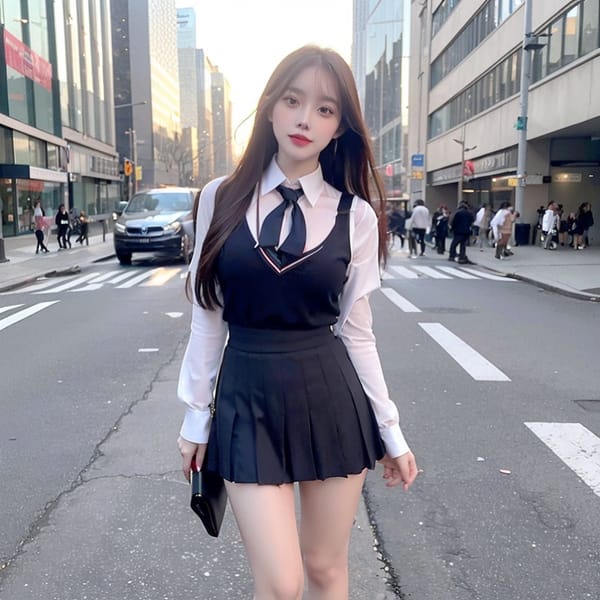 Tags: 21872187
<lora:mix4:0.62>, <lora:koreanDollLikeness:0.74>, (school uniform:1.13), (large breasts:0.93), choker, busy street in urban city, (seductive pose:0.98), extremely detailed face, cute, sexy lips, seductive smile, pale skin, perky breasts, full body portrait, textured skin, 4K, RAW, sharp, hyper realistic, (long slim legs:0.96), blush, delicate and beautiful girl
Negative prompt: sketches, anime, (worst quality:2.11)
Steps: 48, Sampler: DPM++ 2M Karras, CFG scale: 6.89, Seed: 3343885851, Size: 512x512, Model hash: fc2511737a, Model: chilloutmix_NiPrunedFp32Fix, Seed resize from: -1x-1, Denoising strength: 0.4, Version: v1.2.1, Hires upscale: 2.0, Hires steps: 16, Hires upscaler: ESRGAN_4x