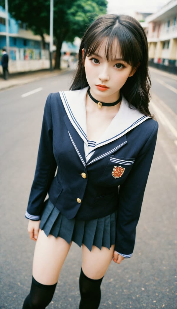 Tags: 21872187, SDXL
{"3": {"inputs": {"seed": 768473294430267, "steps": 64, "cfg": 6.13, "sampler_name": "dpmpp_2m", "scheduler": "karras", "denoise": 1.0, "model": ["27", 0], "positive": ["6", 0], "negative": ["7", 0], "latent_image": ["5", 0]}, "class_type": "KSampler"}, "4": {"inputs": {"ckpt_name": "helloworldxl.safetensors"}, "class_type": "CheckpointLoaderSimple"}, "5": {"inputs": {"width": 768, "height": 1344, "batch_size": 1}, "class_type": "EmptyLatentImage"}, "6": {"inputs": {"text": "22 year old girl, (beautiful eyes:1.06), (cute:1.07), (detailed face:1.03), (blush:1.05), (eyelashes:1.10), (seductive pose:1.11), (seductive facial expression:1.13), (temptress:1.14), (double eyelids:1.01), (pale skin:1.08), (sexy lips:1.09), (idol:1.07), (in a seductive pose:1.05), (large perky breasts:0.97), (cleavage:0.99), (thigh gap:1.02), (school uniform:1.12), choker, busy street, (film:1.03), (portra:1.07), (natural looking skin:1.08), (candid cinema:1.09), (detailed skin:1.01), (RAW:1.08), (textured skin:1.09), (soft lighting:1.04)", "clip": ["27", 1]}, "class_type": "CLIPTextEncode"}, "7": {"inputs": {"text": "(watermark:1.05), (distorted:1.06), (low resolution:1.05), (twisted:1.07), (worst quality:1.10), (open mouth:1.06), (bad hands:1.11)", "clip": ["27", 1]}, "class_type": "CLIPTextEncode"}, "8": {"inputs": {"samples": ["3", 0], "vae": ["4", 2]}, "class_type": "VAEDecode"}, "25": {"inputs": {"lora_name": "nudify_xl.safetensors", "strength_model": 0.24, "strength_clip": 0.04, "model": ["4", 0], "clip": ["4", 1]}, "class_type": "LoraLoader"}, "26": {"inputs": {"lora_name": "shirtlift_SDXL_v2.safetensors", "strength_model": 0.07, "strength_clip": 0.12, "model": ["25", 0], "clip": ["25", 1]}, "class_type": "LoraLoader"}, "27": {"inputs": {"lora_name": "PerfectEyesXL.safetensors", "strength_model": 0.16, "strength_clip": 0.03, "model": ["26", 0], "clip": ["26", 1]}, "class_type": "LoraLoader"}, "30": {"inputs": {"model_name": "4x_NMKD-Superscale-SP_178000_G.pth"}, "class_type": "UpscaleModelLoader"}, "31": {"inputs": {"upscale_model": ["30", 0], "image": ["8", 0]}, "class_type": "ImageUpscaleWithModel"}, "32": {"inputs": {"upscale_method": "lanczos", "scale_by": 0.5, "image": ["31", 0]}, "class_type": "ImageScaleBy"}, "33": {"inputs": {"pixels": ["32", 0], "vae": ["4", 2]}, "class_type": "VAEEncode"}, "34": {"inputs": {"seed": 768473294430267, "steps": 64, "cfg": 6.13, "sampler_name": "dpmpp_2m", "scheduler": "karras", "denoise": 0.3, "model": ["27", 0], "positive": ["6", 0], "negative": ["7", 0], "latent_image": ["33", 0]}, "class_type": "KSampler"}, "36": {"inputs": {"samples": ["34", 0], "vae": ["4", 2]}, "class_type": "VAEDecode"}, "39": {"inputs": {"filename_prefix": "comfyapi-1717612232657", "images": ["36", 0]}, "class_type": "SaveImage"}}