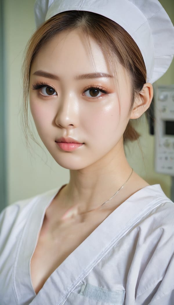 Tags: 21872187, SDXL
{"3": {"inputs": {"seed": 400928316297308, "steps": 64, "cfg": 7.04, "sampler_name": "dpmpp_2m", "scheduler": "karras", "denoise": 1.0, "model": ["27", 0], "positive": ["6", 0], "negative": ["7", 0], "latent_image": ["5", 0]}, "class_type": "KSampler"}, "4": {"inputs": {"ckpt_name": "juggernautxl.safetensors"}, "class_type": "CheckpointLoaderSimple"}, "5": {"inputs": {"width": 768, "height": 1344, "batch_size": 1}, "class_type": "EmptyLatentImage"}, "6": {"inputs": {"text": "19 year old girl, (japanese:1.04), (russian:1.08), (double eyelids:1.07), (eyelashes:1.03), (pale skin:1.03), (temptress:1.07), (sexy lips:1.01), (blush:1.10), (seductive facial expression:1.12), (beautiful eyes:0.97), (idol:1.05), (detailed face:1.06), (slim:1.07), (cute:1.10), (in a seductive pose:1.13), (large perky breasts:0.96), (cleavage:1.08), (thigh gap:1.11), (nurse in uniform:1.06) working in a hospital ward, (film:1.03), (skin fuzz:1.09), (detailed skin:1.07), (textured skin:1.04), (portra:1.06), (candid cinema:1.06), (soft lighting:1.07), (RAW:1.03), (natural looking skin:1.05)", "clip": ["27", 1]}, "class_type": "CLIPTextEncode"}, "7": {"inputs": {"text": "(low resolution:1.10), (worst quality:1.05), (watermark:1.14), (bad hands:1.11), (open mouth:1.08), (twisted:1.11), (distorted:1.05)", "clip": ["27", 1]}, "class_type": "CLIPTextEncode"}, "8": {"inputs": {"samples": ["3", 0], "vae": ["4", 2]}, "class_type": "VAEDecode"}, "25": {"inputs": {"lora_name": "nudify_xl.safetensors", "strength_model": 0.02, "strength_clip": 0.08, "model": ["4", 0], "clip": ["4", 1]}, "class_type": "LoraLoader"}, "26": {"inputs": {"lora_name": "shirtlift_SDXL_v2.safetensors", "strength_model": 0.09, "strength_clip": 0.16, "model": ["25", 0], "clip": ["25", 1]}, "class_type": "LoraLoader"}, "27": {"inputs": {"lora_name": "PerfectEyesXL.safetensors", "strength_model": 0.13, "strength_clip": 0.14, "model": ["26", 0], "clip": ["26", 1]}, "class_type": "LoraLoader"}, "30": {"inputs": {"model_name": "4x_NMKD-Superscale-SP_178000_G.pth"}, "class_type": "UpscaleModelLoader"}, "31": {"inputs": {"upscale_model": ["30", 0], "image": ["8", 0]}, "class_type": "ImageUpscaleWithModel"}, "32": {"inputs": {"upscale_method": "lanczos", "scale_by": 0.5, "image": ["31", 0]}, "class_type": "ImageScaleBy"}, "33": {"inputs": {"pixels": ["32", 0], "vae": ["4", 2]}, "class_type": "VAEEncode"}, "34": {"inputs": {"seed": 400928316297308, "steps": 64, "cfg": 7.04, "sampler_name": "dpmpp_2m", "scheduler": "karras", "denoise": 0.3, "model": ["27", 0], "positive": ["6", 0], "negative": ["7", 0], "latent_image": ["33", 0]}, "class_type": "KSampler"}, "36": {"inputs": {"samples": ["34", 0], "vae": ["4", 2]}, "class_type": "VAEDecode"}, "39": {"inputs": {"filename_prefix": "comfyapi-1725827028815", "images": ["36", 0]}, "class_type": "SaveImage"}}