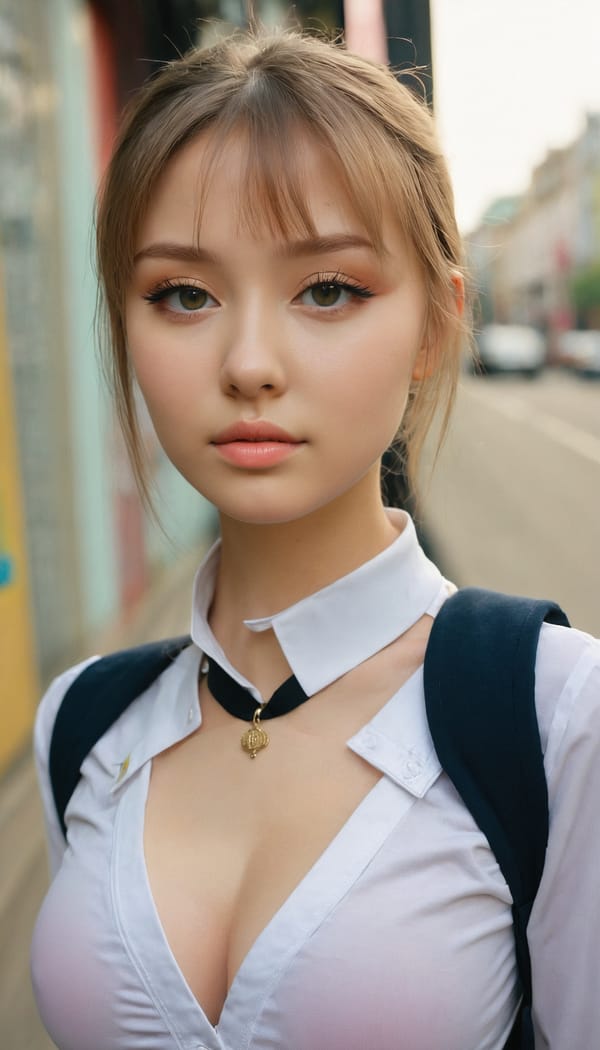 Tags: 21872187, SDXL
{"3": {"inputs": {"seed": 339090853896995, "steps": 32, "cfg": 6.38, "sampler_name": "dpmpp_2m", "scheduler": "karras", "denoise": 1.0, "model": ["27", 0], "positive": ["6", 0], "negative": ["7", 0], "latent_image": ["5", 0]}, "class_type": "KSampler"}, "4": {"inputs": {"ckpt_name": "juggernautxl.safetensors"}, "class_type": "CheckpointLoaderSimple"}, "5": {"inputs": {"width": 768, "height": 1344, "batch_size": 1}, "class_type": "EmptyLatentImage"}, "6": {"inputs": {"text": "22 year old girl, (ukrainian:0.96), (double eyelids:1.02), (slim:1.03), (temptress:1.08), (sexy lips:1.06), (cute:0.98), (seductive pose:0.96), (detailed face:1.09), (seductive facial expression:1.07), (blush:1.14), (eyelashes:0.98), (beautiful eyes:0.98), (idol:1.09), (in a seductive pose:1.00), (large perky breasts:1.08), (cleavage:1.14), (thigh gap:0.98), (school uniform:1.00), choker, busy street, (detailed skin:1.08), (candid cinema:1.01), (RAW:1.00), (film:1.03), (textured skin:1.00), (soft lighting:1.05), (portra:1.05), (natural looking skin:1.01), (skin fuzz:1.05)", "clip": ["27", 1]}, "class_type": "CLIPTextEncode"}, "7": {"inputs": {"text": "(low resolution:1.05), (watermark:1.10), (distorted:1.10), (open mouth:1.09), (twisted:1.10), (worst quality:1.12), (bad hands:1.10)", "clip": ["27", 1]}, "class_type": "CLIPTextEncode"}, "8": {"inputs": {"samples": ["3", 0], "vae": ["4", 2]}, "class_type": "VAEDecode"}, "25": {"inputs": {"lora_name": "nudify_xl.safetensors", "strength_model": 0.16, "strength_clip": 0.33, "model": ["4", 0], "clip": ["4", 1]}, "class_type": "LoraLoader"}, "26": {"inputs": {"lora_name": "shirtlift_SDXL_v2.safetensors", "strength_model": 0.13, "strength_clip": 0.18, "model": ["25", 0], "clip": ["25", 1]}, "class_type": "LoraLoader"}, "27": {"inputs": {"lora_name": "PerfectEyesXL.safetensors", "strength_model": 0.13, "strength_clip": 0.18, "model": ["26", 0], "clip": ["26", 1]}, "class_type": "LoraLoader"}, "30": {"inputs": {"model_name": "4x_NMKD-Superscale-SP_178000_G.pth"}, "class_type": "UpscaleModelLoader"}, "31": {"inputs": {"upscale_model": ["30", 0], "image": ["8", 0]}, "class_type": "ImageUpscaleWithModel"}, "32": {"inputs": {"upscale_method": "lanczos", "scale_by": 0.5, "image": ["31", 0]}, "class_type": "ImageScaleBy"}, "33": {"inputs": {"pixels": ["32", 0], "vae": ["4", 2]}, "class_type": "VAEEncode"}, "34": {"inputs": {"seed": 339090853896995, "steps": 32, "cfg": 6.38, "sampler_name": "dpmpp_2m", "scheduler": "karras", "denoise": 0.3, "model": ["27", 0], "positive": ["6", 0], "negative": ["7", 0], "latent_image": ["33", 0]}, "class_type": "KSampler"}, "36": {"inputs": {"samples": ["34", 0], "vae": ["4", 2]}, "class_type": "VAEDecode"}, "39": {"inputs": {"filename_prefix": "comfyapi-1727115239537", "images": ["36", 0]}, "class_type": "SaveImage"}}