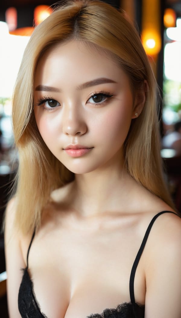 Tags: 21872187, SDXL
{"3": {"inputs": {"seed": 423945336652610, "steps": 32, "cfg": 7.96, "sampler_name": "dpmpp_2m", "scheduler": "karras", "denoise": 1.0, "model": ["27", 0], "positive": ["6", 0], "negative": ["7", 0], "latent_image": ["5", 0]}, "class_type": "KSampler"}, "4": {"inputs": {"ckpt_name": "juggernautxl.safetensors"}, "class_type": "CheckpointLoaderSimple"}, "5": {"inputs": {"width": 768, "height": 1344, "batch_size": 1}, "class_type": "EmptyLatentImage"}, "6": {"inputs": {"text": "19 year old girl, (double eyelids:0.97), (seductive pose:1.10), (beautiful eyes:1.06), (seductive facial expression:0.97), (eyelashes:1.13), (cute:0.98), (temptress:1.13), (blush:0.95), (detailed face:1.07), (sexy lips:1.02), (pale skin:0.98), (slim:1.01), (in a seductive pose:1.08), (large perky breasts:1.12), (cleavage:1.05), (thigh gap:1.05), (wearing a little black dress:1.08) at a fine dining restaurant, (candid cinema:1.06), (film:1.01), (detailed skin:1.01), (skin fuzz:1.07), (textured skin:1.07), (soft lighting:1.05), (RAW:1.04), (natural looking skin:1.04), (portra:1.02)", "clip": ["27", 1]}, "class_type": "CLIPTextEncode"}, "7": {"inputs": {"text": "(distorted:1.09), (twisted:1.14), (worst quality:1.08), (low resolution:1.12), (watermark:1.12), (bad hands:1.08), (open mouth:1.05)", "clip": ["27", 1]}, "class_type": "CLIPTextEncode"}, "8": {"inputs": {"samples": ["3", 0], "vae": ["4", 2]}, "class_type": "VAEDecode"}, "25": {"inputs": {"lora_name": "nudify_xl.safetensors", "strength_model": 0.22, "strength_clip": 0.0, "model": ["4", 0], "clip": ["4", 1]}, "class_type": "LoraLoader"}, "26": {"inputs": {"lora_name": "shirtlift_SDXL_v2.safetensors", "strength_model": 0.07, "strength_clip": 0.03, "model": ["25", 0], "clip": ["25", 1]}, "class_type": "LoraLoader"}, "27": {"inputs": {"lora_name": "PerfectEyesXL.safetensors", "strength_model": 0.02, "strength_clip": 0.14, "model": ["26", 0], "clip": ["26", 1]}, "class_type": "LoraLoader"}, "30": {"inputs": {"model_name": "4x_NMKD-Superscale-SP_178000_G.pth"}, "class_type": "UpscaleModelLoader"}, "31": {"inputs": {"upscale_model": ["30", 0], "image": ["8", 0]}, "class_type": "ImageUpscaleWithModel"}, "32": {"inputs": {"upscale_method": "lanczos", "scale_by": 0.5, "image": ["31", 0]}, "class_type": "ImageScaleBy"}, "33": {"inputs": {"pixels": ["32", 0], "vae": ["4", 2]}, "class_type": "VAEEncode"}, "34": {"inputs": {"seed": 423945336652610, "steps": 32, "cfg": 7.96, "sampler_name": "dpmpp_2m", "scheduler": "karras", "denoise": 0.3, "model": ["27", 0], "positive": ["6", 0], "negative": ["7", 0], "latent_image": ["33", 0]}, "class_type": "KSampler"}, "36": {"inputs": {"samples": ["34", 0], "vae": ["4", 2]}, "class_type": "VAEDecode"}, "39": {"inputs": {"filename_prefix": "comfyapi-1733945297181", "images": ["36", 0]}, "class_type": "SaveImage"}}