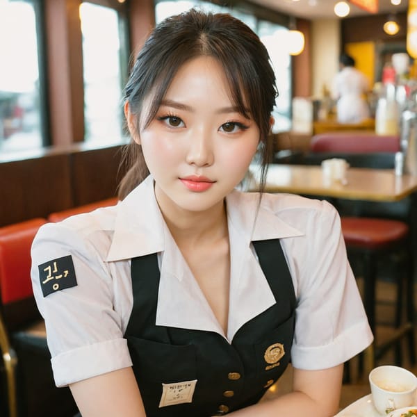 Tags: 21872187, SDXL
{"3": {"inputs": {"seed": 890235693345902, "steps": 64, "cfg": 5.41, "sampler_name": "dpmpp_2m", "scheduler": "karras", "denoise": 1.0, "model": ["27", 0], "positive": ["6", 0], "negative": ["7", 0], "latent_image": ["5", 0]}, "class_type": "KSampler"}, "4": {"inputs": {"ckpt_name": "juggernautxl.safetensors"}, "class_type": "CheckpointLoaderSimple"}, "5": {"inputs": {"width": 1024, "height": 1024, "batch_size": 1}, "class_type": "EmptyLatentImage"}, "6": {"inputs": {"text": "23 year old girl, (korean:1.10), (eyelashes:1.03), (seductive facial expression:1.05), (seductive pose:1.12), (blush:0.97), (idol:0.96), (detailed face:1.12), (sexy lips:1.06), (pale skin:1.04), (double eyelids:0.95), (beautiful eyes:0.99), (temptress:0.95), (cute:1.14), (slim:1.02), (on all fours:1.09), (spreading ass cheeks:1.06), (from behind:1.09), (backboob:1.09), (a waitress in uniform:1.10) working at a restaurant, (natural looking skin:1.06), (RAW:1.04), (portra:1.07), (soft lighting:1.01), (film:1.05), (candid cinema:1.02), (detailed skin:1.06), (textured skin:1.04), (skin fuzz:1.09)", "clip": ["27", 1]}, "class_type": "CLIPTextEncode"}, "7": {"inputs": {"text": "(low resolution:1.11), (twisted:1.08), (watermark:1.14), (open mouth:1.08), (distorted:1.06), (worst quality:1.08), (bad hands:1.13)", "clip": ["27", 1]}, "class_type": "CLIPTextEncode"}, "8": {"inputs": {"samples": ["3", 0], "vae": ["4", 2]}, "class_type": "VAEDecode"}, "25": {"inputs": {"lora_name": "nudify_xl.safetensors", "strength_model": 0.2, "strength_clip": 0.33, "model": ["4", 0], "clip": ["4", 1]}, "class_type": "LoraLoader"}, "26": {"inputs": {"lora_name": "shirtlift_SDXL_v2.safetensors", "strength_model": 0.11, "strength_clip": 0.02, "model": ["25", 0], "clip": ["25", 1]}, "class_type": "LoraLoader"}, "27": {"inputs": {"lora_name": "PerfectEyesXL.safetensors", "strength_model": 0.17, "strength_clip": 0.15, "model": ["26", 0], "clip": ["26", 1]}, "class_type": "LoraLoader"}, "30": {"inputs": {"model_name": "4x_NMKD-Superscale-SP_178000_G.pth"}, "class_type": "UpscaleModelLoader"}, "31": {"inputs": {"upscale_model": ["30", 0], "image": ["8", 0]}, "class_type": "ImageUpscaleWithModel"}, "32": {"inputs": {"upscale_method": "lanczos", "scale_by": 0.5, "image": ["31", 0]}, "class_type": "ImageScaleBy"}, "33": {"inputs": {"pixels": ["32", 0], "vae": ["4", 2]}, "class_type": "VAEEncode"}, "34": {"inputs": {"seed": 890235693345902, "steps": 64, "cfg": 5.41, "sampler_name": "dpmpp_2m", "scheduler": "karras", "denoise": 0.3, "model": ["27", 0], "positive": ["6", 0], "negative": ["7", 0], "latent_image": ["33", 0]}, "class_type": "KSampler"}, "36": {"inputs": {"samples": ["34", 0], "vae": ["4", 2]}, "class_type": "VAEDecode"}, "39": {"inputs": {"filename_prefix": "comfyapi-1735855292156", "images": ["36", 0]}, "class_type": "SaveImage"}}