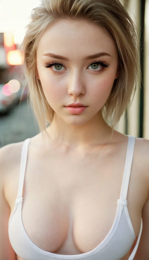 Tags: 21872187, SDXL
{"3": {"inputs": {"seed": 938435859832198, "steps": 64, "cfg": 6.37, "sampler_name": "dpmpp_2m", "scheduler": "karras", "denoise": 1.0, "model": ["27", 0], "positive": ["6", 0], "negative": ["7", 0], "latent_image": ["5", 0]}, "class_type": "KSampler"}, "4": {"inputs": {"ckpt_name": "juggernautxl.safetensors"}, "class_type": "CheckpointLoaderSimple"}, "5": {"inputs": {"width": 768, "height": 1344, "batch_size": 1}, "class_type": "EmptyLatentImage"}, "6": {"inputs": {"text": "19 year old girl, (blush:1.03), (slim:1.03), (temptress:1.13), (detailed face:0.97), (sexy lips:1.00), (seductive pose:1.01), (pale skin:1.04), (idol:1.14), (cute:1.05), (eyelashes:1.13), (beautiful eyes:1.06), (in a seductive pose:1.04), (large perky breasts:1.02), (cleavage:1.14), (thigh gap:0.97), (white tanktop:1.14), busy street, (soft lighting:1.07), (textured skin:1.08), (portra:1.06), (detailed skin:1.08), (RAW:1.00), (film:1.07), (skin fuzz:1.06), (natural looking skin:1.09), (candid cinema:1.00)", "clip": ["27", 1]}, "class_type": "CLIPTextEncode"}, "7": {"inputs": {"text": "(worst quality:1.11), (distorted:1.07), (bad hands:1.12), (twisted:1.13), (watermark:1.08), (open mouth:1.09), (low resolution:1.09)", "clip": ["27", 1]}, "class_type": "CLIPTextEncode"}, "8": {"inputs": {"samples": ["3", 0], "vae": ["4", 2]}, "class_type": "VAEDecode"}, "25": {"inputs": {"lora_name": "nudify_xl.safetensors", "strength_model": 0.21, "strength_clip": 0.11, "model": ["4", 0], "clip": ["4", 1]}, "class_type": "LoraLoader"}, "26": {"inputs": {"lora_name": "shirtlift_SDXL_v2.safetensors", "strength_model": 0.05, "strength_clip": 0.17, "model": ["25", 0], "clip": ["25", 1]}, "class_type": "LoraLoader"}, "27": {"inputs": {"lora_name": "PerfectEyesXL.safetensors", "strength_model": 0.11, "strength_clip": 0.16, "model": ["26", 0], "clip": ["26", 1]}, "class_type": "LoraLoader"}, "30": {"inputs": {"model_name": "4x_NMKD-Superscale-SP_178000_G.pth"}, "class_type": "UpscaleModelLoader"}, "31": {"inputs": {"upscale_model": ["30", 0], "image": ["8", 0]}, "class_type": "ImageUpscaleWithModel"}, "32": {"inputs": {"upscale_method": "lanczos", "scale_by": 0.5, "image": ["31", 0]}, "class_type": "ImageScaleBy"}, "33": {"inputs": {"pixels": ["32", 0], "vae": ["4", 2]}, "class_type": "VAEEncode"}, "34": {"inputs": {"seed": 938435859832198, "steps": 64, "cfg": 6.37, "sampler_name": "dpmpp_2m", "scheduler": "karras", "denoise": 0.3, "model": ["27", 0], "positive": ["6", 0], "negative": ["7", 0], "latent_image": ["33", 0]}, "class_type": "KSampler"}, "36": {"inputs": {"samples": ["34", 0], "vae": ["4", 2]}, "class_type": "VAEDecode"}, "39": {"inputs": {"filename_prefix": "comfyapi-1718936085860", "images": ["36", 0]}, "class_type": "SaveImage"}}