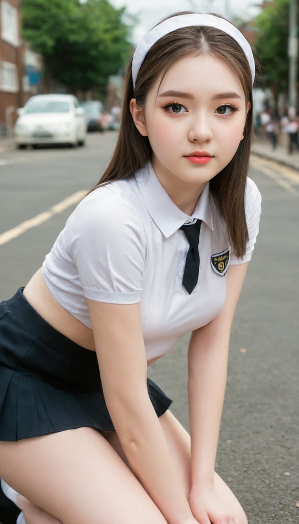 Tags: 21872187, SDXL
{"3": {"inputs": {"seed": 871412845109652, "steps": 64, "cfg": 5.35, "sampler_name": "dpmpp_2m", "scheduler": "karras", "denoise": 1.0, "model": ["27", 0], "positive": ["6", 0], "negative": ["7", 0], "latent_image": ["5", 0]}, "class_type": "KSampler"}, "4": {"inputs": {"ckpt_name": "juggernautXL_v8Rundiffusion.safetensors"}, "class_type": "CheckpointLoaderSimple"}, "5": {"inputs": {"width": 768, "height": 1344, "batch_size": 1}, "class_type": "EmptyLatentImage"}, "6": {"inputs": {"text": "20 year old girl, (detailed face:0.98), (double eyelids:1.05), (eyelashes:1.08), (slim:0.96), (seductive facial expression:0.97), (beautiful eyes:1.01), (temptress:0.99), (cute:0.95), (idol:0.95), (blush:0.99), (sexy lips:0.95), (pale skin:1.00), (seductive pose:1.00), (on all fours:0.98), (spreading ass cheeks:0.97), (from behind:0.96), (backboob:0.95), (school uniform:1.12), choker, busy street, (portra:1.02), (skin fuzz:1.01), (RAW:1.08), (textured skin:1.09), (natural looking skin:1.06), (film:1.00), (detailed skin:1.03), (candid cinema:1.08), (soft lighting:1.01)", "clip": ["27", 1]}, "class_type": "CLIPTextEncode"}, "7": {"inputs": {"text": "(worst quality:1.11), (watermark:1.11), (bad hands:1.09), (low resolution:1.12), (twisted:1.11), (distorted:1.10), (open mouth:1.06)", "clip": ["27", 1]}, "class_type": "CLIPTextEncode"}, "8": {"inputs": {"samples": ["3", 0], "vae": ["4", 2]}, "class_type": "VAEDecode"}, "25": {"inputs": {"lora_name": "nudify_xl.safetensors", "strength_model": 0.03, "strength_clip": 0.01, "model": ["4", 0], "clip": ["4", 1]}, "class_type": "LoraLoader"}, "26": {"inputs": {"lora_name": "shirtlift_SDXL_v2.safetensors", "strength_model": 0.19, "strength_clip": 0.18, "model": ["25", 0], "clip": ["25", 1]}, "class_type": "LoraLoader"}, "27": {"inputs": {"lora_name": "PerfectEyesXL.safetensors", "strength_model": 0.18, "strength_clip": 0.03, "model": ["26", 0], "clip": ["26", 1]}, "class_type": "LoraLoader"}, "30": {"inputs": {"model_name": "4x_NMKD-Superscale-SP_178000_G.pth"}, "class_type": "UpscaleModelLoader"}, "31": {"inputs": {"upscale_model": ["30", 0], "image": ["8", 0]}, "class_type": "ImageUpscaleWithModel"}, "32": {"inputs": {"upscale_method": "lanczos", "scale_by": 0.5, "image": ["31", 0]}, "class_type": "ImageScaleBy"}, "33": {"inputs": {"pixels": ["32", 0], "vae": ["4", 2]}, "class_type": "VAEEncode"}, "34": {"inputs": {"seed": 871412845109652, "steps": 64, "cfg": 5.35, "sampler_name": "dpmpp_2m", "scheduler": "karras", "denoise": 0.3, "model": ["27", 0], "positive": ["6", 0], "negative": ["7", 0], "latent_image": ["33", 0]}, "class_type": "KSampler"}, "36": {"inputs": {"samples": ["34", 0], "vae": ["4", 2]}, "class_type": "VAEDecode"}, "39": {"inputs": {"filename_prefix": "comfyapi-1707801940914", "images": ["36", 0]}, "class_type": "SaveImage"}}