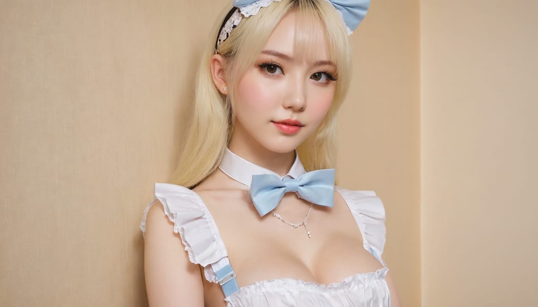 Tags: 21872187, SDXL
{"3": {"inputs": {"seed": 202757859043381, "steps": 32, "cfg": 5.14, "sampler_name": "dpmpp_2m", "scheduler": "karras", "denoise": 1.0, "model": ["27", 0], "positive": ["6", 0], "negative": ["7", 0], "latent_image": ["5", 0]}, "class_type": "KSampler"}, "4": {"inputs": {"ckpt_name": "juggernautxl.safetensors"}, "class_type": "CheckpointLoaderSimple"}, "5": {"inputs": {"width": 1344, "height": 768, "batch_size": 1}, "class_type": "EmptyLatentImage"}, "6": {"inputs": {"text": "24 year old girl, (slim:0.95), (cute:1.08), (beautiful eyes:1.02), (seductive facial expression:0.99), (sexy lips:1.12), (eyelashes:1.00), (double eyelids:1.05), (seductive pose:1.03), (pale skin:1.13), (temptress:1.11), (detailed face:1.04), (idol:1.00), (in a seductive pose:1.04), (large perky breasts:1.03), (cleavage:0.97), (thigh gap:1.08), in a (skimpy maid costume:1.01) working at a maid cafe, choker, bowtie, headband, pleated skirt, (detailed skin:1.01), (RAW:1.05), (natural looking skin:1.03), (soft lighting:1.05), (candid cinema:1.02), (skin fuzz:1.05), (film:1.08), (portra:1.07), (textured skin:1.05)", "clip": ["27", 1]}, "class_type": "CLIPTextEncode"}, "7": {"inputs": {"text": "(distorted:1.06), (open mouth:1.12), (twisted:1.11), (bad hands:1.07), (low resolution:1.10), (watermark:1.13), (worst quality:1.12)", "clip": ["27", 1]}, "class_type": "CLIPTextEncode"}, "8": {"inputs": {"samples": ["3", 0], "vae": ["4", 2]}, "class_type": "VAEDecode"}, "25": {"inputs": {"lora_name": "nudify_xl.safetensors", "strength_model": 0.28, "strength_clip": 0.38, "model": ["4", 0], "clip": ["4", 1]}, "class_type": "LoraLoader"}, "26": {"inputs": {"lora_name": "shirtlift_SDXL_v2.safetensors", "strength_model": 0.11, "strength_clip": 0.04, "model": ["25", 0], "clip": ["25", 1]}, "class_type": "LoraLoader"}, "27": {"inputs": {"lora_name": "PerfectEyesXL.safetensors", "strength_model": 0.1, "strength_clip": 0.15, "model": ["26", 0], "clip": ["26", 1]}, "class_type": "LoraLoader"}, "30": {"inputs": {"model_name": "4x_NMKD-Superscale-SP_178000_G.pth"}, "class_type": "UpscaleModelLoader"}, "31": {"inputs": {"upscale_model": ["30", 0], "image": ["8", 0]}, "class_type": "ImageUpscaleWithModel"}, "32": {"inputs": {"upscale_method": "lanczos", "scale_by": 0.5, "image": ["31", 0]}, "class_type": "ImageScaleBy"}, "33": {"inputs": {"pixels": ["32", 0], "vae": ["4", 2]}, "class_type": "VAEEncode"}, "34": {"inputs": {"seed": 202757859043381, "steps": 32, "cfg": 5.14, "sampler_name": "dpmpp_2m", "scheduler": "karras", "denoise": 0.3, "model": ["27", 0], "positive": ["6", 0], "negative": ["7", 0], "latent_image": ["33", 0]}, "class_type": "KSampler"}, "36": {"inputs": {"samples": ["34", 0], "vae": ["4", 2]}, "class_type": "VAEDecode"}, "39": {"inputs": {"filename_prefix": "comfyapi-1735599943865", "images": ["36", 0]}, "class_type": "SaveImage"}}