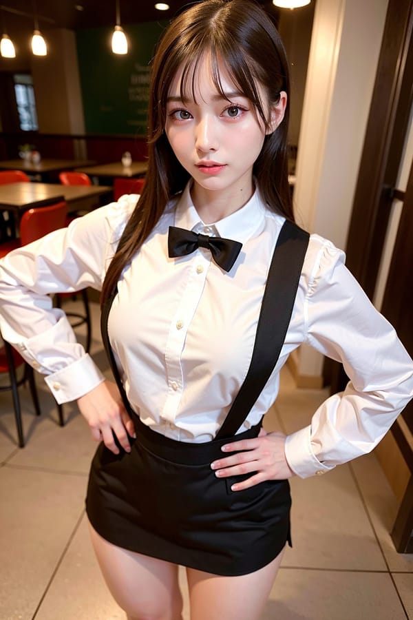 Tags: 21872187
<lora:JapaneseDollLikeness_v15:0.31>, <lora:taiwanDollLikeness_v20:0.32>, (russian:0.99), (waitress wearing uniform:1.08), restaurant, (seductive pose:0.98), extremely detailed eyes, extremely detailed face, cute, (photorealistic:1.02), double eyelids, eyelashes, pale skin, full body portrait, textured skin, 4K, best quality, blush, 1girl, (stunningly attractive:1.02)
Negative prompt: paintings, anime, black and white, (low quality:2.21), (worst quality:1.97)
Steps: 32, Sampler: DPM++ 2M Karras, CFG scale: 6.56, Seed: 3231253503, Size: 512x768, Model hash: fc2511737a, Model: chilloutmix_NiPrunedFp32Fix, Seed resize from: -1x-1, Denoising strength: 0.4, Version: v1.2.1, Hires upscale: 2.0, Hires steps: 16, Hires upscaler: ESRGAN_4x