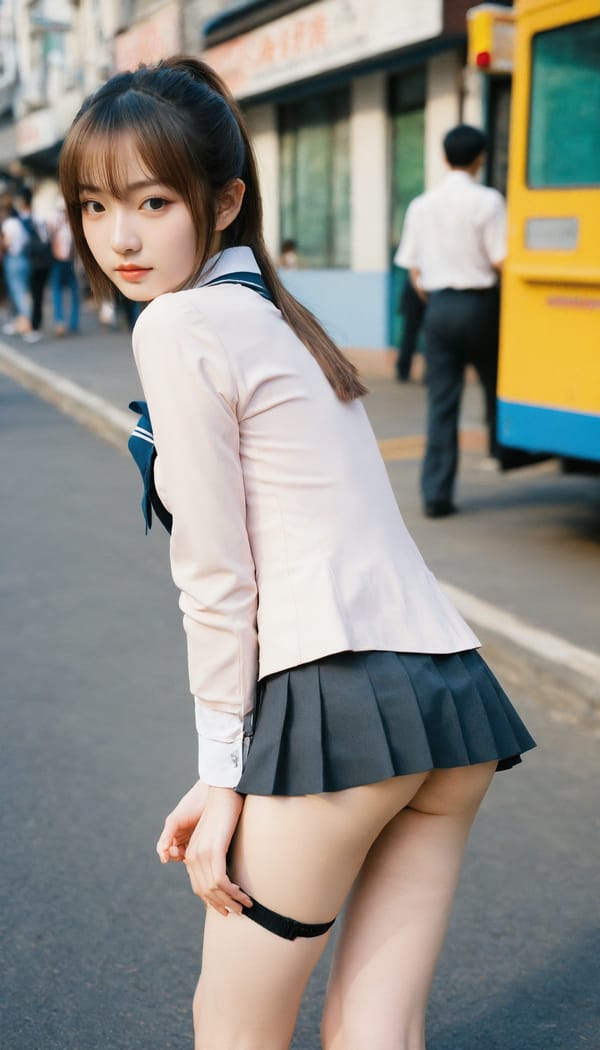 Tags: 21872187, SDXL
{"3": {"inputs": {"seed": 808327029751233, "steps": 64, "cfg": 7.56, "sampler_name": "dpmpp_2m", "scheduler": "karras", "denoise": 1.0, "model": ["27", 0], "positive": ["6", 0], "negative": ["7", 0], "latent_image": ["5", 0]}, "class_type": "KSampler"}, "4": {"inputs": {"ckpt_name": "helloworldxl.safetensors"}, "class_type": "CheckpointLoaderSimple"}, "5": {"inputs": {"width": 768, "height": 1344, "batch_size": 1}, "class_type": "EmptyLatentImage"}, "6": {"inputs": {"text": "23 year old girl, (detailed face:1.03), (eyelashes:1.07), (double eyelids:1.13), (seductive facial expression:1.14), (slim:1.04), (sexy lips:0.95), (blush:0.98), (beautiful eyes:1.10), (idol:1.03), (pale skin:0.96), (cute:1.05), (seductive pose:1.01), (perky ass:1.06), (exposed ass:0.96), (looking back:1.05), (sexy ass:1.02), (thigh gap:0.99), (school uniform:0.97), choker, busy street, (candid cinema:1.00), (detailed skin:1.02), (textured skin:1.08), (skin fuzz:1.00), (RAW:1.00), (natural looking skin:1.02), (soft lighting:1.01), (film:1.09), (portra:1.03)", "clip": ["27", 1]}, "class_type": "CLIPTextEncode"}, "7": {"inputs": {"text": "(low resolution:1.10), (watermark:1.11), (bad hands:1.11), (twisted:1.13), (worst quality:1.11), (distorted:1.14), (open mouth:1.07)", "clip": ["27", 1]}, "class_type": "CLIPTextEncode"}, "8": {"inputs": {"samples": ["3", 0], "vae": ["4", 2]}, "class_type": "VAEDecode"}, "25": {"inputs": {"lora_name": "nudify_xl.safetensors", "strength_model": 0.01, "strength_clip": 0.09, "model": ["4", 0], "clip": ["4", 1]}, "class_type": "LoraLoader"}, "26": {"inputs": {"lora_name": "shirtlift_SDXL_v2.safetensors", "strength_model": 0.11, "strength_clip": 0.12, "model": ["25", 0], "clip": ["25", 1]}, "class_type": "LoraLoader"}, "27": {"inputs": {"lora_name": "PerfectEyesXL.safetensors", "strength_model": 0.17, "strength_clip": 0.11, "model": ["26", 0], "clip": ["26", 1]}, "class_type": "LoraLoader"}, "30": {"inputs": {"model_name": "4x_NMKD-Superscale-SP_178000_G.pth"}, "class_type": "UpscaleModelLoader"}, "31": {"inputs": {"upscale_model": ["30", 0], "image": ["8", 0]}, "class_type": "ImageUpscaleWithModel"}, "32": {"inputs": {"upscale_method": "lanczos", "scale_by": 0.5, "image": ["31", 0]}, "class_type": "ImageScaleBy"}, "33": {"inputs": {"pixels": ["32", 0], "vae": ["4", 2]}, "class_type": "VAEEncode"}, "34": {"inputs": {"seed": 808327029751233, "steps": 64, "cfg": 7.56, "sampler_name": "dpmpp_2m", "scheduler": "karras", "denoise": 0.3, "model": ["27", 0], "positive": ["6", 0], "negative": ["7", 0], "latent_image": ["33", 0]}, "class_type": "KSampler"}, "36": {"inputs": {"samples": ["34", 0], "vae": ["4", 2]}, "class_type": "VAEDecode"}, "39": {"inputs": {"filename_prefix": "comfyapi-1731451503603", "images": ["36", 0]}, "class_type": "SaveImage"}}