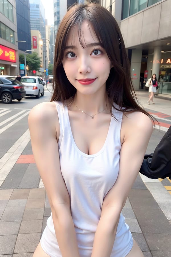 Tags: 21872187
<lora:mix4:0.47>, <lora:YaeMiko_Test:0.37>, (white tank top:0.96), (large breasts:0.96), busy street in urban city, <lora:skirtlift-v4:0.85 <lora:Addams:0.22>, extremely detailed eyes, extremely detailed face, seductive smile, double eyelids, full body portrait, textured skin, hyper realistic, (long slim legs:1.12), (thigh gap:0.95), 1girl, solo, (stunningly attractive:0.93), (dramatic:1.06)
Negative prompt: sketches, paintings, black and white, (low quality:2.19), (worst quality:2.02)
Steps: 32, Sampler: DPM++ 2M Karras, CFG scale: 5.6, Seed: 2778731234, Size: 512x768, Model hash: fc2511737a, Model: chilloutmix_NiPrunedFp32Fix, Seed resize from: -1x-1, Denoising strength: 0.4, Version: v1.2.1, Hires upscale: 2.0, Hires steps: 16, Hires upscaler: ESRGAN_4x