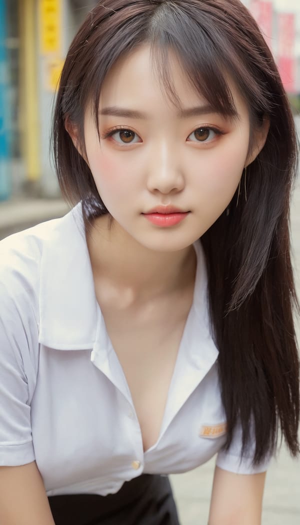 Tags: 21872187, SDXL
{"3": {"inputs": {"seed": 365597605313102, "steps": 32, "cfg": 5.09, "sampler_name": "dpmpp_2m", "scheduler": "karras", "denoise": 1.0, "model": ["27", 0], "positive": ["6", 0], "negative": ["7", 0], "latent_image": ["5", 0]}, "class_type": "KSampler"}, "4": {"inputs": {"ckpt_name": "juggernautxl.safetensors"}, "class_type": "CheckpointLoaderSimple"}, "5": {"inputs": {"width": 768, "height": 1344, "batch_size": 1}, "class_type": "EmptyLatentImage"}, "6": {"inputs": {"text": "20 year old girl, (chinese:1.01), (seductive pose:1.13), (seductive facial expression:1.11), (sexy lips:0.96), (pale skin:0.99), (double eyelids:1.06), (beautiful eyes:0.96), (slim:1.10), (cute:1.08), (detailed face:0.97), (blush:1.07), (idol:0.99), (on all fours:0.99), (spreading ass cheeks:0.96), (from behind:0.95), (backboob:0.98), (school uniform:1.13), choker, busy street, (detailed skin:1.02), (RAW:1.05), (portra:1.08), (candid cinema:1.04), (soft lighting:1.08), (skin fuzz:1.06), (film:1.05), (natural looking skin:1.08), (textured skin:1.06)", "clip": ["27", 1]}, "class_type": "CLIPTextEncode"}, "7": {"inputs": {"text": "(worst quality:1.08), (open mouth:1.07), (watermark:1.14), (distorted:1.05), (bad hands:1.05), (low resolution:1.14), (twisted:1.08)", "clip": ["27", 1]}, "class_type": "CLIPTextEncode"}, "8": {"inputs": {"samples": ["3", 0], "vae": ["4", 2]}, "class_type": "VAEDecode"}, "25": {"inputs": {"lora_name": "nudify_xl.safetensors", "strength_model": 0.17, "strength_clip": 0.13, "model": ["4", 0], "clip": ["4", 1]}, "class_type": "LoraLoader"}, "26": {"inputs": {"lora_name": "shirtlift_SDXL_v2.safetensors", "strength_model": 0.13, "strength_clip": 0.09, "model": ["25", 0], "clip": ["25", 1]}, "class_type": "LoraLoader"}, "27": {"inputs": {"lora_name": "PerfectEyesXL.safetensors", "strength_model": 0.15, "strength_clip": 0.0, "model": ["26", 0], "clip": ["26", 1]}, "class_type": "LoraLoader"}, "30": {"inputs": {"model_name": "4x_NMKD-Superscale-SP_178000_G.pth"}, "class_type": "UpscaleModelLoader"}, "31": {"inputs": {"upscale_model": ["30", 0], "image": ["8", 0]}, "class_type": "ImageUpscaleWithModel"}, "32": {"inputs": {"upscale_method": "lanczos", "scale_by": 0.5, "image": ["31", 0]}, "class_type": "ImageScaleBy"}, "33": {"inputs": {"pixels": ["32", 0], "vae": ["4", 2]}, "class_type": "VAEEncode"}, "34": {"inputs": {"seed": 365597605313102, "steps": 32, "cfg": 5.09, "sampler_name": "dpmpp_2m", "scheduler": "karras", "denoise": 0.3, "model": ["27", 0], "positive": ["6", 0], "negative": ["7", 0], "latent_image": ["33", 0]}, "class_type": "KSampler"}, "36": {"inputs": {"samples": ["34", 0], "vae": ["4", 2]}, "class_type": "VAEDecode"}, "39": {"inputs": {"filename_prefix": "comfyapi-1713364180462", "images": ["36", 0]}, "class_type": "SaveImage"}}