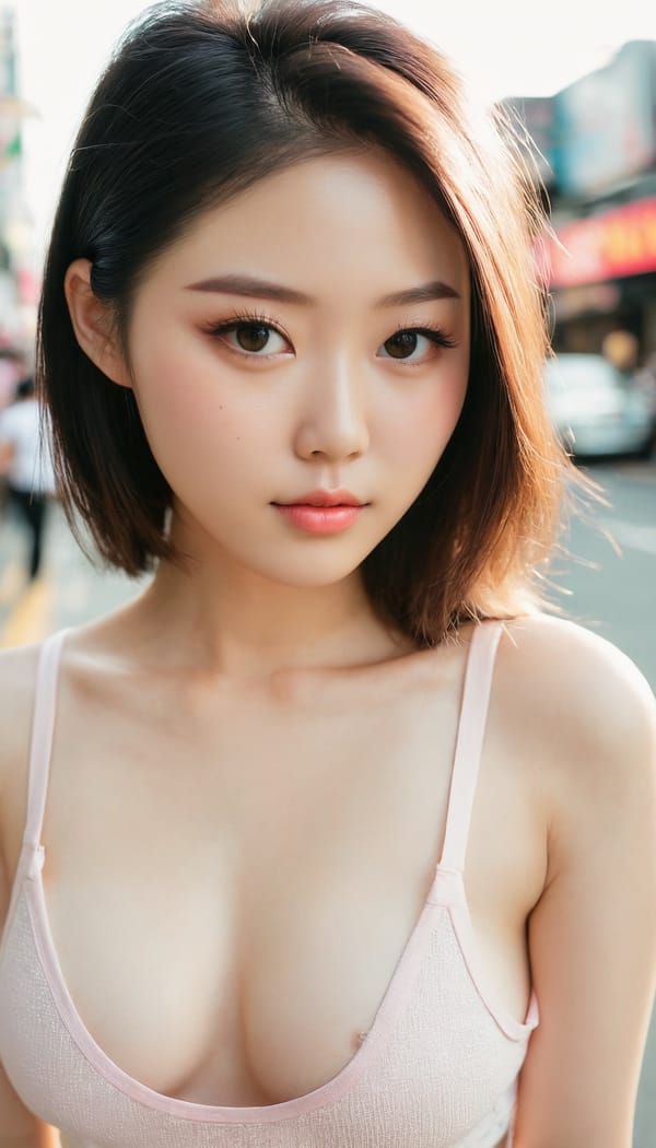 Tags: 21872187, SDXL
{"3": {"inputs": {"seed": 214580350623745, "steps": 64, "cfg": 6.11, "sampler_name": "dpmpp_2m", "scheduler": "karras", "denoise": 1.0, "model": ["27", 0], "positive": ["6", 0], "negative": ["7", 0], "latent_image": ["5", 0]}, "class_type": "KSampler"}, "4": {"inputs": {"ckpt_name": "juggernautxl.safetensors"}, "class_type": "CheckpointLoaderSimple"}, "5": {"inputs": {"width": 768, "height": 1344, "batch_size": 1}, "class_type": "EmptyLatentImage"}, "6": {"inputs": {"text": "22 year old girl, (taiwanese:1.14), (irish:1.03), (pale skin:0.96), (cute:0.96), (blush:1.14), (detailed face:1.05), (double eyelids:1.11), (sexy lips:1.00), (seductive pose:0.99), (idol:1.06), (beautiful eyes:1.02), (slim:1.09), (temptress:1.02), (seductive facial expression:1.01), (eyelashes:0.97), (perky ass:1.02), (exposed ass:1.08), (looking back:1.06), (sexy ass:1.01), (thigh gap:1.03), (white tanktop:1.01), busy street, (portra:1.08), (detailed skin:1.05), (soft lighting:1.06), (film:1.09), (candid cinema:1.06), (natural looking skin:1.01), (skin fuzz:1.01), (RAW:1.08), (textured skin:1.03)", "clip": ["27", 1]}, "class_type": "CLIPTextEncode"}, "7": {"inputs": {"text": "(bad hands:1.14), (distorted:1.09), (worst quality:1.14), (twisted:1.09), (open mouth:1.08), (low resolution:1.09), (watermark:1.11)", "clip": ["27", 1]}, "class_type": "CLIPTextEncode"}, "8": {"inputs": {"samples": ["3", 0], "vae": ["4", 2]}, "class_type": "VAEDecode"}, "25": {"inputs": {"lora_name": "nudify_xl.safetensors", "strength_model": 0.24, "strength_clip": 0.0, "model": ["4", 0], "clip": ["4", 1]}, "class_type": "LoraLoader"}, "26": {"inputs": {"lora_name": "shirtlift_SDXL_v2.safetensors", "strength_model": 0.09, "strength_clip": 0.13, "model": ["25", 0], "clip": ["25", 1]}, "class_type": "LoraLoader"}, "27": {"inputs": {"lora_name": "PerfectEyesXL.safetensors", "strength_model": 0.17, "strength_clip": 0.07, "model": ["26", 0], "clip": ["26", 1]}, "class_type": "LoraLoader"}, "30": {"inputs": {"model_name": "4x_NMKD-Superscale-SP_178000_G.pth"}, "class_type": "UpscaleModelLoader"}, "31": {"inputs": {"upscale_model": ["30", 0], "image": ["8", 0]}, "class_type": "ImageUpscaleWithModel"}, "32": {"inputs": {"upscale_method": "lanczos", "scale_by": 0.5, "image": ["31", 0]}, "class_type": "ImageScaleBy"}, "33": {"inputs": {"pixels": ["32", 0], "vae": ["4", 2]}, "class_type": "VAEEncode"}, "34": {"inputs": {"seed": 214580350623745, "steps": 64, "cfg": 6.11, "sampler_name": "dpmpp_2m", "scheduler": "karras", "denoise": 0.3, "model": ["27", 0], "positive": ["6", 0], "negative": ["7", 0], "latent_image": ["33", 0]}, "class_type": "KSampler"}, "36": {"inputs": {"samples": ["34", 0], "vae": ["4", 2]}, "class_type": "VAEDecode"}, "39": {"inputs": {"filename_prefix": "comfyapi-1714004822099", "images": ["36", 0]}, "class_type": "SaveImage"}}