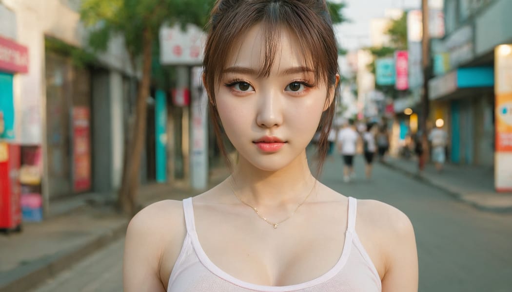 Tags: 21872187, SDXL
{"3": {"inputs": {"seed": 180459128491896, "steps": 32, "cfg": 5.71, "sampler_name": "dpmpp_2m", "scheduler": "karras", "denoise": 1.0, "model": ["27", 0], "positive": ["6", 0], "negative": ["7", 0], "latent_image": ["5", 0]}, "class_type": "KSampler"}, "4": {"inputs": {"ckpt_name": "juggernautxl.safetensors"}, "class_type": "CheckpointLoaderSimple"}, "5": {"inputs": {"width": 1344, "height": 768, "batch_size": 1}, "class_type": "EmptyLatentImage"}, "6": {"inputs": {"text": "20 year old girl, (ukrainian:1.03), (korean:1.05), (slim:1.09), (cute:1.02), (beautiful eyes:1.02), (sexy lips:1.05), (blush:1.08), (idol:1.11), (temptress:1.12), (eyelashes:1.05), (pale skin:1.09), (seductive pose:1.10), (detailed face:0.98), (double eyelids:1.10), (seductive facial expression:0.95), (in a seductive pose:1.14), (large perky breasts:1.11), (cleavage:0.98), (thigh gap:0.96), (white tanktop:0.96), busy street, (candid cinema:1.05), (natural looking skin:1.04), (textured skin:1.02), (RAW:1.04), (portra:1.06), (soft lighting:1.07), (detailed skin:1.04), (film:1.00), (skin fuzz:1.04)", "clip": ["27", 1]}, "class_type": "CLIPTextEncode"}, "7": {"inputs": {"text": "(worst quality:1.10), (bad hands:1.05), (twisted:1.11), (watermark:1.08), (open mouth:1.11), (low resolution:1.10), (distorted:1.08)", "clip": ["27", 1]}, "class_type": "CLIPTextEncode"}, "8": {"inputs": {"samples": ["3", 0], "vae": ["4", 2]}, "class_type": "VAEDecode"}, "25": {"inputs": {"lora_name": "nudify_xl.safetensors", "strength_model": 0.05, "strength_clip": 0.04, "model": ["4", 0], "clip": ["4", 1]}, "class_type": "LoraLoader"}, "26": {"inputs": {"lora_name": "shirtlift_SDXL_v2.safetensors", "strength_model": 0.17, "strength_clip": 0.14, "model": ["25", 0], "clip": ["25", 1]}, "class_type": "LoraLoader"}, "27": {"inputs": {"lora_name": "PerfectEyesXL.safetensors", "strength_model": 0.13, "strength_clip": 0.03, "model": ["26", 0], "clip": ["26", 1]}, "class_type": "LoraLoader"}, "30": {"inputs": {"model_name": "4x_NMKD-Superscale-SP_178000_G.pth"}, "class_type": "UpscaleModelLoader"}, "31": {"inputs": {"upscale_model": ["30", 0], "image": ["8", 0]}, "class_type": "ImageUpscaleWithModel"}, "32": {"inputs": {"upscale_method": "lanczos", "scale_by": 0.5, "image": ["31", 0]}, "class_type": "ImageScaleBy"}, "33": {"inputs": {"pixels": ["32", 0], "vae": ["4", 2]}, "class_type": "VAEEncode"}, "34": {"inputs": {"seed": 180459128491896, "steps": 32, "cfg": 5.71, "sampler_name": "dpmpp_2m", "scheduler": "karras", "denoise": 0.3, "model": ["27", 0], "positive": ["6", 0], "negative": ["7", 0], "latent_image": ["33", 0]}, "class_type": "KSampler"}, "36": {"inputs": {"samples": ["34", 0], "vae": ["4", 2]}, "class_type": "VAEDecode"}, "39": {"inputs": {"filename_prefix": "comfyapi-1713935733124", "images": ["36", 0]}, "class_type": "SaveImage"}}