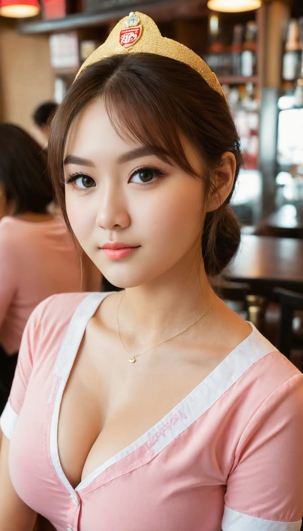 Tags: 21872187, SDXL
{"3": {"inputs": {"seed": 812310944268698, "steps": 64, "cfg": 5.84, "sampler_name": "dpmpp_2m", "scheduler": "karras", "denoise": 1.0, "model": ["27", 0], "positive": ["6", 0], "negative": ["7", 0], "latent_image": ["5", 0]}, "class_type": "KSampler"}, "4": {"inputs": {"ckpt_name": "juggernautXL_v8Rundiffusion.safetensors"}, "class_type": "CheckpointLoaderSimple"}, "5": {"inputs": {"width": 768, "height": 1344, "batch_size": 1}, "class_type": "EmptyLatentImage"}, "6": {"inputs": {"text": "20 year old girl, (detailed face:0.96), (slim:1.09), (beautiful eyes:1.08), (cute:1.04), (seductive facial expression:1.06), (sexy lips:0.98), (blush:0.95), (double eyelids:1.09), (seductive pose:1.01), (idol:1.09), (eyelashes:1.12), (temptress:1.14), (in a seductive pose:1.01), (large perky breasts:1.02), (cleavage:0.99), (thigh gap:1.11), (a waitress in uniform:1.02) working at a restaurant, (detailed skin:1.09), (portra:1.00), (candid cinema:1.00), (skin fuzz:1.00), (soft lighting:1.01), (textured skin:1.03), (film:1.03), (RAW:1.08), (natural looking skin:1.04)", "clip": ["27", 1]}, "class_type": "CLIPTextEncode"}, "7": {"inputs": {"text": "(worst quality:1.08), (distorted:1.12), (bad hands:1.07), (open mouth:1.12), (watermark:1.08), (twisted:1.07), (low resolution:1.05)", "clip": ["27", 1]}, "class_type": "CLIPTextEncode"}, "8": {"inputs": {"samples": ["3", 0], "vae": ["4", 2]}, "class_type": "VAEDecode"}, "25": {"inputs": {"lora_name": "nudify_xl.safetensors", "strength_model": 0.3, "strength_clip": 0.3, "model": ["4", 0], "clip": ["4", 1]}, "class_type": "LoraLoader"}, "26": {"inputs": {"lora_name": "shirtlift_SDXL_v2.safetensors", "strength_model": 0.07, "strength_clip": 0.05, "model": ["25", 0], "clip": ["25", 1]}, "class_type": "LoraLoader"}, "27": {"inputs": {"lora_name": "PerfectEyesXL.safetensors", "strength_model": 0.15, "strength_clip": 0.03, "model": ["26", 0], "clip": ["26", 1]}, "class_type": "LoraLoader"}, "30": {"inputs": {"model_name": "4x_NMKD-Superscale-SP_178000_G.pth"}, "class_type": "UpscaleModelLoader"}, "31": {"inputs": {"upscale_model": ["30", 0], "image": ["8", 0]}, "class_type": "ImageUpscaleWithModel"}, "32": {"inputs": {"upscale_method": "lanczos", "scale_by": 0.5, "image": ["31", 0]}, "class_type": "ImageScaleBy"}, "33": {"inputs": {"pixels": ["32", 0], "vae": ["4", 2]}, "class_type": "VAEEncode"}, "34": {"inputs": {"seed": 812310944268698, "steps": 64, "cfg": 5.84, "sampler_name": "dpmpp_2m", "scheduler": "karras", "denoise": 0.3, "model": ["27", 0], "positive": ["6", 0], "negative": ["7", 0], "latent_image": ["33", 0]}, "class_type": "KSampler"}, "36": {"inputs": {"samples": ["34", 0], "vae": ["4", 2]}, "class_type": "VAEDecode"}, "39": {"inputs": {"filename_prefix": "comfyapi-1707851279657", "images": ["36", 0]}, "class_type": "SaveImage"}}