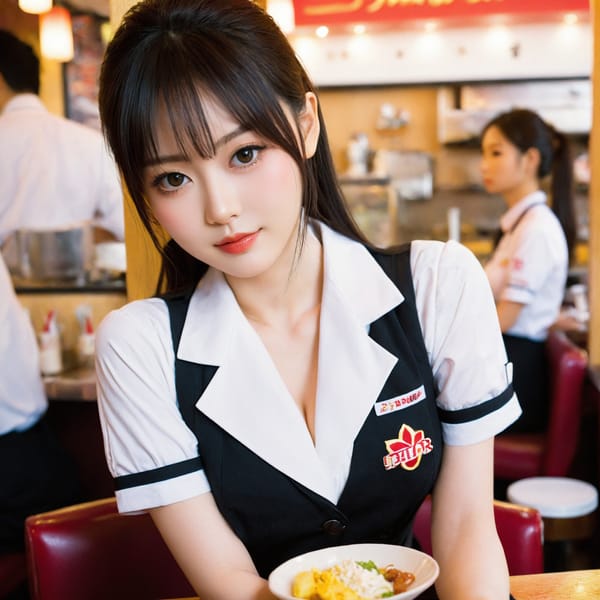 Tags: 21872187, SDXL
{"3": {"inputs": {"seed": 529175841463148, "steps": 64, "cfg": 7.46, "sampler_name": "dpmpp_2m", "scheduler": "karras", "denoise": 1.0, "model": ["27", 0], "positive": ["6", 0], "negative": ["7", 0], "latent_image": ["5", 0]}, "class_type": "KSampler"}, "4": {"inputs": {"ckpt_name": "helloworldxl.safetensors"}, "class_type": "CheckpointLoaderSimple"}, "5": {"inputs": {"width": 1024, "height": 1024, "batch_size": 1}, "class_type": "EmptyLatentImage"}, "6": {"inputs": {"text": "18 year old girl, (japanese:1.09), (chinese:1.05), (seductive pose:1.05), (temptress:1.12), (slim:0.96), (idol:1.12), (sexy lips:1.07), (pale skin:1.07), (blush:1.02), (double eyelids:1.04), (eyelashes:1.00), (beautiful eyes:1.10), (seductive facial expression:1.08), (detailed face:1.11), (cute:1.03), (in a seductive pose:0.96), (large perky breasts:1.03), (cleavage:0.99), (thigh gap:1.07), (a waitress in uniform:1.10) working at a restaurant, (soft lighting:1.02), (RAW:1.04), (natural looking skin:1.02), (textured skin:1.03), (skin fuzz:1.09), (film:1.00), (portra:1.00), (detailed skin:1.02), (candid cinema:1.01)", "clip": ["27", 1]}, "class_type": "CLIPTextEncode"}, "7": {"inputs": {"text": "(worst quality:1.09), (bad hands:1.13), (watermark:1.11), (open mouth:1.14), (twisted:1.12), (distorted:1.13), (low resolution:1.09)", "clip": ["27", 1]}, "class_type": "CLIPTextEncode"}, "8": {"inputs": {"samples": ["3", 0], "vae": ["4", 2]}, "class_type": "VAEDecode"}, "25": {"inputs": {"lora_name": "nudify_xl.safetensors", "strength_model": 0.35, "strength_clip": 0.15, "model": ["4", 0], "clip": ["4", 1]}, "class_type": "LoraLoader"}, "26": {"inputs": {"lora_name": "shirtlift_SDXL_v2.safetensors", "strength_model": 0.04, "strength_clip": 0.01, "model": ["25", 0], "clip": ["25", 1]}, "class_type": "LoraLoader"}, "27": {"inputs": {"lora_name": "PerfectEyesXL.safetensors", "strength_model": 0.07, "strength_clip": 0.03, "model": ["26", 0], "clip": ["26", 1]}, "class_type": "LoraLoader"}, "30": {"inputs": {"model_name": "4x_NMKD-Superscale-SP_178000_G.pth"}, "class_type": "UpscaleModelLoader"}, "31": {"inputs": {"upscale_model": ["30", 0], "image": ["8", 0]}, "class_type": "ImageUpscaleWithModel"}, "32": {"inputs": {"upscale_method": "lanczos", "scale_by": 0.5, "image": ["31", 0]}, "class_type": "ImageScaleBy"}, "33": {"inputs": {"pixels": ["32", 0], "vae": ["4", 2]}, "class_type": "VAEEncode"}, "34": {"inputs": {"seed": 529175841463148, "steps": 64, "cfg": 7.46, "sampler_name": "dpmpp_2m", "scheduler": "karras", "denoise": 0.3, "model": ["27", 0], "positive": ["6", 0], "negative": ["7", 0], "latent_image": ["33", 0]}, "class_type": "KSampler"}, "36": {"inputs": {"samples": ["34", 0], "vae": ["4", 2]}, "class_type": "VAEDecode"}, "39": {"inputs": {"filename_prefix": "comfyapi-1710337455211", "images": ["36", 0]}, "class_type": "SaveImage"}}