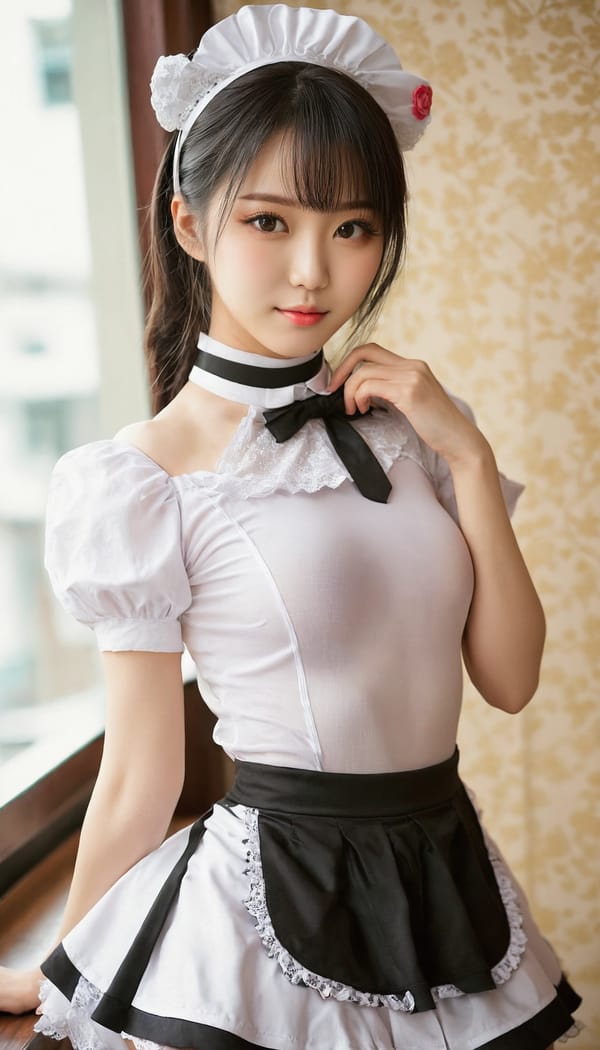 Tags: 21872187, SDXL
{"3": {"inputs": {"seed": 387424761446810, "steps": 64, "cfg": 5.75, "sampler_name": "dpmpp_2m", "scheduler": "karras", "denoise": 1.0, "model": ["27", 0], "positive": ["6", 0], "negative": ["7", 0], "latent_image": ["5", 0]}, "class_type": "KSampler"}, "4": {"inputs": {"ckpt_name": "juggernautxl.safetensors"}, "class_type": "CheckpointLoaderSimple"}, "5": {"inputs": {"width": 768, "height": 1344, "batch_size": 1}, "class_type": "EmptyLatentImage"}, "6": {"inputs": {"text": "25 year old girl, (korean:1.09), (beautiful eyes:0.95), (sexy lips:1.14), (detailed face:0.96), (cute:0.98), (seductive facial expression:1.02), (eyelashes:0.98), (slim:1.03), (temptress:1.07), (idol:1.14), (seductive pose:0.99), (pale skin:1.00), (perky ass:0.96), (exposed ass:1.08), (looking back:1.09), (sexy ass:1.12), (thigh gap:1.10), in a (skimpy maid costume:1.14) working at a maid cafe, choker, bowtie, headband, pleated skirt, (detailed skin:1.04), (textured skin:1.04), (candid cinema:1.07), (RAW:1.07), (skin fuzz:1.08), (soft lighting:1.06), (portra:1.04), (film:1.06), (natural looking skin:1.04)", "clip": ["27", 1]}, "class_type": "CLIPTextEncode"}, "7": {"inputs": {"text": "(distorted:1.13), (twisted:1.14), (worst quality:1.08), (low resolution:1.05), (bad hands:1.10), (watermark:1.12), (open mouth:1.12)", "clip": ["27", 1]}, "class_type": "CLIPTextEncode"}, "8": {"inputs": {"samples": ["3", 0], "vae": ["4", 2]}, "class_type": "VAEDecode"}, "25": {"inputs": {"lora_name": "nudify_xl.safetensors", "strength_model": 0.16, "strength_clip": 0.07, "model": ["4", 0], "clip": ["4", 1]}, "class_type": "LoraLoader"}, "26": {"inputs": {"lora_name": "shirtlift_SDXL_v2.safetensors", "strength_model": 0.19, "strength_clip": 0.05, "model": ["25", 0], "clip": ["25", 1]}, "class_type": "LoraLoader"}, "27": {"inputs": {"lora_name": "PerfectEyesXL.safetensors", "strength_model": 0.12, "strength_clip": 0.0, "model": ["26", 0], "clip": ["26", 1]}, "class_type": "LoraLoader"}, "30": {"inputs": {"model_name": "4x_NMKD-Superscale-SP_178000_G.pth"}, "class_type": "UpscaleModelLoader"}, "31": {"inputs": {"upscale_model": ["30", 0], "image": ["8", 0]}, "class_type": "ImageUpscaleWithModel"}, "32": {"inputs": {"upscale_method": "lanczos", "scale_by": 0.5, "image": ["31", 0]}, "class_type": "ImageScaleBy"}, "33": {"inputs": {"pixels": ["32", 0], "vae": ["4", 2]}, "class_type": "VAEEncode"}, "34": {"inputs": {"seed": 387424761446810, "steps": 64, "cfg": 5.75, "sampler_name": "dpmpp_2m", "scheduler": "karras", "denoise": 0.3, "model": ["27", 0], "positive": ["6", 0], "negative": ["7", 0], "latent_image": ["33", 0]}, "class_type": "KSampler"}, "36": {"inputs": {"samples": ["34", 0], "vae": ["4", 2]}, "class_type": "VAEDecode"}, "39": {"inputs": {"filename_prefix": "comfyapi-1733800665543", "images": ["36", 0]}, "class_type": "SaveImage"}}