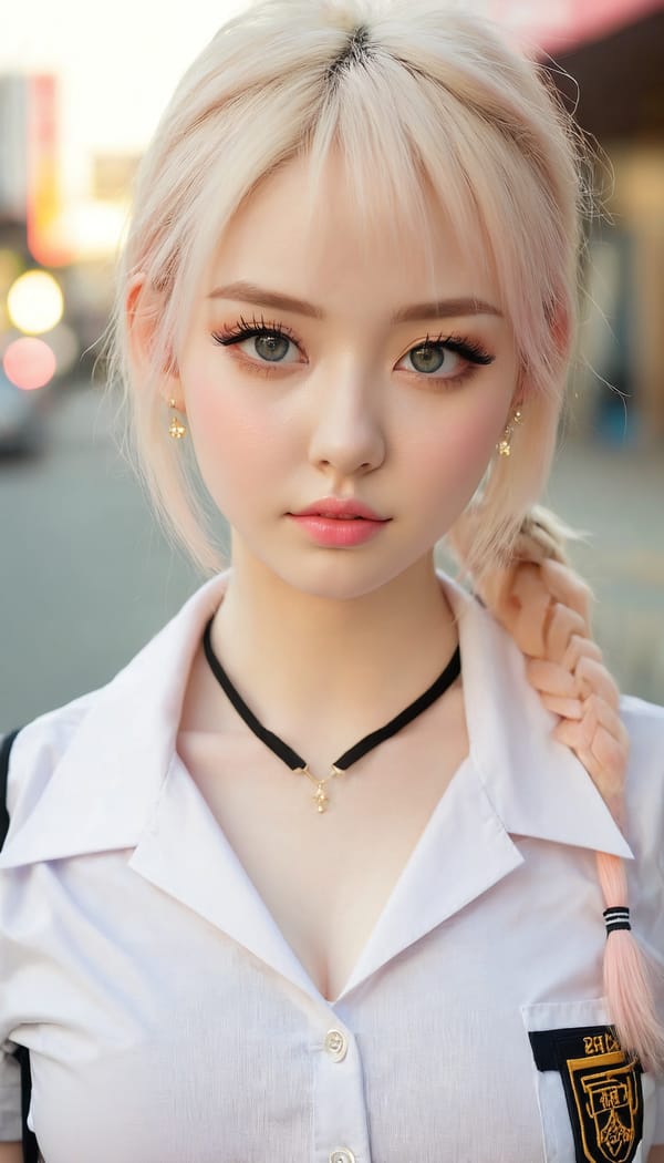 Tags: 21872187, SDXL
{"3": {"inputs": {"seed": 106705887606465, "steps": 64, "cfg": 6.85, "sampler_name": "dpmpp_2m", "scheduler": "karras", "denoise": 1.0, "model": ["27", 0], "positive": ["6", 0], "negative": ["7", 0], "latent_image": ["5", 0]}, "class_type": "KSampler"}, "4": {"inputs": {"ckpt_name": "juggernautxl.safetensors"}, "class_type": "CheckpointLoaderSimple"}, "5": {"inputs": {"width": 768, "height": 1344, "batch_size": 1}, "class_type": "EmptyLatentImage"}, "6": {"inputs": {"text": "23 year old girl, (pale skin:1.07), (idol:0.95), (seductive pose:1.05), (beautiful eyes:1.05), (cute:1.06), (blush:1.14), (detailed face:0.98), (seductive facial expression:1.13), (eyelashes:1.09), (double eyelids:1.08), (sexy lips:1.07), (in a seductive pose:0.99), (large perky breasts:0.96), (cleavage:1.04), (thigh gap:1.02), (school uniform:1.06), choker, busy street, (soft lighting:1.00), (film:1.07), (textured skin:1.01), (natural looking skin:1.09), (skin fuzz:1.09), (portra:1.05), (RAW:1.06), (detailed skin:1.03), (candid cinema:1.05)", "clip": ["27", 1]}, "class_type": "CLIPTextEncode"}, "7": {"inputs": {"text": "(twisted:1.11), (low resolution:1.08), (distorted:1.09), (watermark:1.08), (worst quality:1.05), (bad hands:1.05), (open mouth:1.13)", "clip": ["27", 1]}, "class_type": "CLIPTextEncode"}, "8": {"inputs": {"samples": ["3", 0], "vae": ["4", 2]}, "class_type": "VAEDecode"}, "25": {"inputs": {"lora_name": "nudify_xl.safetensors", "strength_model": 0.27, "strength_clip": 0.09, "model": ["4", 0], "clip": ["4", 1]}, "class_type": "LoraLoader"}, "26": {"inputs": {"lora_name": "shirtlift_SDXL_v2.safetensors", "strength_model": 0.07, "strength_clip": 0.19, "model": ["25", 0], "clip": ["25", 1]}, "class_type": "LoraLoader"}, "27": {"inputs": {"lora_name": "PerfectEyesXL.safetensors", "strength_model": 0.18, "strength_clip": 0.09, "model": ["26", 0], "clip": ["26", 1]}, "class_type": "LoraLoader"}, "30": {"inputs": {"model_name": "4x_NMKD-Superscale-SP_178000_G.pth"}, "class_type": "UpscaleModelLoader"}, "31": {"inputs": {"upscale_model": ["30", 0], "image": ["8", 0]}, "class_type": "ImageUpscaleWithModel"}, "32": {"inputs": {"upscale_method": "lanczos", "scale_by": 0.5, "image": ["31", 0]}, "class_type": "ImageScaleBy"}, "33": {"inputs": {"pixels": ["32", 0], "vae": ["4", 2]}, "class_type": "VAEEncode"}, "34": {"inputs": {"seed": 106705887606465, "steps": 64, "cfg": 6.85, "sampler_name": "dpmpp_2m", "scheduler": "karras", "denoise": 0.3, "model": ["27", 0], "positive": ["6", 0], "negative": ["7", 0], "latent_image": ["33", 0]}, "class_type": "KSampler"}, "36": {"inputs": {"samples": ["34", 0], "vae": ["4", 2]}, "class_type": "VAEDecode"}, "39": {"inputs": {"filename_prefix": "comfyapi-1725001298254", "images": ["36", 0]}, "class_type": "SaveImage"}}