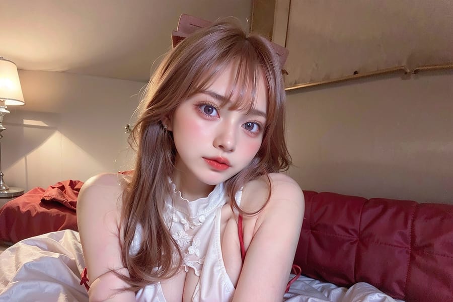 Tags: 21872187
<lora:JapaneseDollLikeness_v15:0.76>, <lora:taiwanDollLikeness_v20:0.47>, <lora:YaeMiko_Test:0.65>, (ukrainian:0.97), lingerie, bedroom, (on the bed:0.96), choker, <lora:shirtliftv3:0.95>, <lora:breastinClass:0.38>, extremely detailed eyes, extremely detailed face, cute, (photorealistic:1.13), sexy lips, double eyelids, eyelashes, pale skin, perky breasts, full body portrait, textured skin, 4K, best quality, tall, (thigh gap:0.99), delicate and beautiful girl, solo
Negative prompt: drawings, sketches, paintings, black and white, (worst quality:2.02)
Steps: 32, Sampler: DPM++ 2M Karras, CFG scale: 7.16, Seed: 2056408720, Size: 768x512, Model hash: fc2511737a, Model: chilloutmix_NiPrunedFp32Fix, Seed resize from: -1x-1, Denoising strength: 0.4, Version: v1.2.1, Hires upscale: 2.0, Hires steps: 16, Hires upscaler: ESRGAN_4x