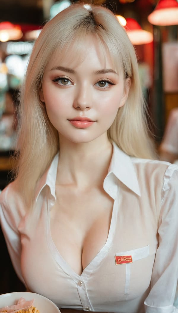 Tags: 21872187, SDXL
{"3": {"inputs": {"seed": 623496522019113, "steps": 32, "cfg": 5.67, "sampler_name": "dpmpp_2m", "scheduler": "karras", "denoise": 1.0, "model": ["27", 0], "positive": ["6", 0], "negative": ["7", 0], "latent_image": ["5", 0]}, "class_type": "KSampler"}, "4": {"inputs": {"ckpt_name": "juggernautxl.safetensors"}, "class_type": "CheckpointLoaderSimple"}, "5": {"inputs": {"width": 768, "height": 1344, "batch_size": 1}, "class_type": "EmptyLatentImage"}, "6": {"inputs": {"text": "28 year old girl, (russian:1.07), (sexy lips:1.10), (double eyelids:1.11), (blush:1.05), (detailed face:1.10), (idol:1.10), (pale skin:1.12), (temptress:1.10), (seductive facial expression:1.11), (eyelashes:1.02), (slim:1.00), (seductive pose:0.97), (beautiful eyes:1.01), (in a seductive pose:1.09), (large perky breasts:1.05), (cleavage:0.96), (thigh gap:1.03), (a waitress in uniform:1.00) working at a restaurant, (detailed skin:1.01), (soft lighting:1.09), (RAW:1.07), (natural looking skin:1.07), (skin fuzz:1.01), (portra:1.05), (textured skin:1.07), (film:1.05), (candid cinema:1.05)", "clip": ["27", 1]}, "class_type": "CLIPTextEncode"}, "7": {"inputs": {"text": "(twisted:1.14), (open mouth:1.13), (distorted:1.07), (low resolution:1.11), (watermark:1.14), (worst quality:1.05), (bad hands:1.09)", "clip": ["27", 1]}, "class_type": "CLIPTextEncode"}, "8": {"inputs": {"samples": ["3", 0], "vae": ["4", 2]}, "class_type": "VAEDecode"}, "25": {"inputs": {"lora_name": "nudify_xl.safetensors", "strength_model": 0.09, "strength_clip": 0.17, "model": ["4", 0], "clip": ["4", 1]}, "class_type": "LoraLoader"}, "26": {"inputs": {"lora_name": "shirtlift_SDXL_v2.safetensors", "strength_model": 0.01, "strength_clip": 0.12, "model": ["25", 0], "clip": ["25", 1]}, "class_type": "LoraLoader"}, "27": {"inputs": {"lora_name": "PerfectEyesXL.safetensors", "strength_model": 0.13, "strength_clip": 0.1, "model": ["26", 0], "clip": ["26", 1]}, "class_type": "LoraLoader"}, "30": {"inputs": {"model_name": "4x_NMKD-Superscale-SP_178000_G.pth"}, "class_type": "UpscaleModelLoader"}, "31": {"inputs": {"upscale_model": ["30", 0], "image": ["8", 0]}, "class_type": "ImageUpscaleWithModel"}, "32": {"inputs": {"upscale_method": "lanczos", "scale_by": 0.5, "image": ["31", 0]}, "class_type": "ImageScaleBy"}, "33": {"inputs": {"pixels": ["32", 0], "vae": ["4", 2]}, "class_type": "VAEEncode"}, "34": {"inputs": {"seed": 623496522019113, "steps": 32, "cfg": 5.67, "sampler_name": "dpmpp_2m", "scheduler": "karras", "denoise": 0.3, "model": ["27", 0], "positive": ["6", 0], "negative": ["7", 0], "latent_image": ["33", 0]}, "class_type": "KSampler"}, "36": {"inputs": {"samples": ["34", 0], "vae": ["4", 2]}, "class_type": "VAEDecode"}, "39": {"inputs": {"filename_prefix": "comfyapi-1714460989982", "images": ["36", 0]}, "class_type": "SaveImage"}}