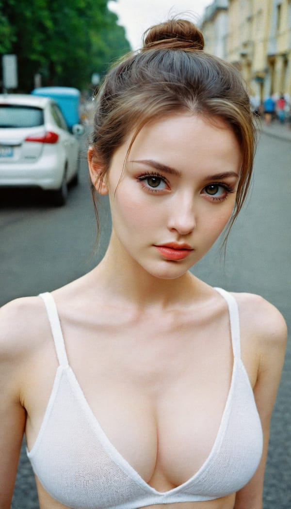 Tags: 21872187, SDXL
{"3": {"inputs": {"seed": 601861095136131, "steps": 32, "cfg": 6.69, "sampler_name": "dpmpp_2m", "scheduler": "karras", "denoise": 1.0, "model": ["27", 0], "positive": ["6", 0], "negative": ["7", 0], "latent_image": ["5", 0]}, "class_type": "KSampler"}, "4": {"inputs": {"ckpt_name": "helloworldxl.safetensors"}, "class_type": "CheckpointLoaderSimple"}, "5": {"inputs": {"width": 768, "height": 1344, "batch_size": 1}, "class_type": "EmptyLatentImage"}, "6": {"inputs": {"text": "25 year old girl, (ukrainian:1.12), (seductive pose:1.07), (beautiful eyes:0.99), (cute:0.99), (double eyelids:0.95), (pale skin:1.01), (temptress:0.98), (seductive facial expression:1.14), (eyelashes:1.10), (sexy lips:0.95), (blush:0.97), (slim:1.09), (detailed face:1.11), (idol:1.05), (in a seductive pose:1.05), (large perky breasts:0.98), (cleavage:1.12), (thigh gap:0.96), (white tanktop:1.06), busy street, (film:1.04), (skin fuzz:1.04), (RAW:1.06), (detailed skin:1.06), (textured skin:1.03), (portra:1.03), (natural looking skin:1.00), (soft lighting:1.06), (candid cinema:1.02)", "clip": ["27", 1]}, "class_type": "CLIPTextEncode"}, "7": {"inputs": {"text": "(distorted:1.10), (twisted:1.10), (worst quality:1.09), (low resolution:1.12), (open mouth:1.10), (bad hands:1.09)", "clip": ["27", 1]}, "class_type": "CLIPTextEncode"}, "8": {"inputs": {"samples": ["3", 0], "vae": ["4", 2]}, "class_type": "VAEDecode"}, "25": {"inputs": {"lora_name": "nudify_xl.safetensors", "strength_model": 0.38, "strength_clip": 0.09, "model": ["4", 0], "clip": ["4", 1]}, "class_type": "LoraLoader"}, "26": {"inputs": {"lora_name": "shirtlift_SDXL_v2.safetensors", "strength_model": 0.05, "strength_clip": 0.03, "model": ["25", 0], "clip": ["25", 1]}, "class_type": "LoraLoader"}, "27": {"inputs": {"lora_name": "PerfectEyesXL.safetensors", "strength_model": 0.17, "strength_clip": 0.11, "model": ["26", 0], "clip": ["26", 1]}, "class_type": "LoraLoader"}, "30": {"inputs": {"model_name": "4x_NMKD-Superscale-SP_178000_G.pth"}, "class_type": "UpscaleModelLoader"}, "31": {"inputs": {"upscale_model": ["30", 0], "image": ["8", 0]}, "class_type": "ImageUpscaleWithModel"}, "32": {"inputs": {"upscale_method": "lanczos", "scale_by": 0.5, "image": ["31", 0]}, "class_type": "ImageScaleBy"}, "33": {"inputs": {"pixels": ["32", 0], "vae": ["4", 2]}, "class_type": "VAEEncode"}, "34": {"inputs": {"seed": 601861095136131, "steps": 32, "cfg": 6.69, "sampler_name": "dpmpp_2m", "scheduler": "karras", "denoise": 0.3, "model": ["27", 0], "positive": ["6", 0], "negative": ["7", 0], "latent_image": ["33", 0]}, "class_type": "KSampler"}, "36": {"inputs": {"samples": ["34", 0], "vae": ["4", 2]}, "class_type": "VAEDecode"}, "39": {"inputs": {"filename_prefix": "comfyapi-1728092566060", "images": ["36", 0]}, "class_type": "SaveImage"}}