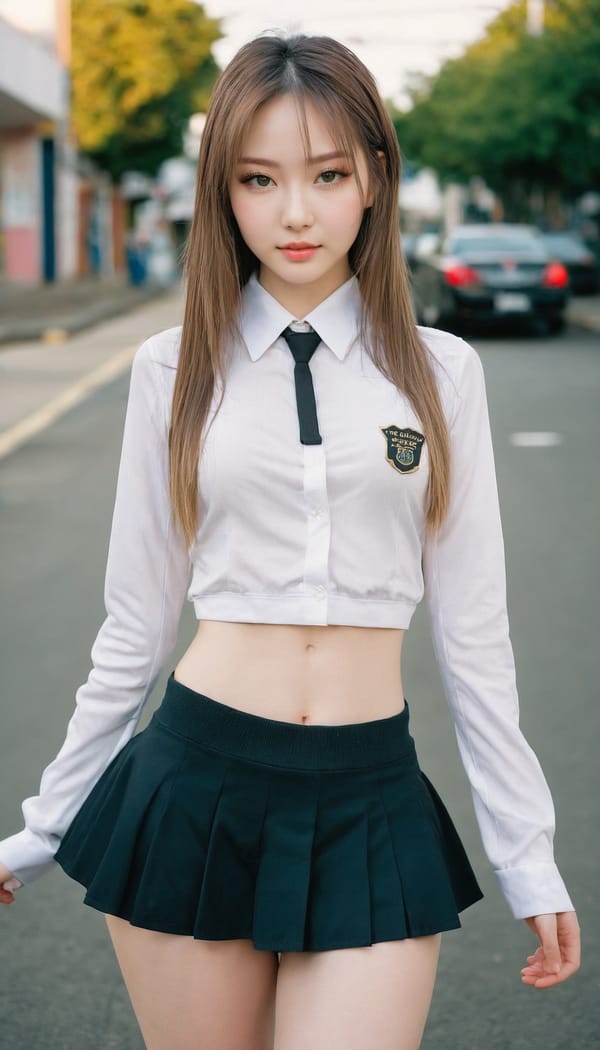 Tags: 21872187, SDXL
{"3": {"inputs": {"seed": 977951240855988, "steps": 64, "cfg": 6.45, "sampler_name": "dpmpp_2m", "scheduler": "karras", "denoise": 1.0, "model": ["27", 0], "positive": ["6", 0], "negative": ["7", 0], "latent_image": ["5", 0]}, "class_type": "KSampler"}, "4": {"inputs": {"ckpt_name": "juggernautxl.safetensors"}, "class_type": "CheckpointLoaderSimple"}, "5": {"inputs": {"width": 768, "height": 1344, "batch_size": 1}, "class_type": "EmptyLatentImage"}, "6": {"inputs": {"text": "22 year old girl, (idol:1.13), (seductive pose:1.05), (cute:0.99), (pale skin:0.98), (slim:1.14), (sexy lips:1.09), (eyelashes:1.12), (temptress:1.11), (beautiful eyes:1.11), (detailed face:1.14), (double eyelids:1.01), (seductive facial expression:1.11), (blush:1.13), (perky ass:1.03), (exposed ass:1.09), (looking back:1.01), (sexy ass:1.06), (thigh gap:1.14), (school uniform:1.03), choker, busy street, (portra:1.01), (detailed skin:1.08), (natural looking skin:1.06), (skin fuzz:1.02), (textured skin:1.02), (film:1.00), (RAW:1.00), (soft lighting:1.08), (candid cinema:1.08)", "clip": ["27", 1]}, "class_type": "CLIPTextEncode"}, "7": {"inputs": {"text": "(twisted:1.14), (worst quality:1.13), (distorted:1.05), (open mouth:1.13), (low resolution:1.09), (bad hands:1.06), (watermark:1.13)", "clip": ["27", 1]}, "class_type": "CLIPTextEncode"}, "8": {"inputs": {"samples": ["3", 0], "vae": ["4", 2]}, "class_type": "VAEDecode"}, "25": {"inputs": {"lora_name": "nudify_xl.safetensors", "strength_model": 0.16, "strength_clip": 0.34, "model": ["4", 0], "clip": ["4", 1]}, "class_type": "LoraLoader"}, "26": {"inputs": {"lora_name": "shirtlift_SDXL_v2.safetensors", "strength_model": 0.0, "strength_clip": 0.01, "model": ["25", 0], "clip": ["25", 1]}, "class_type": "LoraLoader"}, "27": {"inputs": {"lora_name": "PerfectEyesXL.safetensors", "strength_model": 0.1, "strength_clip": 0.11, "model": ["26", 0], "clip": ["26", 1]}, "class_type": "LoraLoader"}, "30": {"inputs": {"model_name": "4x_NMKD-Superscale-SP_178000_G.pth"}, "class_type": "UpscaleModelLoader"}, "31": {"inputs": {"upscale_model": ["30", 0], "image": ["8", 0]}, "class_type": "ImageUpscaleWithModel"}, "32": {"inputs": {"upscale_method": "lanczos", "scale_by": 0.5, "image": ["31", 0]}, "class_type": "ImageScaleBy"}, "33": {"inputs": {"pixels": ["32", 0], "vae": ["4", 2]}, "class_type": "VAEEncode"}, "34": {"inputs": {"seed": 977951240855988, "steps": 64, "cfg": 6.45, "sampler_name": "dpmpp_2m", "scheduler": "karras", "denoise": 0.3, "model": ["27", 0], "positive": ["6", 0], "negative": ["7", 0], "latent_image": ["33", 0]}, "class_type": "KSampler"}, "36": {"inputs": {"samples": ["34", 0], "vae": ["4", 2]}, "class_type": "VAEDecode"}, "39": {"inputs": {"filename_prefix": "comfyapi-1714123397350", "images": ["36", 0]}, "class_type": "SaveImage"}}