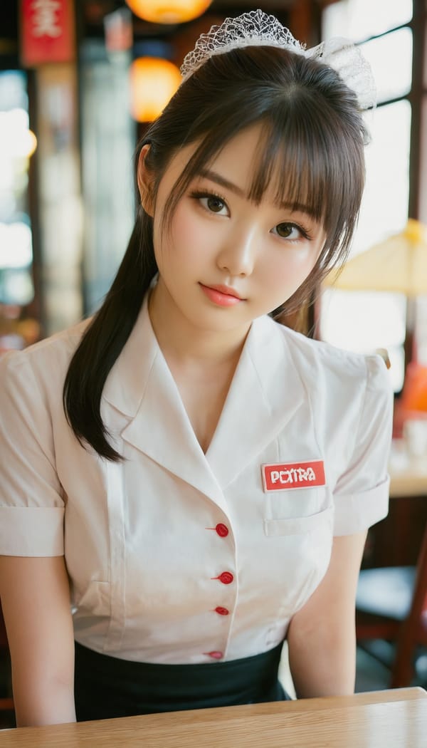 Tags: 21872187, SDXL
{"3": {"inputs": {"seed": 926140103341789, "steps": 64, "cfg": 5.35, "sampler_name": "dpmpp_2m", "scheduler": "karras", "denoise": 1.0, "model": ["27", 0], "positive": ["6", 0], "negative": ["7", 0], "latent_image": ["5", 0]}, "class_type": "KSampler"}, "4": {"inputs": {"ckpt_name": "juggernautxl.safetensors"}, "class_type": "CheckpointLoaderSimple"}, "5": {"inputs": {"width": 768, "height": 1344, "batch_size": 1}, "class_type": "EmptyLatentImage"}, "6": {"inputs": {"text": "18 year old girl, (japanese:1.01), (idol:0.98), (sexy lips:1.07), (cute:1.09), (seductive facial expression:1.12), (double eyelids:1.13), (seductive pose:1.02), (eyelashes:1.09), (beautiful eyes:1.14), (blush:1.03), (temptress:0.96), (slim:1.02), (pale skin:1.04), (detailed face:1.07), (in a seductive pose:0.96), (large perky breasts:0.99), (cleavage:1.10), (thigh gap:1.00), (a waitress in uniform:1.11) working at a restaurant, (RAW:1.06), (candid cinema:1.01), (skin fuzz:1.01), (film:1.05), (detailed skin:1.06), (natural looking skin:1.03), (textured skin:1.07), (portra:1.07), (soft lighting:1.09)", "clip": ["27", 1]}, "class_type": "CLIPTextEncode"}, "7": {"inputs": {"text": "(twisted:1.05), (bad hands:1.11), (open mouth:1.12), (distorted:1.13), (watermark:1.13), (worst quality:1.12), (low resolution:1.11)", "clip": ["27", 1]}, "class_type": "CLIPTextEncode"}, "8": {"inputs": {"samples": ["3", 0], "vae": ["4", 2]}, "class_type": "VAEDecode"}, "25": {"inputs": {"lora_name": "nudify_xl.safetensors", "strength_model": 0.33, "strength_clip": 0.19, "model": ["4", 0], "clip": ["4", 1]}, "class_type": "LoraLoader"}, "26": {"inputs": {"lora_name": "shirtlift_SDXL_v2.safetensors", "strength_model": 0.12, "strength_clip": 0.19, "model": ["25", 0], "clip": ["25", 1]}, "class_type": "LoraLoader"}, "27": {"inputs": {"lora_name": "PerfectEyesXL.safetensors", "strength_model": 0.17, "strength_clip": 0.07, "model": ["26", 0], "clip": ["26", 1]}, "class_type": "LoraLoader"}, "30": {"inputs": {"model_name": "4x_NMKD-Superscale-SP_178000_G.pth"}, "class_type": "UpscaleModelLoader"}, "31": {"inputs": {"upscale_model": ["30", 0], "image": ["8", 0]}, "class_type": "ImageUpscaleWithModel"}, "32": {"inputs": {"upscale_method": "lanczos", "scale_by": 0.5, "image": ["31", 0]}, "class_type": "ImageScaleBy"}, "33": {"inputs": {"pixels": ["32", 0], "vae": ["4", 2]}, "class_type": "VAEEncode"}, "34": {"inputs": {"seed": 926140103341789, "steps": 64, "cfg": 5.35, "sampler_name": "dpmpp_2m", "scheduler": "karras", "denoise": 0.3, "model": ["27", 0], "positive": ["6", 0], "negative": ["7", 0], "latent_image": ["33", 0]}, "class_type": "KSampler"}, "36": {"inputs": {"samples": ["34", 0], "vae": ["4", 2]}, "class_type": "VAEDecode"}, "39": {"inputs": {"filename_prefix": "comfyapi-1730444944858", "images": ["36", 0]}, "class_type": "SaveImage"}}