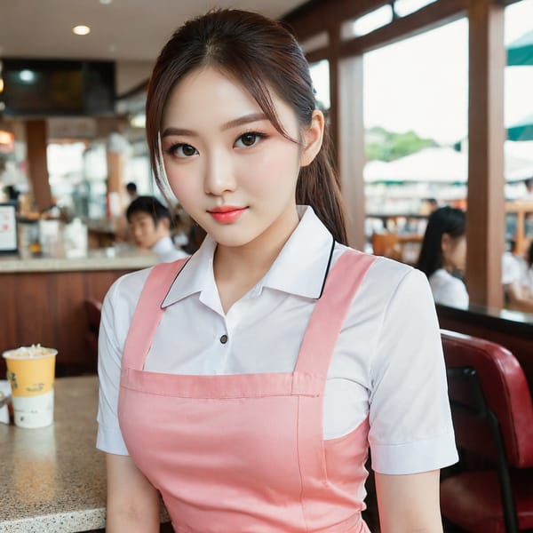 Tags: 21872187, SDXL
{"3": {"inputs": {"seed": 885476287549873, "steps": 64, "cfg": 5.98, "sampler_name": "dpmpp_2m", "scheduler": "karras", "denoise": 1.0, "model": ["27", 0], "positive": ["6", 0], "negative": ["7", 0], "latent_image": ["5", 0]}, "class_type": "KSampler"}, "4": {"inputs": {"ckpt_name": "juggernautXL_v8Rundiffusion.safetensors"}, "class_type": "CheckpointLoaderSimple"}, "5": {"inputs": {"width": 1024, "height": 1024, "batch_size": 1}, "class_type": "EmptyLatentImage"}, "6": {"inputs": {"text": "23 year old girl, (korean:1.04), (eyelashes:1.11), (blush:0.96), (cute:1.12), (seductive facial expression:1.00), (detailed face:0.97), (double eyelids:1.04), (temptress:1.08), (sexy lips:0.95), (seductive pose:1.08), (idol:1.11), (slim:1.04), (pale skin:1.13), (beautiful eyes:1.10), (perky ass:1.02), (exposed ass:1.10), (looking back:1.12), (sexy ass:1.11), (thigh gap:0.96), (a waitress in uniform:1.14) working at a restaurant, (natural looking skin:1.05), (soft lighting:1.01), (portra:1.07), (RAW:1.05), (textured skin:1.08), (candid cinema:1.04), (skin fuzz:1.09), (film:1.05), (detailed skin:1.03)", "clip": ["27", 1]}, "class_type": "CLIPTextEncode"}, "7": {"inputs": {"text": "(low resolution:1.09), (bad hands:1.10), (open mouth:1.05), (worst quality:1.12), (twisted:1.12), (distorted:1.12), (watermark:1.09)", "clip": ["27", 1]}, "class_type": "CLIPTextEncode"}, "8": {"inputs": {"samples": ["3", 0], "vae": ["4", 2]}, "class_type": "VAEDecode"}, "25": {"inputs": {"lora_name": "nudify_xl.safetensors", "strength_model": 0.05, "strength_clip": 0.03, "model": ["4", 0], "clip": ["4", 1]}, "class_type": "LoraLoader"}, "26": {"inputs": {"lora_name": "shirtlift_SDXL_v2.safetensors", "strength_model": 0.19, "strength_clip": 0.15, "model": ["25", 0], "clip": ["25", 1]}, "class_type": "LoraLoader"}, "27": {"inputs": {"lora_name": "PerfectEyesXL.safetensors", "strength_model": 0.19, "strength_clip": 0.02, "model": ["26", 0], "clip": ["26", 1]}, "class_type": "LoraLoader"}, "30": {"inputs": {"model_name": "4x_NMKD-Superscale-SP_178000_G.pth"}, "class_type": "UpscaleModelLoader"}, "31": {"inputs": {"upscale_model": ["30", 0], "image": ["8", 0]}, "class_type": "ImageUpscaleWithModel"}, "32": {"inputs": {"upscale_method": "lanczos", "scale_by": 0.5, "image": ["31", 0]}, "class_type": "ImageScaleBy"}, "33": {"inputs": {"pixels": ["32", 0], "vae": ["4", 2]}, "class_type": "VAEEncode"}, "34": {"inputs": {"seed": 885476287549873, "steps": 64, "cfg": 5.98, "sampler_name": "dpmpp_2m", "scheduler": "karras", "denoise": 0.3, "model": ["27", 0], "positive": ["6", 0], "negative": ["7", 0], "latent_image": ["33", 0]}, "class_type": "KSampler"}, "36": {"inputs": {"samples": ["34", 0], "vae": ["4", 2]}, "class_type": "VAEDecode"}, "39": {"inputs": {"filename_prefix": "comfyapi-1707264805676", "images": ["36", 0]}, "class_type": "SaveImage"}}