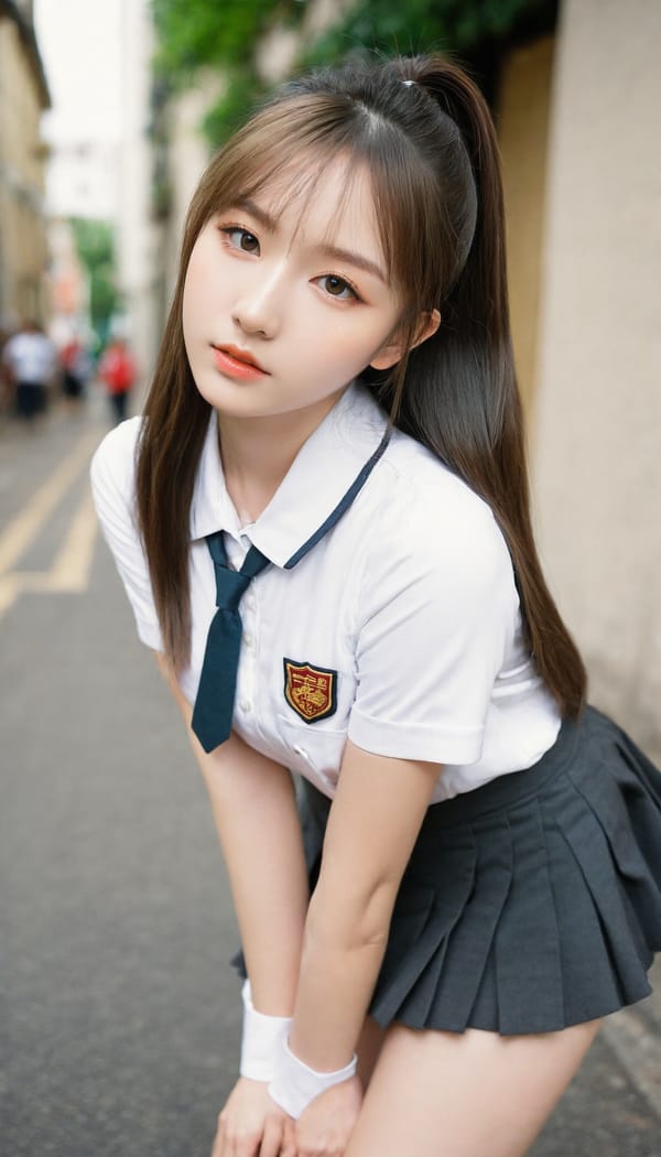 Tags: 21872187, SDXL
{"3": {"inputs": {"seed": 584546906376599, "steps": 32, "cfg": 6.31, "sampler_name": "dpmpp_2m", "scheduler": "karras", "denoise": 1.0, "model": ["27", 0], "positive": ["6", 0], "negative": ["7", 0], "latent_image": ["5", 0]}, "class_type": "KSampler"}, "4": {"inputs": {"ckpt_name": "leosamsHelloworldSDXL_helloworldSDXL32DPO.safetensors"}, "class_type": "CheckpointLoaderSimple"}, "5": {"inputs": {"width": 768, "height": 1344, "batch_size": 1}, "class_type": "EmptyLatentImage"}, "6": {"inputs": {"text": "23 year old girl, (temptress:0.97), (double eyelids:1.08), (sexy lips:1.01), (beautiful eyes:1.00), (blush:1.00), (slim:1.02), (pale skin:1.06), (eyelashes:1.13), (seductive facial expression:1.00), (detailed face:1.10), (seductive pose:1.10), (cute:1.09), (idol:1.06), (perky ass:0.99), (exposed ass:1.14), (looking back:1.13), (sexy ass:0.98), (thigh gap:1.06), (school uniform:1.14), choker, busy street, (textured skin:1.03), (portra:1.05), (RAW:1.08), (natural looking skin:1.00), (detailed skin:1.04), (candid cinema:1.06), (skin fuzz:1.03), (film:1.08), (soft lighting:1.05)", "clip": ["27", 1]}, "class_type": "CLIPTextEncode"}, "7": {"inputs": {"text": "(twisted:1.14), (bad hands:1.10), (watermark:1.05), (low resolution:1.09), (distorted:1.14), (worst quality:1.07), (open mouth:1.08)", "clip": ["27", 1]}, "class_type": "CLIPTextEncode"}, "8": {"inputs": {"samples": ["3", 0], "vae": ["4", 2]}, "class_type": "VAEDecode"}, "25": {"inputs": {"lora_name": "nudify_xl.safetensors", "strength_model": 0.27, "strength_clip": 0.21, "model": ["4", 0], "clip": ["4", 1]}, "class_type": "LoraLoader"}, "26": {"inputs": {"lora_name": "shirtlift_SDXL_v2.safetensors", "strength_model": 0.09, "strength_clip": 0.01, "model": ["25", 0], "clip": ["25", 1]}, "class_type": "LoraLoader"}, "27": {"inputs": {"lora_name": "PerfectEyesXL.safetensors", "strength_model": 0.15, "strength_clip": 0.05, "model": ["26", 0], "clip": ["26", 1]}, "class_type": "LoraLoader"}, "30": {"inputs": {"model_name": "4x_NMKD-Superscale-SP_178000_G.pth"}, "class_type": "UpscaleModelLoader"}, "31": {"inputs": {"upscale_model": ["30", 0], "image": ["8", 0]}, "class_type": "ImageUpscaleWithModel"}, "32": {"inputs": {"upscale_method": "lanczos", "scale_by": 0.5, "image": ["31", 0]}, "class_type": "ImageScaleBy"}, "33": {"inputs": {"pixels": ["32", 0], "vae": ["4", 2]}, "class_type": "VAEEncode"}, "34": {"inputs": {"seed": 584546906376599, "steps": 32, "cfg": 6.31, "sampler_name": "dpmpp_2m", "scheduler": "karras", "denoise": 0.3, "model": ["27", 0], "positive": ["6", 0], "negative": ["7", 0], "latent_image": ["33", 0]}, "class_type": "KSampler"}, "36": {"inputs": {"samples": ["34", 0], "vae": ["4", 2]}, "class_type": "VAEDecode"}, "39": {"inputs": {"filename_prefix": "comfyapi-1707881603369", "images": ["36", 0]}, "class_type": "SaveImage"}}