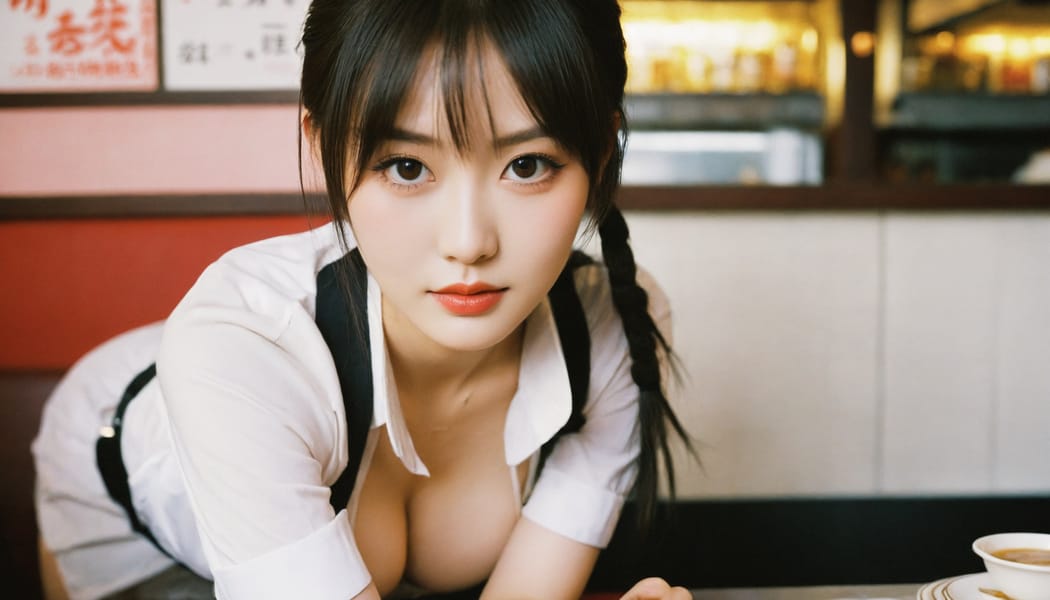 Tags: 21872187, SDXL
{"3": {"inputs": {"seed": 622073662159004, "steps": 32, "cfg": 5.37, "sampler_name": "dpmpp_2m", "scheduler": "karras", "denoise": 1.0, "model": ["27", 0], "positive": ["6", 0], "negative": ["7", 0], "latent_image": ["5", 0]}, "class_type": "KSampler"}, "4": {"inputs": {"ckpt_name": "helloworldxl.safetensors"}, "class_type": "CheckpointLoaderSimple"}, "5": {"inputs": {"width": 1344, "height": 768, "batch_size": 1}, "class_type": "EmptyLatentImage"}, "6": {"inputs": {"text": "26 year old girl, (chinese:1.11), (japanese:1.09), (seductive pose:1.08), (eyelashes:1.04), (blush:1.04), (detailed face:0.99), (temptress:1.10), (beautiful eyes:1.14), (pale skin:1.11), (slim:1.10), (cute:1.04), (idol:1.02), (seductive facial expression:0.98), (double eyelids:1.03), (sexy lips:1.12), (in a seductive pose:0.97), (large perky breasts:0.96), (cleavage:0.96), (thigh gap:1.12), (a waitress in uniform:1.02) working at a restaurant, (candid cinema:1.07), (film:1.04), (detailed skin:1.06), (RAW:1.08), (textured skin:1.07), (soft lighting:1.03), (natural looking skin:1.00), (portra:1.00), (skin fuzz:1.04)", "clip": ["27", 1]}, "class_type": "CLIPTextEncode"}, "7": {"inputs": {"text": "(bad hands:1.06), (low resolution:1.05), (watermark:1.06), (worst quality:1.05), (distorted:1.14), (open mouth:1.07), (twisted:1.05)", "clip": ["27", 1]}, "class_type": "CLIPTextEncode"}, "8": {"inputs": {"samples": ["3", 0], "vae": ["4", 2]}, "class_type": "VAEDecode"}, "25": {"inputs": {"lora_name": "nudify_xl.safetensors", "strength_model": 0.26, "strength_clip": 0.17, "model": ["4", 0], "clip": ["4", 1]}, "class_type": "LoraLoader"}, "26": {"inputs": {"lora_name": "shirtlift_SDXL_v2.safetensors", "strength_model": 0.08, "strength_clip": 0.06, "model": ["25", 0], "clip": ["25", 1]}, "class_type": "LoraLoader"}, "27": {"inputs": {"lora_name": "PerfectEyesXL.safetensors", "strength_model": 0.1, "strength_clip": 0.01, "model": ["26", 0], "clip": ["26", 1]}, "class_type": "LoraLoader"}, "30": {"inputs": {"model_name": "4x_NMKD-Superscale-SP_178000_G.pth"}, "class_type": "UpscaleModelLoader"}, "31": {"inputs": {"upscale_model": ["30", 0], "image": ["8", 0]}, "class_type": "ImageUpscaleWithModel"}, "32": {"inputs": {"upscale_method": "lanczos", "scale_by": 0.5, "image": ["31", 0]}, "class_type": "ImageScaleBy"}, "33": {"inputs": {"pixels": ["32", 0], "vae": ["4", 2]}, "class_type": "VAEEncode"}, "34": {"inputs": {"seed": 622073662159004, "steps": 32, "cfg": 5.37, "sampler_name": "dpmpp_2m", "scheduler": "karras", "denoise": 0.3, "model": ["27", 0], "positive": ["6", 0], "negative": ["7", 0], "latent_image": ["33", 0]}, "class_type": "KSampler"}, "36": {"inputs": {"samples": ["34", 0], "vae": ["4", 2]}, "class_type": "VAEDecode"}, "39": {"inputs": {"filename_prefix": "comfyapi-1735706962876", "images": ["36", 0]}, "class_type": "SaveImage"}}