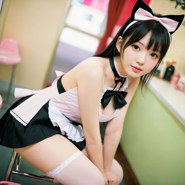 Tags: 21872187, SDXL
{"3": {"inputs": {"seed": 115483439004501, "steps": 64, "cfg": 7.43, "sampler_name": "dpmpp_2m", "scheduler": "karras", "denoise": 1.0, "model": ["27", 0], "positive": ["6", 0], "negative": ["7", 0], "latent_image": ["5", 0]}, "class_type": "KSampler"}, "4": {"inputs": {"ckpt_name": "helloworldxl.safetensors"}, "class_type": "CheckpointLoaderSimple"}, "5": {"inputs": {"width": 1024, "height": 1024, "batch_size": 1}, "class_type": "EmptyLatentImage"}, "6": {"inputs": {"text": "21 year old girl, (taiwanese:1.14), (double eyelids:0.96), (pale skin:0.99), (detailed face:1.12), (idol:1.05), (cute:1.06), (beautiful eyes:1.06), (seductive pose:1.01), (slim:1.08), (sexy lips:1.06), (temptress:1.08), (blush:1.14), (seductive facial expression:1.09), (eyelashes:0.99), (perky ass:1.08), (exposed ass:0.97), (looking back:1.11), (sexy ass:1.00), (thigh gap:1.14), in a (skimpy maid costume:0.95) working at a maid cafe, choker, bowtie, headband, pleated skirt, (skin fuzz:1.05), (candid cinema:1.09), (textured skin:1.09), (RAW:1.02), (film:1.02), (portra:1.02), (soft lighting:1.09), (detailed skin:1.03), (natural looking skin:1.01)", "clip": ["27", 1]}, "class_type": "CLIPTextEncode"}, "7": {"inputs": {"text": "(watermark:1.10), (worst quality:1.07), (open mouth:1.11), (low resolution:1.11), (twisted:1.14), (bad hands:1.07), (distorted:1.06)", "clip": ["27", 1]}, "class_type": "CLIPTextEncode"}, "8": {"inputs": {"samples": ["3", 0], "vae": ["4", 2]}, "class_type": "VAEDecode"}, "25": {"inputs": {"lora_name": "nudify_xl.safetensors", "strength_model": 0.2, "strength_clip": 0.22, "model": ["4", 0], "clip": ["4", 1]}, "class_type": "LoraLoader"}, "26": {"inputs": {"lora_name": "shirtlift_SDXL_v2.safetensors", "strength_model": 0.1, "strength_clip": 0.18, "model": ["25", 0], "clip": ["25", 1]}, "class_type": "LoraLoader"}, "27": {"inputs": {"lora_name": "PerfectEyesXL.safetensors", "strength_model": 0.0, "strength_clip": 0.07, "model": ["26", 0], "clip": ["26", 1]}, "class_type": "LoraLoader"}, "30": {"inputs": {"model_name": "4x_NMKD-Superscale-SP_178000_G.pth"}, "class_type": "UpscaleModelLoader"}, "31": {"inputs": {"upscale_model": ["30", 0], "image": ["8", 0]}, "class_type": "ImageUpscaleWithModel"}, "32": {"inputs": {"upscale_method": "lanczos", "scale_by": 0.5, "image": ["31", 0]}, "class_type": "ImageScaleBy"}, "33": {"inputs": {"pixels": ["32", 0], "vae": ["4", 2]}, "class_type": "VAEEncode"}, "34": {"inputs": {"seed": 115483439004501, "steps": 64, "cfg": 7.43, "sampler_name": "dpmpp_2m", "scheduler": "karras", "denoise": 0.3, "model": ["27", 0], "positive": ["6", 0], "negative": ["7", 0], "latent_image": ["33", 0]}, "class_type": "KSampler"}, "36": {"inputs": {"samples": ["34", 0], "vae": ["4", 2]}, "class_type": "VAEDecode"}, "39": {"inputs": {"filename_prefix": "comfyapi-1732420127468", "images": ["36", 0]}, "class_type": "SaveImage"}}