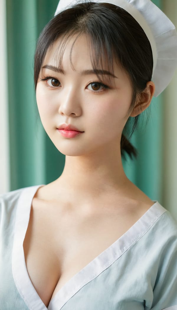 Tags: 21872187, SDXL
{"3": {"inputs": {"seed": 439989715647645, "steps": 32, "cfg": 5.66, "sampler_name": "dpmpp_2m", "scheduler": "karras", "denoise": 1.0, "model": ["27", 0], "positive": ["6", 0], "negative": ["7", 0], "latent_image": ["5", 0]}, "class_type": "KSampler"}, "4": {"inputs": {"ckpt_name": "juggernautxl.safetensors"}, "class_type": "CheckpointLoaderSimple"}, "5": {"inputs": {"width": 768, "height": 1344, "batch_size": 1}, "class_type": "EmptyLatentImage"}, "6": {"inputs": {"text": "22 year old girl, (taiwanese:1.14), (korean:1.08), (japanese:1.12), (chinese:1.07), (beautiful eyes:1.13), (seductive pose:1.07), (pale skin:1.01), (cute:1.05), (seductive facial expression:0.97), (blush:0.99), (detailed face:1.05), (slim:1.12), (eyelashes:1.10), (temptress:0.96), (sexy lips:1.03), (double eyelids:1.00), (in a seductive pose:1.09), (large perky breasts:1.03), (cleavage:1.05), (thigh gap:1.02), (nurse in uniform:1.12) working in a hospital ward, (natural looking skin:1.06), (textured skin:1.09), (detailed skin:1.07), (candid cinema:1.08), (skin fuzz:1.05), (RAW:1.00), (portra:1.06), (soft lighting:1.07), (film:1.06)", "clip": ["27", 1]}, "class_type": "CLIPTextEncode"}, "7": {"inputs": {"text": "(bad hands:1.09), (low resolution:1.14), (open mouth:1.09), (watermark:1.10), (twisted:1.07), (distorted:1.07), (worst quality:1.11)", "clip": ["27", 1]}, "class_type": "CLIPTextEncode"}, "8": {"inputs": {"samples": ["3", 0], "vae": ["4", 2]}, "class_type": "VAEDecode"}, "25": {"inputs": {"lora_name": "nudify_xl.safetensors", "strength_model": 0.36, "strength_clip": 0.06, "model": ["4", 0], "clip": ["4", 1]}, "class_type": "LoraLoader"}, "26": {"inputs": {"lora_name": "shirtlift_SDXL_v2.safetensors", "strength_model": 0.15, "strength_clip": 0.01, "model": ["25", 0], "clip": ["25", 1]}, "class_type": "LoraLoader"}, "27": {"inputs": {"lora_name": "PerfectEyesXL.safetensors", "strength_model": 0.11, "strength_clip": 0.19, "model": ["26", 0], "clip": ["26", 1]}, "class_type": "LoraLoader"}, "30": {"inputs": {"model_name": "4x_NMKD-Superscale-SP_178000_G.pth"}, "class_type": "UpscaleModelLoader"}, "31": {"inputs": {"upscale_model": ["30", 0], "image": ["8", 0]}, "class_type": "ImageUpscaleWithModel"}, "32": {"inputs": {"upscale_method": "lanczos", "scale_by": 0.5, "image": ["31", 0]}, "class_type": "ImageScaleBy"}, "33": {"inputs": {"pixels": ["32", 0], "vae": ["4", 2]}, "class_type": "VAEEncode"}, "34": {"inputs": {"seed": 439989715647645, "steps": 32, "cfg": 5.66, "sampler_name": "dpmpp_2m", "scheduler": "karras", "denoise": 0.3, "model": ["27", 0], "positive": ["6", 0], "negative": ["7", 0], "latent_image": ["33", 0]}, "class_type": "KSampler"}, "36": {"inputs": {"samples": ["34", 0], "vae": ["4", 2]}, "class_type": "VAEDecode"}, "39": {"inputs": {"filename_prefix": "comfyapi-1724037533582", "images": ["36", 0]}, "class_type": "SaveImage"}}