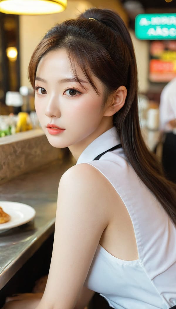 Tags: 21872187, SDXL
{"3": {"inputs": {"seed": 420985931205783, "steps": 64, "cfg": 5.7, "sampler_name": "dpmpp_2m", "scheduler": "karras", "denoise": 1.0, "model": ["27", 0], "positive": ["6", 0], "negative": ["7", 0], "latent_image": ["5", 0]}, "class_type": "KSampler"}, "4": {"inputs": {"ckpt_name": "leosamsHelloworldSDXL_helloworldSDXL32DPO.safetensors"}, "class_type": "CheckpointLoaderSimple"}, "5": {"inputs": {"width": 768, "height": 1344, "batch_size": 1}, "class_type": "EmptyLatentImage"}, "6": {"inputs": {"text": "21 year old girl, (korean:1.13), (eyelashes:1.00), (pale skin:1.07), (seductive facial expression:1.11), (seductive pose:0.99), (beautiful eyes:0.96), (blush:1.02), (detailed face:0.95), (cute:1.00), (slim:0.95), (double eyelids:1.13), (sexy lips:1.07), (idol:0.96), (perky ass:1.07), (exposed ass:1.14), (looking back:1.01), (sexy ass:1.04), (thigh gap:0.98), (a waitress in uniform:1.03) working at a restaurant, (skin fuzz:1.08), (natural looking skin:1.07), (soft lighting:1.01), (detailed skin:1.02), (RAW:1.03), (textured skin:1.05), (portra:1.00), (candid cinema:1.08), (film:1.09)", "clip": ["27", 1]}, "class_type": "CLIPTextEncode"}, "7": {"inputs": {"text": "(open mouth:1.11), (low resolution:1.05), (distorted:1.13), (bad hands:1.10), (watermark:1.07), (twisted:1.10), (worst quality:1.12)", "clip": ["27", 1]}, "class_type": "CLIPTextEncode"}, "8": {"inputs": {"samples": ["3", 0], "vae": ["4", 2]}, "class_type": "VAEDecode"}, "25": {"inputs": {"lora_name": "nudify_xl.safetensors", "strength_model": 0.13, "strength_clip": 0.21, "model": ["4", 0], "clip": ["4", 1]}, "class_type": "LoraLoader"}, "26": {"inputs": {"lora_name": "shirtlift_SDXL_v2.safetensors", "strength_model": 0.09, "strength_clip": 0.17, "model": ["25", 0], "clip": ["25", 1]}, "class_type": "LoraLoader"}, "27": {"inputs": {"lora_name": "PerfectEyesXL.safetensors", "strength_model": 0.1, "strength_clip": 0.02, "model": ["26", 0], "clip": ["26", 1]}, "class_type": "LoraLoader"}, "30": {"inputs": {"model_name": "4x_NMKD-Superscale-SP_178000_G.pth"}, "class_type": "UpscaleModelLoader"}, "31": {"inputs": {"upscale_model": ["30", 0], "image": ["8", 0]}, "class_type": "ImageUpscaleWithModel"}, "32": {"inputs": {"upscale_method": "lanczos", "scale_by": 0.5, "image": ["31", 0]}, "class_type": "ImageScaleBy"}, "33": {"inputs": {"pixels": ["32", 0], "vae": ["4", 2]}, "class_type": "VAEEncode"}, "34": {"inputs": {"seed": 420985931205783, "steps": 64, "cfg": 5.7, "sampler_name": "dpmpp_2m", "scheduler": "karras", "denoise": 0.3, "model": ["27", 0], "positive": ["6", 0], "negative": ["7", 0], "latent_image": ["33", 0]}, "class_type": "KSampler"}, "36": {"inputs": {"samples": ["34", 0], "vae": ["4", 2]}, "class_type": "VAEDecode"}, "39": {"inputs": {"filename_prefix": "comfyapi-1708084359975", "images": ["36", 0]}, "class_type": "SaveImage"}}