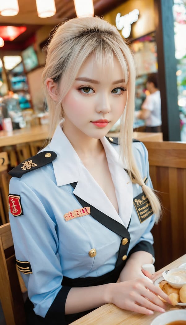 Tags: 21872187, SDXL
{"3": {"inputs": {"seed": 688916133862555, "steps": 32, "cfg": 6.26, "sampler_name": "dpmpp_2m", "scheduler": "karras", "denoise": 1.0, "model": ["27", 0], "positive": ["6", 0], "negative": ["7", 0], "latent_image": ["5", 0]}, "class_type": "KSampler"}, "4": {"inputs": {"ckpt_name": "juggernautxl.safetensors"}, "class_type": "CheckpointLoaderSimple"}, "5": {"inputs": {"width": 768, "height": 1344, "batch_size": 1}, "class_type": "EmptyLatentImage"}, "6": {"inputs": {"text": "21 year old girl, (blush:0.99), (detailed face:1.11), (seductive facial expression:1.03), (cute:1.00), (eyelashes:1.08), (temptress:0.95), (beautiful eyes:1.09), (idol:1.11), (seductive pose:1.06), (pale skin:0.99), (slim:1.03), (sexy lips:1.10), (double eyelids:1.04), (in a seductive pose:0.98), (large perky breasts:1.05), (cleavage:0.99), (thigh gap:1.06), (a waitress in uniform:1.13) working at a restaurant, (detailed skin:1.06), (candid cinema:1.03), (portra:1.09), (film:1.09), (natural looking skin:1.05), (RAW:1.06), (skin fuzz:1.00), (soft lighting:1.02)", "clip": ["27", 1]}, "class_type": "CLIPTextEncode"}, "7": {"inputs": {"text": "(low resolution:1.08), (watermark:1.06), (bad hands:1.14), (distorted:1.14), (open mouth:1.13), (worst quality:1.14), (twisted:1.05)", "clip": ["27", 1]}, "class_type": "CLIPTextEncode"}, "8": {"inputs": {"samples": ["3", 0], "vae": ["4", 2]}, "class_type": "VAEDecode"}, "25": {"inputs": {"lora_name": "nudify_xl.safetensors", "strength_model": 0.04, "strength_clip": 0.34, "model": ["4", 0], "clip": ["4", 1]}, "class_type": "LoraLoader"}, "26": {"inputs": {"lora_name": "shirtlift_SDXL_v2.safetensors", "strength_model": 0.04, "strength_clip": 0.18, "model": ["25", 0], "clip": ["25", 1]}, "class_type": "LoraLoader"}, "27": {"inputs": {"lora_name": "PerfectEyesXL.safetensors", "strength_model": 0.1, "strength_clip": 0.13, "model": ["26", 0], "clip": ["26", 1]}, "class_type": "LoraLoader"}, "30": {"inputs": {"model_name": "4x_NMKD-Superscale-SP_178000_G.pth"}, "class_type": "UpscaleModelLoader"}, "31": {"inputs": {"upscale_model": ["30", 0], "image": ["8", 0]}, "class_type": "ImageUpscaleWithModel"}, "32": {"inputs": {"upscale_method": "lanczos", "scale_by": 0.5, "image": ["31", 0]}, "class_type": "ImageScaleBy"}, "33": {"inputs": {"pixels": ["32", 0], "vae": ["4", 2]}, "class_type": "VAEEncode"}, "34": {"inputs": {"seed": 688916133862555, "steps": 32, "cfg": 6.26, "sampler_name": "dpmpp_2m", "scheduler": "karras", "denoise": 0.3, "model": ["27", 0], "positive": ["6", 0], "negative": ["7", 0], "latent_image": ["33", 0]}, "class_type": "KSampler"}, "36": {"inputs": {"samples": ["34", 0], "vae": ["4", 2]}, "class_type": "VAEDecode"}, "39": {"inputs": {"filename_prefix": "comfyapi-1712139911377", "images": ["36", 0]}, "class_type": "SaveImage"}}