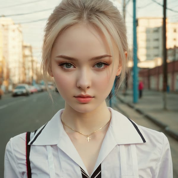 Tags: 21872187, SDXL
{"3": {"inputs": {"seed": 257151544399292, "steps": 64, "cfg": 7.26, "sampler_name": "dpmpp_2m", "scheduler": "karras", "denoise": 1.0, "model": ["27", 0], "positive": ["6", 0], "negative": ["7", 0], "latent_image": ["5", 0]}, "class_type": "KSampler"}, "4": {"inputs": {"ckpt_name": "juggernautxl.safetensors"}, "class_type": "CheckpointLoaderSimple"}, "5": {"inputs": {"width": 1024, "height": 1024, "batch_size": 1}, "class_type": "EmptyLatentImage"}, "6": {"inputs": {"text": "23 year old girl, (russian:1.13), (temptress:0.99), (blush:1.04), (seductive facial expression:1.04), (idol:0.97), (seductive pose:1.13), (slim:0.96), (sexy lips:1.03), (detailed face:0.95), (beautiful eyes:1.01), (pale skin:1.13), (eyelashes:0.98), (double eyelids:1.11), (cute:1.06), (in a seductive pose:1.08), (large perky breasts:1.10), (cleavage:1.03), (thigh gap:1.13), (school uniform:1.08), choker, busy street, (textured skin:1.07), (portra:1.03), (film:1.04), (detailed skin:1.06), (RAW:1.03), (natural looking skin:1.03), (soft lighting:1.07), (skin fuzz:1.08), (candid cinema:1.03)", "clip": ["27", 1]}, "class_type": "CLIPTextEncode"}, "7": {"inputs": {"text": "(low resolution:1.09), (open mouth:1.06), (bad hands:1.05), (watermark:1.13), (worst quality:1.10), (twisted:1.09), (distorted:1.08)", "clip": ["27", 1]}, "class_type": "CLIPTextEncode"}, "8": {"inputs": {"samples": ["3", 0], "vae": ["4", 2]}, "class_type": "VAEDecode"}, "25": {"inputs": {"lora_name": "nudify_xl.safetensors", "strength_model": 0.16, "strength_clip": 0.24, "model": ["4", 0], "clip": ["4", 1]}, "class_type": "LoraLoader"}, "26": {"inputs": {"lora_name": "shirtlift_SDXL_v2.safetensors", "strength_model": 0.12, "strength_clip": 0.12, "model": ["25", 0], "clip": ["25", 1]}, "class_type": "LoraLoader"}, "27": {"inputs": {"lora_name": "PerfectEyesXL.safetensors", "strength_model": 0.0, "strength_clip": 0.04, "model": ["26", 0], "clip": ["26", 1]}, "class_type": "LoraLoader"}, "30": {"inputs": {"model_name": "4x_NMKD-Superscale-SP_178000_G.pth"}, "class_type": "UpscaleModelLoader"}, "31": {"inputs": {"upscale_model": ["30", 0], "image": ["8", 0]}, "class_type": "ImageUpscaleWithModel"}, "32": {"inputs": {"upscale_method": "lanczos", "scale_by": 0.5, "image": ["31", 0]}, "class_type": "ImageScaleBy"}, "33": {"inputs": {"pixels": ["32", 0], "vae": ["4", 2]}, "class_type": "VAEEncode"}, "34": {"inputs": {"seed": 257151544399292, "steps": 64, "cfg": 7.26, "sampler_name": "dpmpp_2m", "scheduler": "karras", "denoise": 0.3, "model": ["27", 0], "positive": ["6", 0], "negative": ["7", 0], "latent_image": ["33", 0]}, "class_type": "KSampler"}, "36": {"inputs": {"samples": ["34", 0], "vae": ["4", 2]}, "class_type": "VAEDecode"}, "39": {"inputs": {"filename_prefix": "comfyapi-1714249656328", "images": ["36", 0]}, "class_type": "SaveImage"}}