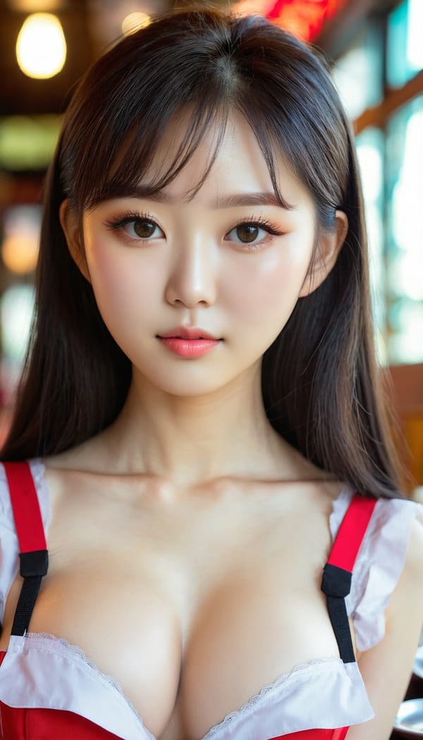 Tags: 21872187, SDXL
{"3": {"inputs": {"seed": 889931405469329, "steps": 32, "cfg": 7.31, "sampler_name": "dpmpp_2m", "scheduler": "karras", "denoise": 1.0, "model": ["27", 0], "positive": ["6", 0], "negative": ["7", 0], "latent_image": ["5", 0]}, "class_type": "KSampler"}, "4": {"inputs": {"ckpt_name": "juggernautxl.safetensors"}, "class_type": "CheckpointLoaderSimple"}, "5": {"inputs": {"width": 768, "height": 1344, "batch_size": 1}, "class_type": "EmptyLatentImage"}, "6": {"inputs": {"text": "24 year old girl, (korean:1.14), (slim:0.95), (eyelashes:1.05), (idol:1.12), (blush:1.08), (sexy lips:0.99), (cute:1.06), (temptress:1.11), (double eyelids:1.01), (detailed face:1.11), (pale skin:1.14), (seductive pose:1.07), (beautiful eyes:1.04), (seductive facial expression:1.07), (in a seductive pose:1.03), (large perky breasts:0.97), (cleavage:1.14), (thigh gap:1.10), (a waitress in uniform:1.00) working at a restaurant, (skin fuzz:1.03), (portra:1.06), (textured skin:1.04), (natural looking skin:1.05), (RAW:1.09), (soft lighting:1.01), (film:1.06), (detailed skin:1.00), (candid cinema:1.02)", "clip": ["27", 1]}, "class_type": "CLIPTextEncode"}, "7": {"inputs": {"text": "(bad hands:1.06), (twisted:1.14), (watermark:1.08), (worst quality:1.06), (distorted:1.12), (low resolution:1.10), (open mouth:1.12)", "clip": ["27", 1]}, "class_type": "CLIPTextEncode"}, "8": {"inputs": {"samples": ["3", 0], "vae": ["4", 2]}, "class_type": "VAEDecode"}, "25": {"inputs": {"lora_name": "nudify_xl.safetensors", "strength_model": 0.3, "strength_clip": 0.08, "model": ["4", 0], "clip": ["4", 1]}, "class_type": "LoraLoader"}, "26": {"inputs": {"lora_name": "shirtlift_SDXL_v2.safetensors", "strength_model": 0.17, "strength_clip": 0.07, "model": ["25", 0], "clip": ["25", 1]}, "class_type": "LoraLoader"}, "27": {"inputs": {"lora_name": "PerfectEyesXL.safetensors", "strength_model": 0.08, "strength_clip": 0.16, "model": ["26", 0], "clip": ["26", 1]}, "class_type": "LoraLoader"}, "30": {"inputs": {"model_name": "4x_NMKD-Superscale-SP_178000_G.pth"}, "class_type": "UpscaleModelLoader"}, "31": {"inputs": {"upscale_model": ["30", 0], "image": ["8", 0]}, "class_type": "ImageUpscaleWithModel"}, "32": {"inputs": {"upscale_method": "lanczos", "scale_by": 0.5, "image": ["31", 0]}, "class_type": "ImageScaleBy"}, "33": {"inputs": {"pixels": ["32", 0], "vae": ["4", 2]}, "class_type": "VAEEncode"}, "34": {"inputs": {"seed": 889931405469329, "steps": 32, "cfg": 7.31, "sampler_name": "dpmpp_2m", "scheduler": "karras", "denoise": 0.3, "model": ["27", 0], "positive": ["6", 0], "negative": ["7", 0], "latent_image": ["33", 0]}, "class_type": "KSampler"}, "36": {"inputs": {"samples": ["34", 0], "vae": ["4", 2]}, "class_type": "VAEDecode"}, "39": {"inputs": {"filename_prefix": "comfyapi-1731870598126", "images": ["36", 0]}, "class_type": "SaveImage"}}