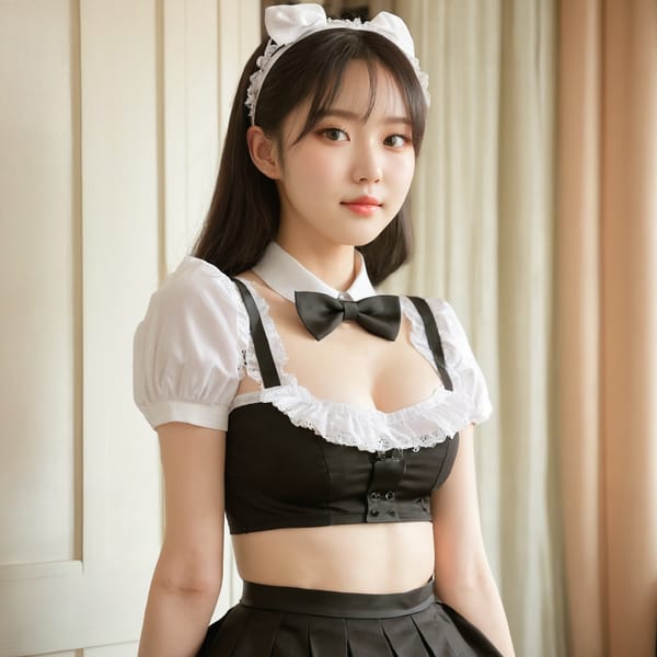 Tags: 21872187, SDXL
{"3": {"inputs": {"seed": 301761050838117, "steps": 64, "cfg": 5.16, "sampler_name": "dpmpp_2m", "scheduler": "karras", "denoise": 1.0, "model": ["27", 0], "positive": ["6", 0], "negative": ["7", 0], "latent_image": ["5", 0]}, "class_type": "KSampler"}, "4": {"inputs": {"ckpt_name": "juggernautxl.safetensors"}, "class_type": "CheckpointLoaderSimple"}, "5": {"inputs": {"width": 1024, "height": 1024, "batch_size": 1}, "class_type": "EmptyLatentImage"}, "6": {"inputs": {"text": "19 year old girl, (korean:1.06), (pale skin:1.07), (detailed face:1.01), (blush:0.99), (beautiful eyes:1.01), (slim:0.95), (eyelashes:1.01), (seductive facial expression:1.03), (double eyelids:0.95), (idol:1.09), (cute:1.13), (temptress:1.12), (seductive pose:0.96), (sexy lips:0.96), (perky ass:1.06), (exposed ass:1.08), (looking back:0.95), (sexy ass:0.97), (thigh gap:1.12), in a (skimpy maid costume:1.14) working at a maid cafe, choker, bowtie, headband, pleated skirt, (skin fuzz:1.01), (portra:1.06), (textured skin:1.09), (detailed skin:1.09), (soft lighting:1.04), (natural looking skin:1.08), (film:1.01), (candid cinema:1.06), (RAW:1.06)", "clip": ["27", 1]}, "class_type": "CLIPTextEncode"}, "7": {"inputs": {"text": "(worst quality:1.05), (open mouth:1.06), (watermark:1.07), (twisted:1.10), (bad hands:1.10), (low resolution:1.06), (distorted:1.12)", "clip": ["27", 1]}, "class_type": "CLIPTextEncode"}, "8": {"inputs": {"samples": ["3", 0], "vae": ["4", 2]}, "class_type": "VAEDecode"}, "25": {"inputs": {"lora_name": "nudify_xl.safetensors", "strength_model": 0.31, "strength_clip": 0.26, "model": ["4", 0], "clip": ["4", 1]}, "class_type": "LoraLoader"}, "26": {"inputs": {"lora_name": "shirtlift_SDXL_v2.safetensors", "strength_model": 0.18, "strength_clip": 0.08, "model": ["25", 0], "clip": ["25", 1]}, "class_type": "LoraLoader"}, "27": {"inputs": {"lora_name": "PerfectEyesXL.safetensors", "strength_model": 0.0, "strength_clip": 0.1, "model": ["26", 0], "clip": ["26", 1]}, "class_type": "LoraLoader"}, "30": {"inputs": {"model_name": "4x_NMKD-Superscale-SP_178000_G.pth"}, "class_type": "UpscaleModelLoader"}, "31": {"inputs": {"upscale_model": ["30", 0], "image": ["8", 0]}, "class_type": "ImageUpscaleWithModel"}, "32": {"inputs": {"upscale_method": "lanczos", "scale_by": 0.5, "image": ["31", 0]}, "class_type": "ImageScaleBy"}, "33": {"inputs": {"pixels": ["32", 0], "vae": ["4", 2]}, "class_type": "VAEEncode"}, "34": {"inputs": {"seed": 301761050838117, "steps": 64, "cfg": 5.16, "sampler_name": "dpmpp_2m", "scheduler": "karras", "denoise": 0.3, "model": ["27", 0], "positive": ["6", 0], "negative": ["7", 0], "latent_image": ["33", 0]}, "class_type": "KSampler"}, "36": {"inputs": {"samples": ["34", 0], "vae": ["4", 2]}, "class_type": "VAEDecode"}, "39": {"inputs": {"filename_prefix": "comfyapi-1733879231136", "images": ["36", 0]}, "class_type": "SaveImage"}}