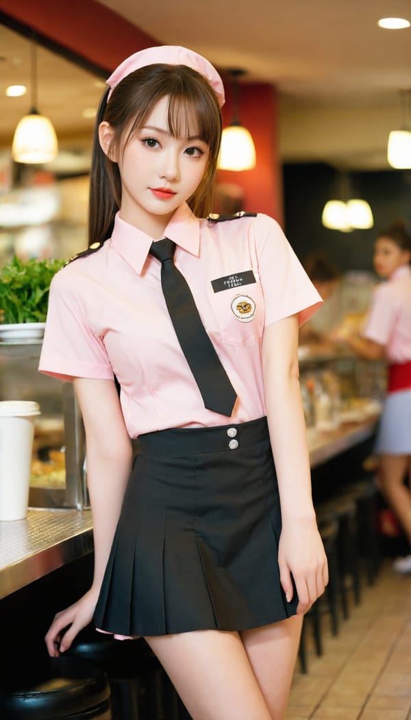 Tags: 21872187, SDXL
{"3": {"inputs": {"seed": 288051831417680, "steps": 32, "cfg": 7.38, "sampler_name": "dpmpp_2m", "scheduler": "karras", "denoise": 1.0, "model": ["27", 0], "positive": ["6", 0], "negative": ["7", 0], "latent_image": ["5", 0]}, "class_type": "KSampler"}, "4": {"inputs": {"ckpt_name": "leosamsHelloworldSDXL_helloworldSDXL32DPO.safetensors"}, "class_type": "CheckpointLoaderSimple"}, "5": {"inputs": {"width": 768, "height": 1344, "batch_size": 1}, "class_type": "EmptyLatentImage"}, "6": {"inputs": {"text": "19 year old girl, (slim:1.04), (seductive facial expression:1.14), (blush:1.13), (idol:1.10), (double eyelids:1.07), (cute:0.99), (pale skin:1.08), (temptress:1.13), (beautiful eyes:1.01), (eyelashes:1.02), (sexy lips:1.08), (detailed face:0.99), (seductive pose:1.10), (perky ass:1.00), (exposed ass:0.99), (looking back:1.05), (sexy ass:1.05), (thigh gap:0.97), (a waitress in uniform:1.09) working at a restaurant, (soft lighting:1.04), (natural looking skin:1.06), (film:1.07), (portra:1.04), (RAW:1.05), (skin fuzz:1.08), (detailed skin:1.07), (textured skin:1.06), (candid cinema:1.05)", "clip": ["27", 1]}, "class_type": "CLIPTextEncode"}, "7": {"inputs": {"text": "(worst quality:1.05), (watermark:1.13), (twisted:1.13), (open mouth:1.14), (low resolution:1.10), (distorted:1.11), (bad hands:1.09)", "clip": ["27", 1]}, "class_type": "CLIPTextEncode"}, "8": {"inputs": {"samples": ["3", 0], "vae": ["4", 2]}, "class_type": "VAEDecode"}, "25": {"inputs": {"lora_name": "nudify_xl.safetensors", "strength_model": 0.07, "strength_clip": 0.21, "model": ["4", 0], "clip": ["4", 1]}, "class_type": "LoraLoader"}, "26": {"inputs": {"lora_name": "shirtlift_SDXL_v2.safetensors", "strength_model": 0.0, "strength_clip": 0.18, "model": ["25", 0], "clip": ["25", 1]}, "class_type": "LoraLoader"}, "27": {"inputs": {"lora_name": "PerfectEyesXL.safetensors", "strength_model": 0.14, "strength_clip": 0.11, "model": ["26", 0], "clip": ["26", 1]}, "class_type": "LoraLoader"}, "30": {"inputs": {"model_name": "4x_NMKD-Superscale-SP_178000_G.pth"}, "class_type": "UpscaleModelLoader"}, "31": {"inputs": {"upscale_model": ["30", 0], "image": ["8", 0]}, "class_type": "ImageUpscaleWithModel"}, "32": {"inputs": {"upscale_method": "lanczos", "scale_by": 0.5, "image": ["31", 0]}, "class_type": "ImageScaleBy"}, "33": {"inputs": {"pixels": ["32", 0], "vae": ["4", 2]}, "class_type": "VAEEncode"}, "34": {"inputs": {"seed": 288051831417680, "steps": 32, "cfg": 7.38, "sampler_name": "dpmpp_2m", "scheduler": "karras", "denoise": 0.3, "model": ["27", 0], "positive": ["6", 0], "negative": ["7", 0], "latent_image": ["33", 0]}, "class_type": "KSampler"}, "36": {"inputs": {"samples": ["34", 0], "vae": ["4", 2]}, "class_type": "VAEDecode"}, "39": {"inputs": {"filename_prefix": "comfyapi-1707731528469", "images": ["36", 0]}, "class_type": "SaveImage"}}