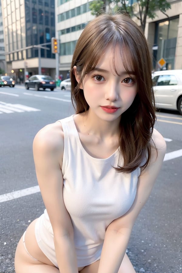 Tags: 21872187
<lora:mix4:0.52>, <lora:JapaneseDollLikeness_v15:0.59>, (white tank top:1.01), (large breasts:1.01), busy street in urban city, (seductive pose:1.02), extremely detailed eyes, cute, (photorealistic:0.96), sexy lips, eyelashes, pale skin, full body portrait, textured skin, sharp, (long slim legs:1.05), blush, 1girl, solo, (stunningly attractive:0.97), (dramatic:1.10)
Negative prompt: drawings, paintings, anime, black and white, ugly, (worst quality:2.12)
Steps: 64, Sampler: DPM++ 2M Karras, CFG scale: 7.27, Seed: 1338347289, Size: 512x768, Model hash: fc2511737a, Model: chilloutmix_NiPrunedFp32Fix, Seed resize from: -1x-1, Denoising strength: 0.3, Version: v1.2.1, Hires upscale: 2.0, Hires steps: 16, Hires upscaler: ESRGAN_4x