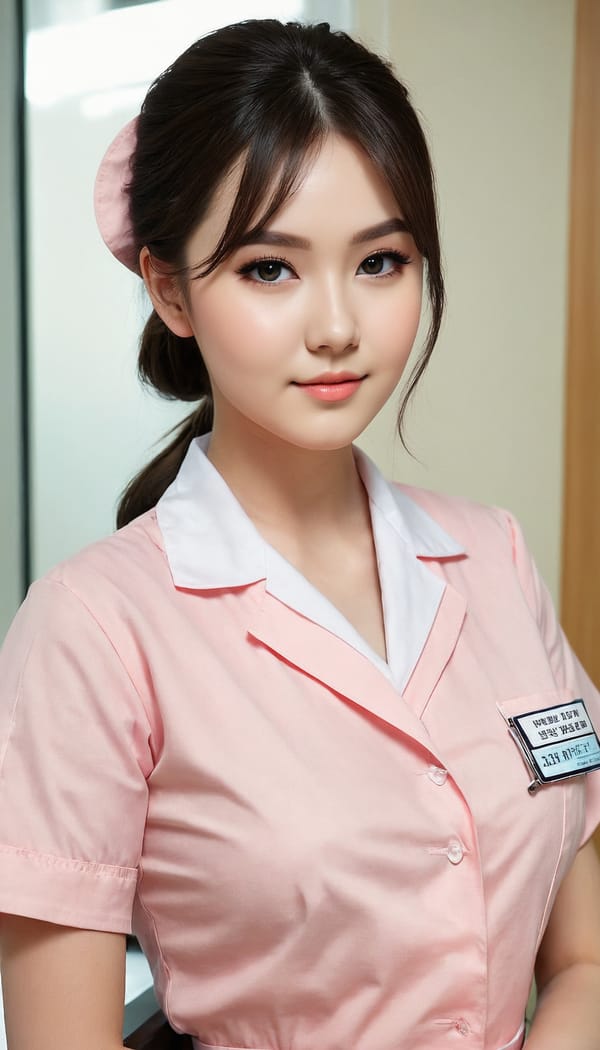 Tags: 21872187, SDXL
{"3": {"inputs": {"seed": 245624211927373, "steps": 32, "cfg": 7.17, "sampler_name": "dpmpp_2m", "scheduler": "karras", "denoise": 1.0, "model": ["27", 0], "positive": ["6", 0], "negative": ["7", 0], "latent_image": ["5", 0]}, "class_type": "KSampler"}, "4": {"inputs": {"ckpt_name": "juggernautXL_v8Rundiffusion.safetensors"}, "class_type": "CheckpointLoaderSimple"}, "5": {"inputs": {"width": 768, "height": 1344, "batch_size": 1}, "class_type": "EmptyLatentImage"}, "6": {"inputs": {"text": "25 year old girl, (temptress:0.98), (double eyelids:1.03), (idol:1.04), (blush:1.03), (cute:0.97), (seductive pose:1.04), (seductive facial expression:0.96), (eyelashes:0.99), (slim:1.14), (sexy lips:1.13), (detailed face:1.12), (pale skin:1.10), (beautiful eyes:1.14), (in a seductive pose:0.99), (large perky breasts:0.96), (cleavage:1.08), (thigh gap:0.96), (nurse in uniform:1.14) working in a hospital ward, (textured skin:1.07), (skin fuzz:1.05), (portra:1.04), (natural looking skin:1.01), (soft lighting:1.05), (film:1.00), (detailed skin:1.09), (RAW:1.06), (candid cinema:1.08)", "clip": ["27", 1]}, "class_type": "CLIPTextEncode"}, "7": {"inputs": {"text": "(twisted:1.08), (distorted:1.08), (open mouth:1.12), (watermark:1.08), (low resolution:1.07), (worst quality:1.14), (bad hands:1.06)", "clip": ["27", 1]}, "class_type": "CLIPTextEncode"}, "8": {"inputs": {"samples": ["3", 0], "vae": ["4", 2]}, "class_type": "VAEDecode"}, "25": {"inputs": {"lora_name": "nudify_xl.safetensors", "strength_model": 0.16, "strength_clip": 0.38, "model": ["4", 0], "clip": ["4", 1]}, "class_type": "LoraLoader"}, "26": {"inputs": {"lora_name": "shirtlift_SDXL_v2.safetensors", "strength_model": 0.08, "strength_clip": 0.0, "model": ["25", 0], "clip": ["25", 1]}, "class_type": "LoraLoader"}, "27": {"inputs": {"lora_name": "PerfectEyesXL.safetensors", "strength_model": 0.0, "strength_clip": 0.09, "model": ["26", 0], "clip": ["26", 1]}, "class_type": "LoraLoader"}, "30": {"inputs": {"model_name": "4x_NMKD-Superscale-SP_178000_G.pth"}, "class_type": "UpscaleModelLoader"}, "31": {"inputs": {"upscale_model": ["30", 0], "image": ["8", 0]}, "class_type": "ImageUpscaleWithModel"}, "32": {"inputs": {"upscale_method": "lanczos", "scale_by": 0.5, "image": ["31", 0]}, "class_type": "ImageScaleBy"}, "33": {"inputs": {"pixels": ["32", 0], "vae": ["4", 2]}, "class_type": "VAEEncode"}, "34": {"inputs": {"seed": 245624211927373, "steps": 32, "cfg": 7.17, "sampler_name": "dpmpp_2m", "scheduler": "karras", "denoise": 0.3, "model": ["27", 0], "positive": ["6", 0], "negative": ["7", 0], "latent_image": ["33", 0]}, "class_type": "KSampler"}, "36": {"inputs": {"samples": ["34", 0], "vae": ["4", 2]}, "class_type": "VAEDecode"}, "39": {"inputs": {"filename_prefix": "comfyapi-1707819622465", "images": ["36", 0]}, "class_type": "SaveImage"}}