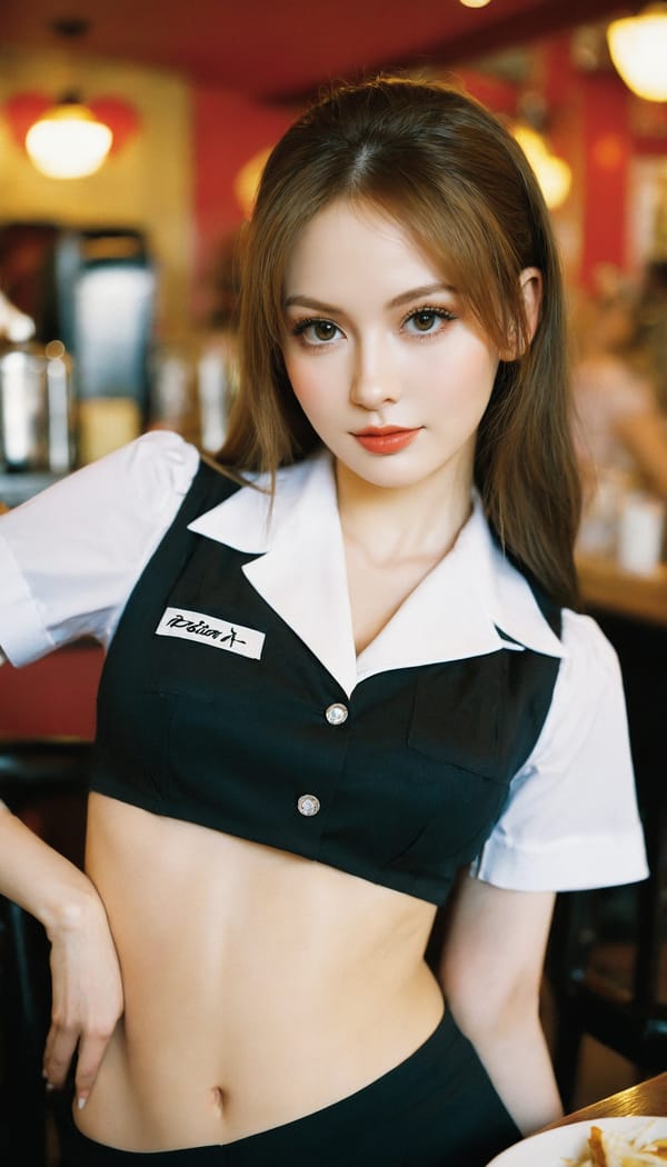 Tags: 21872187, SDXL
{"3": {"inputs": {"seed": 390385866863197, "steps": 32, "cfg": 6.38, "sampler_name": "dpmpp_2m", "scheduler": "karras", "denoise": 1.0, "model": ["27", 0], "positive": ["6", 0], "negative": ["7", 0], "latent_image": ["5", 0]}, "class_type": "KSampler"}, "4": {"inputs": {"ckpt_name": "helloworldxl.safetensors"}, "class_type": "CheckpointLoaderSimple"}, "5": {"inputs": {"width": 768, "height": 1344, "batch_size": 1}, "class_type": "EmptyLatentImage"}, "6": {"inputs": {"text": "28 year old girl, (russian:0.97), (sexy lips:0.95), (double eyelids:1.11), (idol:1.00), (pale skin:1.09), (slim:1.09), (seductive facial expression:1.12), (eyelashes:1.08), (detailed face:1.08), (temptress:0.96), (seductive pose:1.13), (cute:1.00), (blush:0.95), (beautiful eyes:1.03), (in a seductive pose:1.01), (large perky breasts:0.95), (cleavage:0.96), (thigh gap:1.03), (a waitress in uniform:1.04) working at a restaurant, (film:1.03), (natural looking skin:1.06), (soft lighting:1.05), (detailed skin:1.08), (RAW:1.05), (skin fuzz:1.01), (textured skin:1.02), (candid cinema:1.07), (portra:1.09)", "clip": ["27", 1]}, "class_type": "CLIPTextEncode"}, "7": {"inputs": {"text": "(worst quality:1.11), (distorted:1.11), (open mouth:1.05), (watermark:1.11), (low resolution:1.12), (bad hands:1.07), (twisted:1.11)", "clip": ["27", 1]}, "class_type": "CLIPTextEncode"}, "8": {"inputs": {"samples": ["3", 0], "vae": ["4", 2]}, "class_type": "VAEDecode"}, "25": {"inputs": {"lora_name": "nudify_xl.safetensors", "strength_model": 0.07, "strength_clip": 0.02, "model": ["4", 0], "clip": ["4", 1]}, "class_type": "LoraLoader"}, "26": {"inputs": {"lora_name": "shirtlift_SDXL_v2.safetensors", "strength_model": 0.14, "strength_clip": 0.11, "model": ["25", 0], "clip": ["25", 1]}, "class_type": "LoraLoader"}, "27": {"inputs": {"lora_name": "PerfectEyesXL.safetensors", "strength_model": 0.14, "strength_clip": 0.07, "model": ["26", 0], "clip": ["26", 1]}, "class_type": "LoraLoader"}, "30": {"inputs": {"model_name": "4x_NMKD-Superscale-SP_178000_G.pth"}, "class_type": "UpscaleModelLoader"}, "31": {"inputs": {"upscale_model": ["30", 0], "image": ["8", 0]}, "class_type": "ImageUpscaleWithModel"}, "32": {"inputs": {"upscale_method": "lanczos", "scale_by": 0.5, "image": ["31", 0]}, "class_type": "ImageScaleBy"}, "33": {"inputs": {"pixels": ["32", 0], "vae": ["4", 2]}, "class_type": "VAEEncode"}, "34": {"inputs": {"seed": 390385866863197, "steps": 32, "cfg": 6.38, "sampler_name": "dpmpp_2m", "scheduler": "karras", "denoise": 0.3, "model": ["27", 0], "positive": ["6", 0], "negative": ["7", 0], "latent_image": ["33", 0]}, "class_type": "KSampler"}, "36": {"inputs": {"samples": ["34", 0], "vae": ["4", 2]}, "class_type": "VAEDecode"}, "39": {"inputs": {"filename_prefix": "comfyapi-1731858068364", "images": ["36", 0]}, "class_type": "SaveImage"}}