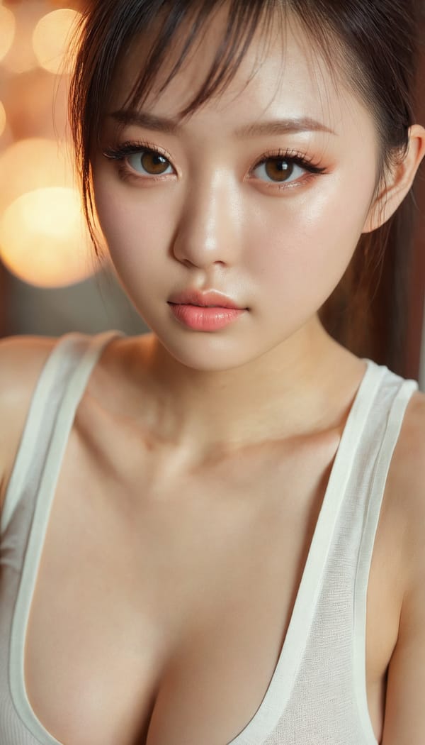 Tags: 21872187, SDXL
{"3": {"inputs": {"seed": 272863027789909, "steps": 64, "cfg": 5.03, "sampler_name": "dpmpp_2m", "scheduler": "karras", "denoise": 1.0, "model": ["27", 0], "positive": ["6", 0], "negative": ["7", 0], "latent_image": ["5", 0]}, "class_type": "KSampler"}, "4": {"inputs": {"ckpt_name": "juggernautxl.safetensors"}, "class_type": "CheckpointLoaderSimple"}, "5": {"inputs": {"width": 768, "height": 1344, "batch_size": 1}, "class_type": "EmptyLatentImage"}, "6": {"inputs": {"text": "24 year old girl, (ukrainian:1.03), (chinese:1.14), (seductive facial expression:1.13), (double eyelids:1.11), (slim:1.07), (idol:0.96), (sexy lips:1.09), (blush:0.95), (beautiful eyes:1.05), (eyelashes:1.11), (detailed face:1.00), (temptress:1.05), (pale skin:1.04), (cute:1.13), (seductive pose:0.96), (in a seductive pose:1.03), (large perky breasts:0.97), (cleavage:1.03), (thigh gap:1.02), (white tanktop:1.13), busy street, (textured skin:1.08), (candid cinema:1.06), (portra:1.01), (skin fuzz:1.06), (RAW:1.06), (soft lighting:1.02), (natural looking skin:1.00), (film:1.01), (detailed skin:1.06)", "clip": ["27", 1]}, "class_type": "CLIPTextEncode"}, "7": {"inputs": {"text": "(watermark:1.10), (worst quality:1.07), (twisted:1.05), (bad hands:1.13), (low resolution:1.05), (distorted:1.07), (open mouth:1.13)", "clip": ["27", 1]}, "class_type": "CLIPTextEncode"}, "8": {"inputs": {"samples": ["3", 0], "vae": ["4", 2]}, "class_type": "VAEDecode"}, "25": {"inputs": {"lora_name": "nudify_xl.safetensors", "strength_model": 0.08, "strength_clip": 0.07, "model": ["4", 0], "clip": ["4", 1]}, "class_type": "LoraLoader"}, "26": {"inputs": {"lora_name": "shirtlift_SDXL_v2.safetensors", "strength_model": 0.13, "strength_clip": 0.13, "model": ["25", 0], "clip": ["25", 1]}, "class_type": "LoraLoader"}, "27": {"inputs": {"lora_name": "PerfectEyesXL.safetensors", "strength_model": 0.17, "strength_clip": 0.03, "model": ["26", 0], "clip": ["26", 1]}, "class_type": "LoraLoader"}, "30": {"inputs": {"model_name": "4x_NMKD-Superscale-SP_178000_G.pth"}, "class_type": "UpscaleModelLoader"}, "31": {"inputs": {"upscale_model": ["30", 0], "image": ["8", 0]}, "class_type": "ImageUpscaleWithModel"}, "32": {"inputs": {"upscale_method": "lanczos", "scale_by": 0.5, "image": ["31", 0]}, "class_type": "ImageScaleBy"}, "33": {"inputs": {"pixels": ["32", 0], "vae": ["4", 2]}, "class_type": "VAEEncode"}, "34": {"inputs": {"seed": 272863027789909, "steps": 64, "cfg": 5.03, "sampler_name": "dpmpp_2m", "scheduler": "karras", "denoise": 0.3, "model": ["27", 0], "positive": ["6", 0], "negative": ["7", 0], "latent_image": ["33", 0]}, "class_type": "KSampler"}, "36": {"inputs": {"samples": ["34", 0], "vae": ["4", 2]}, "class_type": "VAEDecode"}, "39": {"inputs": {"filename_prefix": "comfyapi-1715037576895", "images": ["36", 0]}, "class_type": "SaveImage"}}