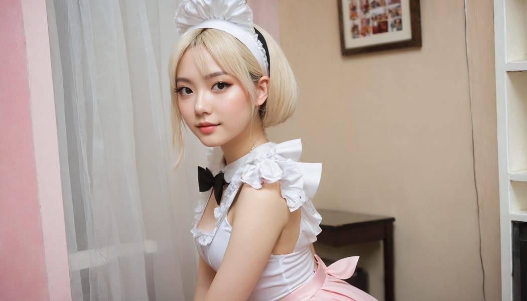 Tags: 21872187, SDXL
{"3": {"inputs": {"seed": 840165662386274, "steps": 32, "cfg": 5.89, "sampler_name": "dpmpp_2m", "scheduler": "karras", "denoise": 1.0, "model": ["27", 0], "positive": ["6", 0], "negative": ["7", 0], "latent_image": ["5", 0]}, "class_type": "KSampler"}, "4": {"inputs": {"ckpt_name": "juggernautxl.safetensors"}, "class_type": "CheckpointLoaderSimple"}, "5": {"inputs": {"width": 1344, "height": 768, "batch_size": 1}, "class_type": "EmptyLatentImage"}, "6": {"inputs": {"text": "27 year old girl, (blush:1.04), (double eyelids:1.07), (slim:0.96), (temptress:0.95), (idol:1.11), (eyelashes:0.97), (pale skin:1.09), (beautiful eyes:1.00), (seductive facial expression:1.12), (seductive pose:1.10), (sexy lips:0.98), (cute:0.96), (perky ass:1.00), (exposed ass:1.04), (looking back:1.14), (sexy ass:1.01), (thigh gap:1.12), in a (skimpy maid costume:1.04) working at a maid cafe, choker, bowtie, headband, pleated skirt, (RAW:1.02), (textured skin:1.05), (detailed skin:1.09), (natural looking skin:1.01), (film:1.07), (skin fuzz:1.06), (soft lighting:1.02), (candid cinema:1.06), (portra:1.07)", "clip": ["27", 1]}, "class_type": "CLIPTextEncode"}, "7": {"inputs": {"text": "(open mouth:1.14), (low resolution:1.14), (twisted:1.13), (watermark:1.11), (worst quality:1.14), (distorted:1.08), (bad hands:1.08)", "clip": ["27", 1]}, "class_type": "CLIPTextEncode"}, "8": {"inputs": {"samples": ["3", 0], "vae": ["4", 2]}, "class_type": "VAEDecode"}, "25": {"inputs": {"lora_name": "nudify_xl.safetensors", "strength_model": 0.12, "strength_clip": 0.14, "model": ["4", 0], "clip": ["4", 1]}, "class_type": "LoraLoader"}, "26": {"inputs": {"lora_name": "shirtlift_SDXL_v2.safetensors", "strength_model": 0.07, "strength_clip": 0.01, "model": ["25", 0], "clip": ["25", 1]}, "class_type": "LoraLoader"}, "27": {"inputs": {"lora_name": "PerfectEyesXL.safetensors", "strength_model": 0.07, "strength_clip": 0.14, "model": ["26", 0], "clip": ["26", 1]}, "class_type": "LoraLoader"}, "30": {"inputs": {"model_name": "4x_NMKD-Superscale-SP_178000_G.pth"}, "class_type": "UpscaleModelLoader"}, "31": {"inputs": {"upscale_model": ["30", 0], "image": ["8", 0]}, "class_type": "ImageUpscaleWithModel"}, "32": {"inputs": {"upscale_method": "lanczos", "scale_by": 0.5, "image": ["31", 0]}, "class_type": "ImageScaleBy"}, "33": {"inputs": {"pixels": ["32", 0], "vae": ["4", 2]}, "class_type": "VAEEncode"}, "34": {"inputs": {"seed": 840165662386274, "steps": 32, "cfg": 5.89, "sampler_name": "dpmpp_2m", "scheduler": "karras", "denoise": 0.3, "model": ["27", 0], "positive": ["6", 0], "negative": ["7", 0], "latent_image": ["33", 0]}, "class_type": "KSampler"}, "36": {"inputs": {"samples": ["34", 0], "vae": ["4", 2]}, "class_type": "VAEDecode"}, "39": {"inputs": {"filename_prefix": "comfyapi-1713698168069", "images": ["36", 0]}, "class_type": "SaveImage"}}