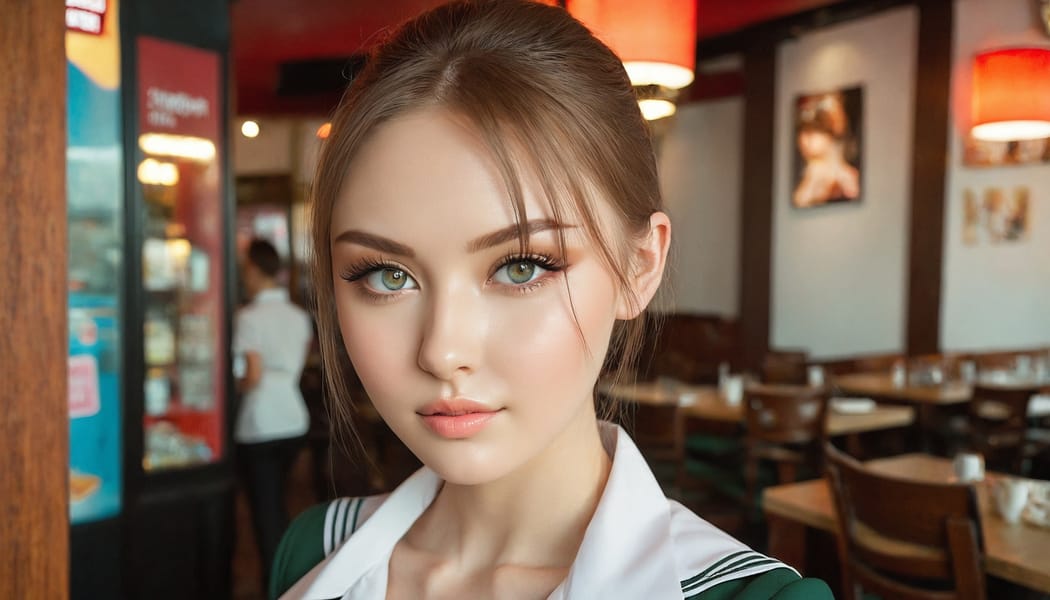 Tags: 21872187, SDXL
{"3": {"inputs": {"seed": 634858942261124, "steps": 32, "cfg": 6.05, "sampler_name": "dpmpp_2m", "scheduler": "karras", "denoise": 1.0, "model": ["27", 0], "positive": ["6", 0], "negative": ["7", 0], "latent_image": ["5", 0]}, "class_type": "KSampler"}, "4": {"inputs": {"ckpt_name": "juggernautxl.safetensors"}, "class_type": "CheckpointLoaderSimple"}, "5": {"inputs": {"width": 1344, "height": 768, "batch_size": 1}, "class_type": "EmptyLatentImage"}, "6": {"inputs": {"text": "22 year old girl, (russian:0.99), (irish:1.13), (ukrainian:1.05), (detailed face:1.10), (beautiful eyes:1.04), (sexy lips:1.03), (cute:1.03), (idol:0.97), (eyelashes:1.14), (slim:1.07), (temptress:1.06), (double eyelids:1.00), (seductive pose:0.98), (seductive facial expression:1.13), (blush:1.09), (in a seductive pose:0.99), (large perky breasts:1.14), (cleavage:0.95), (thigh gap:1.03), (a waitress in uniform:0.96) working at a restaurant, (candid cinema:1.05), (detailed skin:1.01), (portra:1.02), (film:1.00), (skin fuzz:1.04), (textured skin:1.02), (soft lighting:1.05), (natural looking skin:1.09), (RAW:1.09)", "clip": ["27", 1]}, "class_type": "CLIPTextEncode"}, "7": {"inputs": {"text": "(twisted:1.12), (watermark:1.08), (low resolution:1.11), (bad hands:1.14), (distorted:1.11), (open mouth:1.08), (worst quality:1.12)", "clip": ["27", 1]}, "class_type": "CLIPTextEncode"}, "8": {"inputs": {"samples": ["3", 0], "vae": ["4", 2]}, "class_type": "VAEDecode"}, "25": {"inputs": {"lora_name": "nudify_xl.safetensors", "strength_model": 0.15, "strength_clip": 0.12, "model": ["4", 0], "clip": ["4", 1]}, "class_type": "LoraLoader"}, "26": {"inputs": {"lora_name": "shirtlift_SDXL_v2.safetensors", "strength_model": 0.07, "strength_clip": 0.19, "model": ["25", 0], "clip": ["25", 1]}, "class_type": "LoraLoader"}, "27": {"inputs": {"lora_name": "PerfectEyesXL.safetensors", "strength_model": 0.11, "strength_clip": 0.12, "model": ["26", 0], "clip": ["26", 1]}, "class_type": "LoraLoader"}, "30": {"inputs": {"model_name": "4x_NMKD-Superscale-SP_178000_G.pth"}, "class_type": "UpscaleModelLoader"}, "31": {"inputs": {"upscale_model": ["30", 0], "image": ["8", 0]}, "class_type": "ImageUpscaleWithModel"}, "32": {"inputs": {"upscale_method": "lanczos", "scale_by": 0.5, "image": ["31", 0]}, "class_type": "ImageScaleBy"}, "33": {"inputs": {"pixels": ["32", 0], "vae": ["4", 2]}, "class_type": "VAEEncode"}, "34": {"inputs": {"seed": 634858942261124, "steps": 32, "cfg": 6.05, "sampler_name": "dpmpp_2m", "scheduler": "karras", "denoise": 0.3, "model": ["27", 0], "positive": ["6", 0], "negative": ["7", 0], "latent_image": ["33", 0]}, "class_type": "KSampler"}, "36": {"inputs": {"samples": ["34", 0], "vae": ["4", 2]}, "class_type": "VAEDecode"}, "39": {"inputs": {"filename_prefix": "comfyapi-1719486646102", "images": ["36", 0]}, "class_type": "SaveImage"}}
