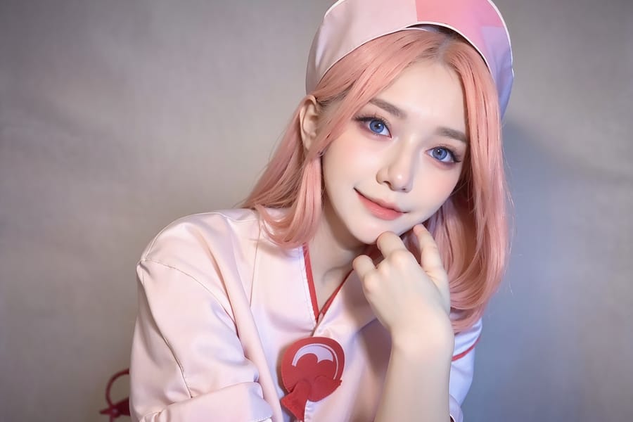 Tags: 21872187
<lora:YaeMiko_Test:0.51>, (nurse outfit:1.18), hospital ward, <lora:skirtlift-v4:0.83 <lora:Addams:0.34>, extremely detailed eyes, extremely detailed face, cute, (photorealistic:1.10), sexy lips, seductive smile, double eyelids, eyelashes, pale skin, perky breasts, full body portrait, best quality, sharp, hyper realistic, (thigh gap:0.97), solo, (dramatic:1.20)
Negative prompt: drawings, paintings, black and white, (worst quality:2.03)
Steps: 64, Sampler: DPM++ 2M Karras, CFG scale: 6.27, Seed: 3756667546, Size: 768x512, Model hash: fc2511737a, Model: chilloutmix_NiPrunedFp32Fix, Seed resize from: -1x-1, Denoising strength: 0.35, Version: v1.2.1, Hires upscale: 2.5, Hires steps: 48, Hires upscaler: ESRGAN_4x
