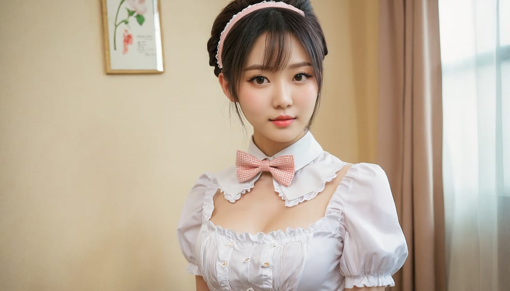 Tags: 21872187, SDXL
{"3": {"inputs": {"seed": 300401385219122, "steps": 64, "cfg": 5.33, "sampler_name": "dpmpp_2m", "scheduler": "karras", "denoise": 1.0, "model": ["27", 0], "positive": ["6", 0], "negative": ["7", 0], "latent_image": ["5", 0]}, "class_type": "KSampler"}, "4": {"inputs": {"ckpt_name": "juggernautxl.safetensors"}, "class_type": "CheckpointLoaderSimple"}, "5": {"inputs": {"width": 1344, "height": 768, "batch_size": 1}, "class_type": "EmptyLatentImage"}, "6": {"inputs": {"text": "23 year old girl, (taiwanese:1.09), (sexy lips:0.98), (cute:0.99), (temptress:1.01), (seductive pose:1.01), (eyelashes:1.05), (seductive facial expression:0.99), (detailed face:1.06), (double eyelids:0.99), (idol:0.97), (beautiful eyes:1.08), (blush:0.98), (pale skin:1.04), (slim:0.98), (perky ass:0.96), (exposed ass:0.96), (looking back:1.02), (sexy ass:1.11), (thigh gap:1.08), in a (skimpy maid costume:1.03) working at a maid cafe, choker, bowtie, headband, pleated skirt, (skin fuzz:1.00), (detailed skin:1.05), (film:1.06), (natural looking skin:1.06), (soft lighting:1.05), (RAW:1.03), (portra:1.07), (textured skin:1.04), (candid cinema:1.02)", "clip": ["27", 1]}, "class_type": "CLIPTextEncode"}, "7": {"inputs": {"text": "(open mouth:1.09), (bad hands:1.13), (distorted:1.08), (watermark:1.05), (low resolution:1.12), (worst quality:1.12), (twisted:1.11)", "clip": ["27", 1]}, "class_type": "CLIPTextEncode"}, "8": {"inputs": {"samples": ["3", 0], "vae": ["4", 2]}, "class_type": "VAEDecode"}, "25": {"inputs": {"lora_name": "nudify_xl.safetensors", "strength_model": 0.01, "strength_clip": 0.18, "model": ["4", 0], "clip": ["4", 1]}, "class_type": "LoraLoader"}, "26": {"inputs": {"lora_name": "shirtlift_SDXL_v2.safetensors", "strength_model": 0.12, "strength_clip": 0.0, "model": ["25", 0], "clip": ["25", 1]}, "class_type": "LoraLoader"}, "27": {"inputs": {"lora_name": "PerfectEyesXL.safetensors", "strength_model": 0.16, "strength_clip": 0.16, "model": ["26", 0], "clip": ["26", 1]}, "class_type": "LoraLoader"}, "30": {"inputs": {"model_name": "4x_NMKD-Superscale-SP_178000_G.pth"}, "class_type": "UpscaleModelLoader"}, "31": {"inputs": {"upscale_model": ["30", 0], "image": ["8", 0]}, "class_type": "ImageUpscaleWithModel"}, "32": {"inputs": {"upscale_method": "lanczos", "scale_by": 0.5, "image": ["31", 0]}, "class_type": "ImageScaleBy"}, "33": {"inputs": {"pixels": ["32", 0], "vae": ["4", 2]}, "class_type": "VAEEncode"}, "34": {"inputs": {"seed": 300401385219122, "steps": 64, "cfg": 5.33, "sampler_name": "dpmpp_2m", "scheduler": "karras", "denoise": 0.3, "model": ["27", 0], "positive": ["6", 0], "negative": ["7", 0], "latent_image": ["33", 0]}, "class_type": "KSampler"}, "36": {"inputs": {"samples": ["34", 0], "vae": ["4", 2]}, "class_type": "VAEDecode"}, "39": {"inputs": {"filename_prefix": "comfyapi-1724152616857", "images": ["36", 0]}, "class_type": "SaveImage"}}