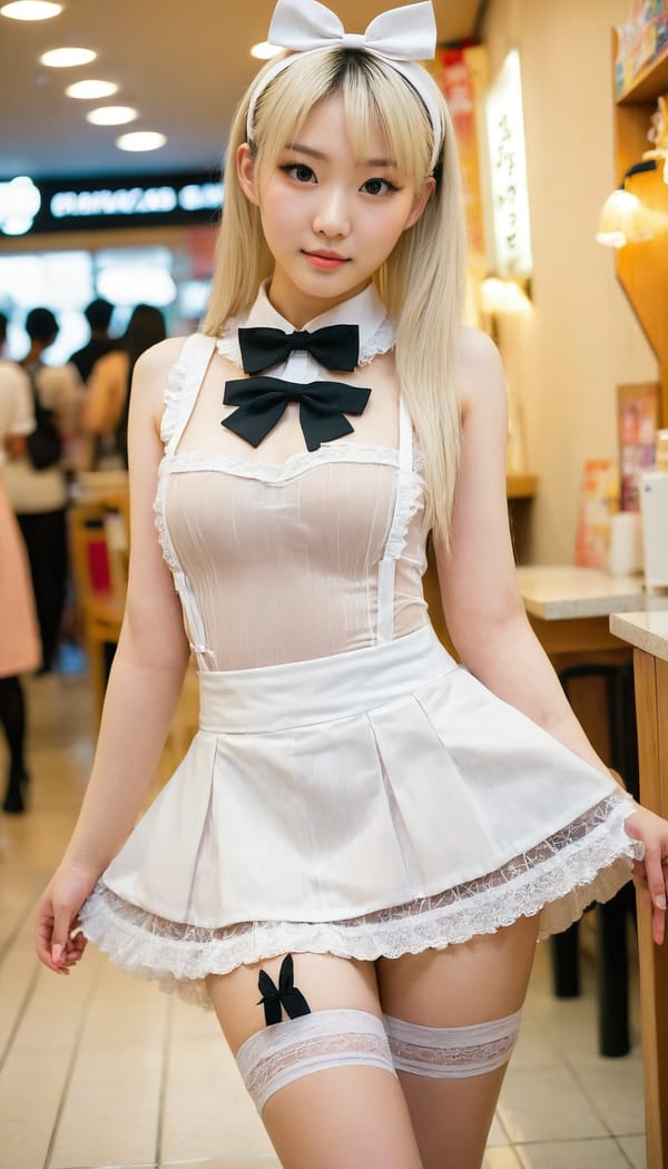 Tags: 21872187, SDXL
{"3": {"inputs": {"seed": 726959893551945, "steps": 32, "cfg": 6.41, "sampler_name": "dpmpp_2m", "scheduler": "karras", "denoise": 1.0, "model": ["27", 0], "positive": ["6", 0], "negative": ["7", 0], "latent_image": ["5", 0]}, "class_type": "KSampler"}, "4": {"inputs": {"ckpt_name": "juggernautxl.safetensors"}, "class_type": "CheckpointLoaderSimple"}, "5": {"inputs": {"width": 768, "height": 1344, "batch_size": 1}, "class_type": "EmptyLatentImage"}, "6": {"inputs": {"text": "20 year old girl, (taiwanese:0.96), (irish:1.03), (eyelashes:1.13), (pale skin:0.95), (beautiful eyes:0.98), (cute:0.96), (seductive facial expression:1.11), (temptress:1.12), (sexy lips:1.11), (double eyelids:1.00), (idol:1.03), (detailed face:1.11), (perky ass:1.04), (exposed ass:1.12), (looking back:1.14), (sexy ass:1.07), (thigh gap:0.97), in a (skimpy maid costume:1.04) working at a maid cafe, choker, bowtie, headband, pleated skirt, (portra:1.02), (textured skin:1.00), (soft lighting:1.09), (RAW:1.04), (skin fuzz:1.07), (natural looking skin:1.02), (detailed skin:1.02), (film:1.08), (candid cinema:1.04)", "clip": ["27", 1]}, "class_type": "CLIPTextEncode"}, "7": {"inputs": {"text": "(distorted:1.09), (worst quality:1.11), (bad hands:1.11), (watermark:1.07), (low resolution:1.10), (open mouth:1.06), (twisted:1.08)", "clip": ["27", 1]}, "class_type": "CLIPTextEncode"}, "8": {"inputs": {"samples": ["3", 0], "vae": ["4", 2]}, "class_type": "VAEDecode"}, "25": {"inputs": {"lora_name": "nudify_xl.safetensors", "strength_model": 0.29, "strength_clip": 0.23, "model": ["4", 0], "clip": ["4", 1]}, "class_type": "LoraLoader"}, "26": {"inputs": {"lora_name": "shirtlift_SDXL_v2.safetensors", "strength_model": 0.14, "strength_clip": 0.02, "model": ["25", 0], "clip": ["25", 1]}, "class_type": "LoraLoader"}, "27": {"inputs": {"lora_name": "PerfectEyesXL.safetensors", "strength_model": 0.11, "strength_clip": 0.02, "model": ["26", 0], "clip": ["26", 1]}, "class_type": "LoraLoader"}, "30": {"inputs": {"model_name": "4x_NMKD-Superscale-SP_178000_G.pth"}, "class_type": "UpscaleModelLoader"}, "31": {"inputs": {"upscale_model": ["30", 0], "image": ["8", 0]}, "class_type": "ImageUpscaleWithModel"}, "32": {"inputs": {"upscale_method": "lanczos", "scale_by": 0.5, "image": ["31", 0]}, "class_type": "ImageScaleBy"}, "33": {"inputs": {"pixels": ["32", 0], "vae": ["4", 2]}, "class_type": "VAEEncode"}, "34": {"inputs": {"seed": 726959893551945, "steps": 32, "cfg": 6.41, "sampler_name": "dpmpp_2m", "scheduler": "karras", "denoise": 0.3, "model": ["27", 0], "positive": ["6", 0], "negative": ["7", 0], "latent_image": ["33", 0]}, "class_type": "KSampler"}, "36": {"inputs": {"samples": ["34", 0], "vae": ["4", 2]}, "class_type": "VAEDecode"}, "39": {"inputs": {"filename_prefix": "comfyapi-1734506585805", "images": ["36", 0]}, "class_type": "SaveImage"}}