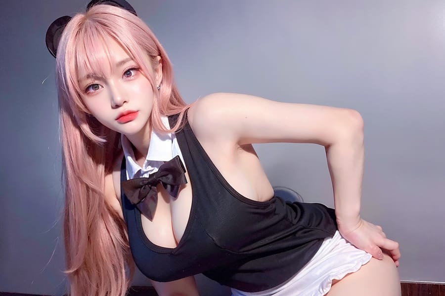 Tags: 21872187
<lora:koreanDollLikeness:0.59>, <lora:taiwanDollLikeness_v20:0.41>, <lora:YaeMiko_Test:0.54>, maid cafe, stockings, (maid costume:0.95), choker, bowtie, headband, (pleated skirt:0.99), (perky ass:1.01), (exposed ass:1.07), (looking back:1.03), <lora:Addams:0.24>, extremely detailed eyes, extremely detailed face, cute, (photorealistic:1.16), sexy lips, seductive smile, double eyelids, eyelashes, pale skin, perky breasts, full body portrait, textured skin, 4K, hyper realistic, tall, (long slim legs:1.10), 1girl, (stunningly attractive:1.15)
Negative prompt: sketches, black and white, fat, (worst quality:2.12)
Steps: 64, Sampler: DPM++ 2M Karras, CFG scale: 5.51, Seed: 1010992555, Size: 768x512, Model hash: fc2511737a, Model: chilloutmix_NiPrunedFp32Fix, Seed resize from: -1x-1, Denoising strength: 0.4, Version: v1.2.1, Hires upscale: 2.0, Hires steps: 16, Hires upscaler: ESRGAN_4x