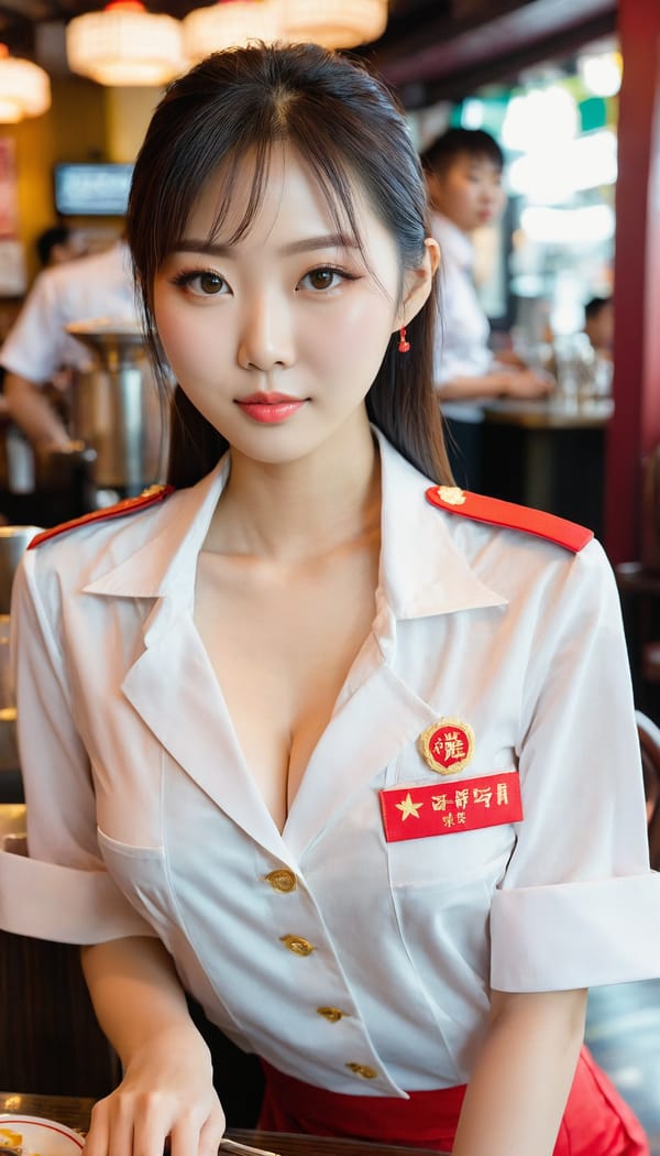 Tags: 21872187, SDXL
{"3": {"inputs": {"seed": 954590168500589, "steps": 32, "cfg": 7.91, "sampler_name": "dpmpp_2m", "scheduler": "karras", "denoise": 1.0, "model": ["27", 0], "positive": ["6", 0], "negative": ["7", 0], "latent_image": ["5", 0]}, "class_type": "KSampler"}, "4": {"inputs": {"ckpt_name": "juggernautxl.safetensors"}, "class_type": "CheckpointLoaderSimple"}, "5": {"inputs": {"width": 768, "height": 1344, "batch_size": 1}, "class_type": "EmptyLatentImage"}, "6": {"inputs": {"text": "28 year old girl, (chinese:1.13), (blush:1.02), (beautiful eyes:1.12), (sexy lips:1.04), (seductive pose:1.09), (eyelashes:0.95), (cute:1.10), (detailed face:1.03), (idol:1.11), (temptress:1.08), (seductive facial expression:1.08), (double eyelids:1.10), (slim:1.13), (pale skin:1.00), (on all fours:1.09), (spreading ass cheeks:1.03), (from behind:1.02), (backboob:0.95), (a waitress in uniform:1.14) working at a restaurant, (candid cinema:1.02), (skin fuzz:1.05), (portra:1.04), (RAW:1.07), (natural looking skin:1.02), (film:1.05), (detailed skin:1.02), (textured skin:1.00), (soft lighting:1.03)", "clip": ["27", 1]}, "class_type": "CLIPTextEncode"}, "7": {"inputs": {"text": "(distorted:1.06), (low resolution:1.06), (worst quality:1.05), (watermark:1.14), (open mouth:1.10), (twisted:1.05), (bad hands:1.07)", "clip": ["27", 1]}, "class_type": "CLIPTextEncode"}, "8": {"inputs": {"samples": ["3", 0], "vae": ["4", 2]}, "class_type": "VAEDecode"}, "25": {"inputs": {"lora_name": "nudify_xl.safetensors", "strength_model": 0.04, "strength_clip": 0.05, "model": ["4", 0], "clip": ["4", 1]}, "class_type": "LoraLoader"}, "26": {"inputs": {"lora_name": "shirtlift_SDXL_v2.safetensors", "strength_model": 0.18, "strength_clip": 0.17, "model": ["25", 0], "clip": ["25", 1]}, "class_type": "LoraLoader"}, "27": {"inputs": {"lora_name": "PerfectEyesXL.safetensors", "strength_model": 0.11, "strength_clip": 0.07, "model": ["26", 0], "clip": ["26", 1]}, "class_type": "LoraLoader"}, "30": {"inputs": {"model_name": "4x_NMKD-Superscale-SP_178000_G.pth"}, "class_type": "UpscaleModelLoader"}, "31": {"inputs": {"upscale_model": ["30", 0], "image": ["8", 0]}, "class_type": "ImageUpscaleWithModel"}, "32": {"inputs": {"upscale_method": "lanczos", "scale_by": 0.5, "image": ["31", 0]}, "class_type": "ImageScaleBy"}, "33": {"inputs": {"pixels": ["32", 0], "vae": ["4", 2]}, "class_type": "VAEEncode"}, "34": {"inputs": {"seed": 954590168500589, "steps": 32, "cfg": 7.91, "sampler_name": "dpmpp_2m", "scheduler": "karras", "denoise": 0.3, "model": ["27", 0], "positive": ["6", 0], "negative": ["7", 0], "latent_image": ["33", 0]}, "class_type": "KSampler"}, "36": {"inputs": {"samples": ["34", 0], "vae": ["4", 2]}, "class_type": "VAEDecode"}, "39": {"inputs": {"filename_prefix": "comfyapi-1735686429404", "images": ["36", 0]}, "class_type": "SaveImage"}}