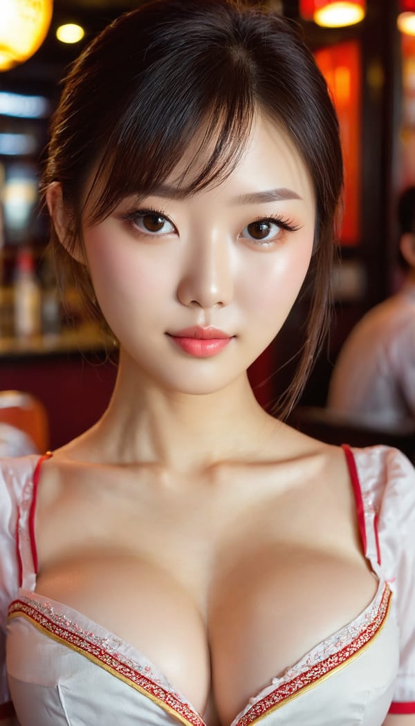 Tags: 21872187, SDXL
{"3": {"inputs": {"seed": 478170358610680, "steps": 32, "cfg": 7.65, "sampler_name": "dpmpp_2m", "scheduler": "karras", "denoise": 1.0, "model": ["27", 0], "positive": ["6", 0], "negative": ["7", 0], "latent_image": ["5", 0]}, "class_type": "KSampler"}, "4": {"inputs": {"ckpt_name": "juggernautxl.safetensors"}, "class_type": "CheckpointLoaderSimple"}, "5": {"inputs": {"width": 768, "height": 1344, "batch_size": 1}, "class_type": "EmptyLatentImage"}, "6": {"inputs": {"text": "26 year old girl, (chinese:1.08), (beautiful eyes:1.08), (detailed face:1.01), (slim:1.12), (blush:1.00), (sexy lips:1.06), (eyelashes:0.95), (seductive facial expression:0.95), (double eyelids:1.01), (pale skin:0.97), (temptress:1.08), (idol:1.13), (cute:1.04), (in a seductive pose:1.12), (large perky breasts:1.11), (cleavage:1.12), (thigh gap:1.08), (a waitress in uniform:1.04) working at a restaurant, (soft lighting:1.03), (candid cinema:1.03), (film:1.08), (natural looking skin:1.02), (detailed skin:1.04), (textured skin:1.04), (portra:1.02), (RAW:1.00), (skin fuzz:1.09)", "clip": ["27", 1]}, "class_type": "CLIPTextEncode"}, "7": {"inputs": {"text": "(distorted:1.11), (watermark:1.08), (low resolution:1.11), (twisted:1.14), (open mouth:1.11), (bad hands:1.14), (worst quality:1.05)", "clip": ["27", 1]}, "class_type": "CLIPTextEncode"}, "8": {"inputs": {"samples": ["3", 0], "vae": ["4", 2]}, "class_type": "VAEDecode"}, "25": {"inputs": {"lora_name": "nudify_xl.safetensors", "strength_model": 0.18, "strength_clip": 0.04, "model": ["4", 0], "clip": ["4", 1]}, "class_type": "LoraLoader"}, "26": {"inputs": {"lora_name": "shirtlift_SDXL_v2.safetensors", "strength_model": 0.03, "strength_clip": 0.05, "model": ["25", 0], "clip": ["25", 1]}, "class_type": "LoraLoader"}, "27": {"inputs": {"lora_name": "PerfectEyesXL.safetensors", "strength_model": 0.15, "strength_clip": 0.15, "model": ["26", 0], "clip": ["26", 1]}, "class_type": "LoraLoader"}, "30": {"inputs": {"model_name": "4x_NMKD-Superscale-SP_178000_G.pth"}, "class_type": "UpscaleModelLoader"}, "31": {"inputs": {"upscale_model": ["30", 0], "image": ["8", 0]}, "class_type": "ImageUpscaleWithModel"}, "32": {"inputs": {"upscale_method": "lanczos", "scale_by": 0.5, "image": ["31", 0]}, "class_type": "ImageScaleBy"}, "33": {"inputs": {"pixels": ["32", 0], "vae": ["4", 2]}, "class_type": "VAEEncode"}, "34": {"inputs": {"seed": 478170358610680, "steps": 32, "cfg": 7.65, "sampler_name": "dpmpp_2m", "scheduler": "karras", "denoise": 0.3, "model": ["27", 0], "positive": ["6", 0], "negative": ["7", 0], "latent_image": ["33", 0]}, "class_type": "KSampler"}, "36": {"inputs": {"samples": ["34", 0], "vae": ["4", 2]}, "class_type": "VAEDecode"}, "39": {"inputs": {"filename_prefix": "comfyapi-1724095431493", "images": ["36", 0]}, "class_type": "SaveImage"}}