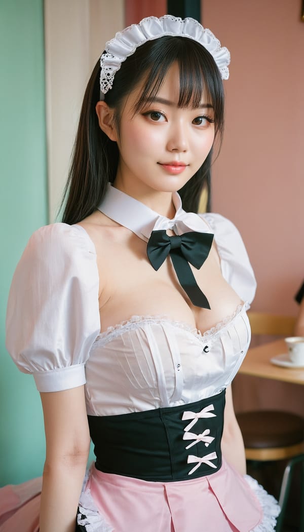 Tags: 21872187, SDXL
{"3": {"inputs": {"seed": 140441748556070, "steps": 32, "cfg": 7.31, "sampler_name": "dpmpp_2m", "scheduler": "karras", "denoise": 1.0, "model": ["27", 0], "positive": ["6", 0], "negative": ["7", 0], "latent_image": ["5", 0]}, "class_type": "KSampler"}, "4": {"inputs": {"ckpt_name": "juggernautxl.safetensors"}, "class_type": "CheckpointLoaderSimple"}, "5": {"inputs": {"width": 768, "height": 1344, "batch_size": 1}, "class_type": "EmptyLatentImage"}, "6": {"inputs": {"text": "25 year old girl, (taiwanese:1.05), (russian:0.97), (pale skin:1.06), (cute:1.00), (detailed face:1.06), (idol:1.03), (blush:0.96), (seductive facial expression:1.05), (eyelashes:0.98), (temptress:0.95), (double eyelids:1.10), (slim:1.08), (sexy lips:1.03), (perky ass:1.05), (exposed ass:1.12), (looking back:1.11), (sexy ass:1.02), (thigh gap:0.99), in a (skimpy maid costume:1.12) working at a maid cafe, choker, bowtie, headband, pleated skirt, (natural looking skin:1.07), (skin fuzz:1.03), (soft lighting:1.04), (portra:1.03), (candid cinema:1.09), (detailed skin:1.05), (RAW:1.03), (film:1.01), (textured skin:1.01)", "clip": ["27", 1]}, "class_type": "CLIPTextEncode"}, "7": {"inputs": {"text": "(twisted:1.14), (low resolution:1.05), (worst quality:1.11), (open mouth:1.06), (distorted:1.08), (watermark:1.14), (bad hands:1.05)", "clip": ["27", 1]}, "class_type": "CLIPTextEncode"}, "8": {"inputs": {"samples": ["3", 0], "vae": ["4", 2]}, "class_type": "VAEDecode"}, "25": {"inputs": {"lora_name": "nudify_xl.safetensors", "strength_model": 0.19, "strength_clip": 0.37, "model": ["4", 0], "clip": ["4", 1]}, "class_type": "LoraLoader"}, "26": {"inputs": {"lora_name": "shirtlift_SDXL_v2.safetensors", "strength_model": 0.08, "strength_clip": 0.04, "model": ["25", 0], "clip": ["25", 1]}, "class_type": "LoraLoader"}, "27": {"inputs": {"lora_name": "PerfectEyesXL.safetensors", "strength_model": 0.08, "strength_clip": 0.18, "model": ["26", 0], "clip": ["26", 1]}, "class_type": "LoraLoader"}, "30": {"inputs": {"model_name": "4x_NMKD-Superscale-SP_178000_G.pth"}, "class_type": "UpscaleModelLoader"}, "31": {"inputs": {"upscale_model": ["30", 0], "image": ["8", 0]}, "class_type": "ImageUpscaleWithModel"}, "32": {"inputs": {"upscale_method": "lanczos", "scale_by": 0.5, "image": ["31", 0]}, "class_type": "ImageScaleBy"}, "33": {"inputs": {"pixels": ["32", 0], "vae": ["4", 2]}, "class_type": "VAEEncode"}, "34": {"inputs": {"seed": 140441748556070, "steps": 32, "cfg": 7.31, "sampler_name": "dpmpp_2m", "scheduler": "karras", "denoise": 0.3, "model": ["27", 0], "positive": ["6", 0], "negative": ["7", 0], "latent_image": ["33", 0]}, "class_type": "KSampler"}, "36": {"inputs": {"samples": ["34", 0], "vae": ["4", 2]}, "class_type": "VAEDecode"}, "39": {"inputs": {"filename_prefix": "comfyapi-1726280981224", "images": ["36", 0]}, "class_type": "SaveImage"}}