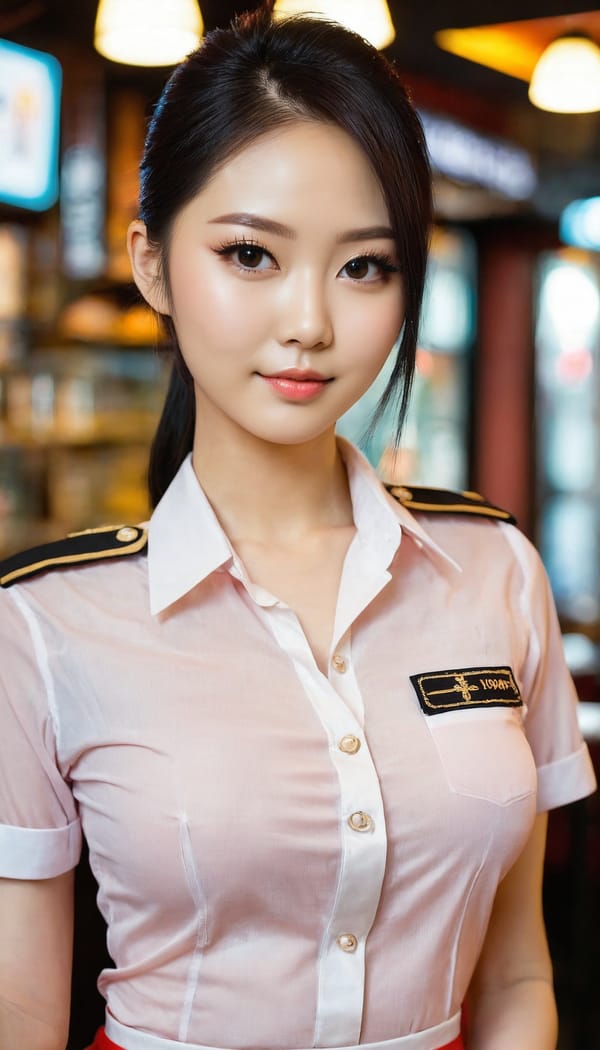 Tags: 21872187, SDXL
{"3": {"inputs": {"seed": 546131047219153, "steps": 64, "cfg": 6.69, "sampler_name": "dpmpp_2m", "scheduler": "karras", "denoise": 1.0, "model": ["27", 0], "positive": ["6", 0], "negative": ["7", 0], "latent_image": ["5", 0]}, "class_type": "KSampler"}, "4": {"inputs": {"ckpt_name": "juggernautxl.safetensors"}, "class_type": "CheckpointLoaderSimple"}, "5": {"inputs": {"width": 768, "height": 1344, "batch_size": 1}, "class_type": "EmptyLatentImage"}, "6": {"inputs": {"text": "27 year old girl, (taiwanese:1.03), (ukrainian:1.00), (idol:1.09), (eyelashes:1.08), (seductive facial expression:0.96), (double eyelids:0.97), (seductive pose:1.07), (pale skin:1.13), (blush:1.14), (temptress:1.11), (detailed face:0.96), (beautiful eyes:1.06), (slim:1.09), (sexy lips:0.98), (perky ass:1.02), (exposed ass:1.11), (looking back:1.05), (sexy ass:1.09), (thigh gap:1.00), (a waitress in uniform:1.00) working at a restaurant, (soft lighting:1.04), (film:1.08), (candid cinema:1.01), (natural looking skin:1.05), (skin fuzz:1.08), (detailed skin:1.06), (RAW:1.03), (textured skin:1.02), (portra:1.00)", "clip": ["27", 1]}, "class_type": "CLIPTextEncode"}, "7": {"inputs": {"text": "(bad hands:1.09), (distorted:1.14), (low resolution:1.12), (twisted:1.10), (worst quality:1.11), (watermark:1.14), (open mouth:1.06)", "clip": ["27", 1]}, "class_type": "CLIPTextEncode"}, "8": {"inputs": {"samples": ["3", 0], "vae": ["4", 2]}, "class_type": "VAEDecode"}, "25": {"inputs": {"lora_name": "nudify_xl.safetensors", "strength_model": 0.17, "strength_clip": 0.24, "model": ["4", 0], "clip": ["4", 1]}, "class_type": "LoraLoader"}, "26": {"inputs": {"lora_name": "shirtlift_SDXL_v2.safetensors", "strength_model": 0.0, "strength_clip": 0.14, "model": ["25", 0], "clip": ["25", 1]}, "class_type": "LoraLoader"}, "27": {"inputs": {"lora_name": "PerfectEyesXL.safetensors", "strength_model": 0.07, "strength_clip": 0.0, "model": ["26", 0], "clip": ["26", 1]}, "class_type": "LoraLoader"}, "30": {"inputs": {"model_name": "4x_NMKD-Superscale-SP_178000_G.pth"}, "class_type": "UpscaleModelLoader"}, "31": {"inputs": {"upscale_model": ["30", 0], "image": ["8", 0]}, "class_type": "ImageUpscaleWithModel"}, "32": {"inputs": {"upscale_method": "lanczos", "scale_by": 0.5, "image": ["31", 0]}, "class_type": "ImageScaleBy"}, "33": {"inputs": {"pixels": ["32", 0], "vae": ["4", 2]}, "class_type": "VAEEncode"}, "34": {"inputs": {"seed": 546131047219153, "steps": 64, "cfg": 6.69, "sampler_name": "dpmpp_2m", "scheduler": "karras", "denoise": 0.3, "model": ["27", 0], "positive": ["6", 0], "negative": ["7", 0], "latent_image": ["33", 0]}, "class_type": "KSampler"}, "36": {"inputs": {"samples": ["34", 0], "vae": ["4", 2]}, "class_type": "VAEDecode"}, "39": {"inputs": {"filename_prefix": "comfyapi-1731320510949", "images": ["36", 0]}, "class_type": "SaveImage"}}