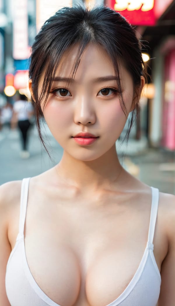 Tags: 21872187, SDXL
{"3": {"inputs": {"seed": 934673447452064, "steps": 64, "cfg": 7.57, "sampler_name": "dpmpp_2m", "scheduler": "karras", "denoise": 1.0, "model": ["27", 0], "positive": ["6", 0], "negative": ["7", 0], "latent_image": ["5", 0]}, "class_type": "KSampler"}, "4": {"inputs": {"ckpt_name": "juggernautxl.safetensors"}, "class_type": "CheckpointLoaderSimple"}, "5": {"inputs": {"width": 768, "height": 1344, "batch_size": 1}, "class_type": "EmptyLatentImage"}, "6": {"inputs": {"text": "20 year old girl, (korean:1.01), (taiwanese:1.14), (sexy lips:1.13), (double eyelids:1.05), (seductive facial expression:1.10), (slim:1.04), (blush:1.09), (temptress:1.08), (cute:1.03), (beautiful eyes:1.12), (seductive pose:1.05), (detailed face:1.07), (pale skin:1.08), (idol:1.07), (eyelashes:1.03), (in a seductive pose:1.11), (large perky breasts:0.98), (cleavage:1.10), (thigh gap:1.05), (white tanktop:1.13), busy street, (soft lighting:1.07), (RAW:1.04), (textured skin:1.06), (film:1.08), (skin fuzz:1.06), (candid cinema:1.09), (natural looking skin:1.05), (portra:1.09), (detailed skin:1.00)", "clip": ["27", 1]}, "class_type": "CLIPTextEncode"}, "7": {"inputs": {"text": "(worst quality:1.12), (bad hands:1.08), (distorted:1.05), (low resolution:1.11), (watermark:1.08), (twisted:1.08), (open mouth:1.09)", "clip": ["27", 1]}, "class_type": "CLIPTextEncode"}, "8": {"inputs": {"samples": ["3", 0], "vae": ["4", 2]}, "class_type": "VAEDecode"}, "25": {"inputs": {"lora_name": "nudify_xl.safetensors", "strength_model": 0.16, "strength_clip": 0.32, "model": ["4", 0], "clip": ["4", 1]}, "class_type": "LoraLoader"}, "26": {"inputs": {"lora_name": "shirtlift_SDXL_v2.safetensors", "strength_model": 0.16, "strength_clip": 0.19, "model": ["25", 0], "clip": ["25", 1]}, "class_type": "LoraLoader"}, "27": {"inputs": {"lora_name": "PerfectEyesXL.safetensors", "strength_model": 0.03, "strength_clip": 0.13, "model": ["26", 0], "clip": ["26", 1]}, "class_type": "LoraLoader"}, "30": {"inputs": {"model_name": "4x_NMKD-Superscale-SP_178000_G.pth"}, "class_type": "UpscaleModelLoader"}, "31": {"inputs": {"upscale_model": ["30", 0], "image": ["8", 0]}, "class_type": "ImageUpscaleWithModel"}, "32": {"inputs": {"upscale_method": "lanczos", "scale_by": 0.5, "image": ["31", 0]}, "class_type": "ImageScaleBy"}, "33": {"inputs": {"pixels": ["32", 0], "vae": ["4", 2]}, "class_type": "VAEEncode"}, "34": {"inputs": {"seed": 934673447452064, "steps": 64, "cfg": 7.57, "sampler_name": "dpmpp_2m", "scheduler": "karras", "denoise": 0.3, "model": ["27", 0], "positive": ["6", 0], "negative": ["7", 0], "latent_image": ["33", 0]}, "class_type": "KSampler"}, "36": {"inputs": {"samples": ["34", 0], "vae": ["4", 2]}, "class_type": "VAEDecode"}, "39": {"inputs": {"filename_prefix": "comfyapi-1735531249819", "images": ["36", 0]}, "class_type": "SaveImage"}}